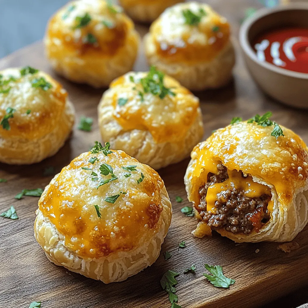 Um Knoblauch Parmesan Cheeseburger Bomben zuzubereiten, brauchst du einige einfache Zutaten. Du benötigst 500g Rinderhackfleisch, 100g gewürfelten Cheddar-Käse und 50g frisch geriebenen Parmesan. Zwei Knoblauchzehen geben den tollen Knoblauch geschmack. Außerdem brauchst du Worcestershiresauce, Senf, Pfeffer, Salz und eine Rolle Pizzateig. Ein Ei zum Bestreichen und frische Petersilie zur Garnierung runden das Ganze ab.