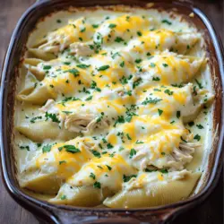 Um die Knoblauch-Butter-Hühnchen-Alfredo-Gefüllten Muscheln zuzubereiten, brauchst du einige einfache Zutaten. Du benötigst große Muschelnudeln, gekochte Hähnchenbrust, Knoblauch, Butter, Sahne, Parmesan, Mozzarella, Salz und Pfeffer. Petersilie sorgt für einen frischen Touch.