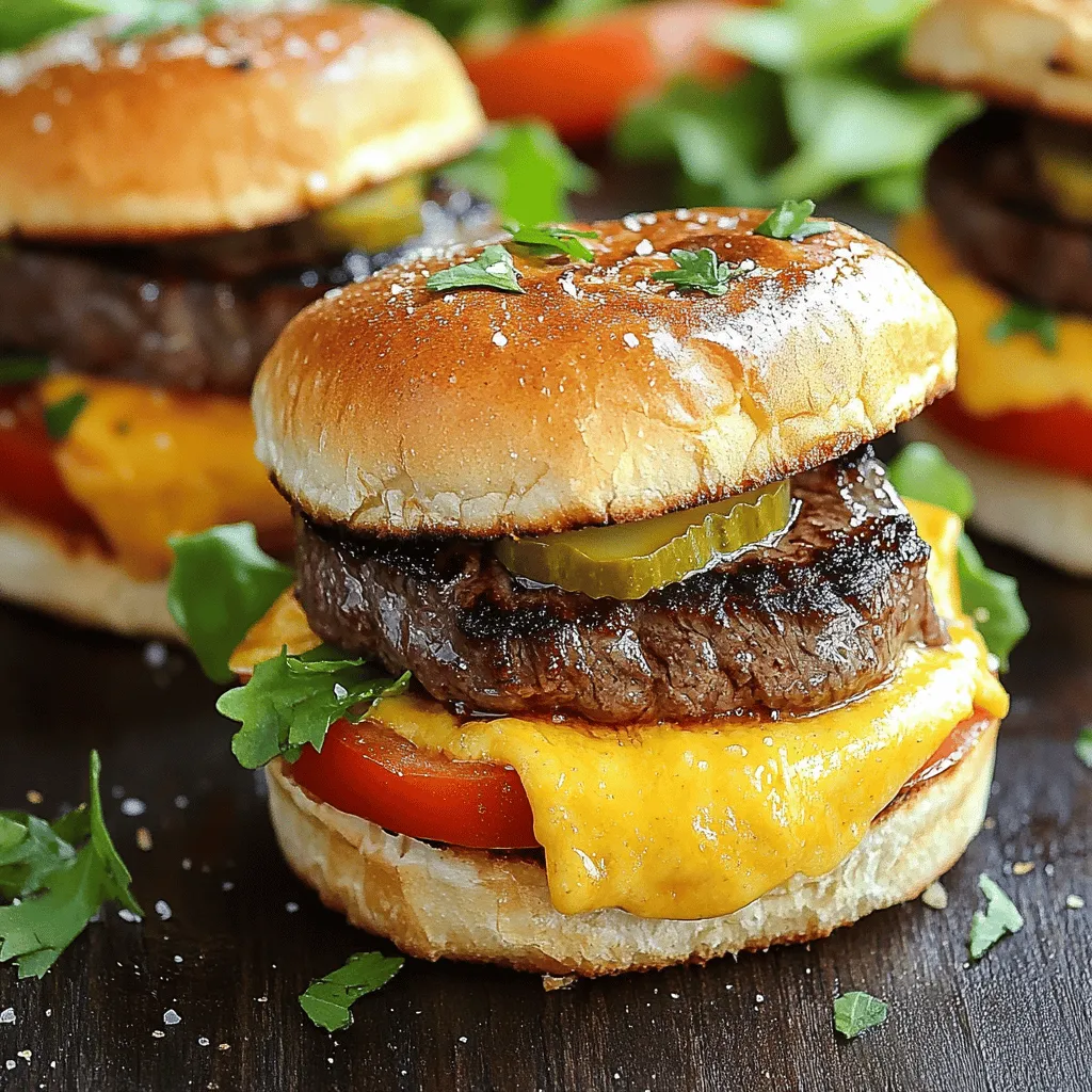 Cowboy Butter Steak Sliders sind kleine Burger mit viel Geschmack. Sie bestehen aus zartem Steak und einer leckeren Butter. Diese Butter hat Knoblauch, Kräuter und Gewürze. Das macht die Sliders besonders schmackhaft.