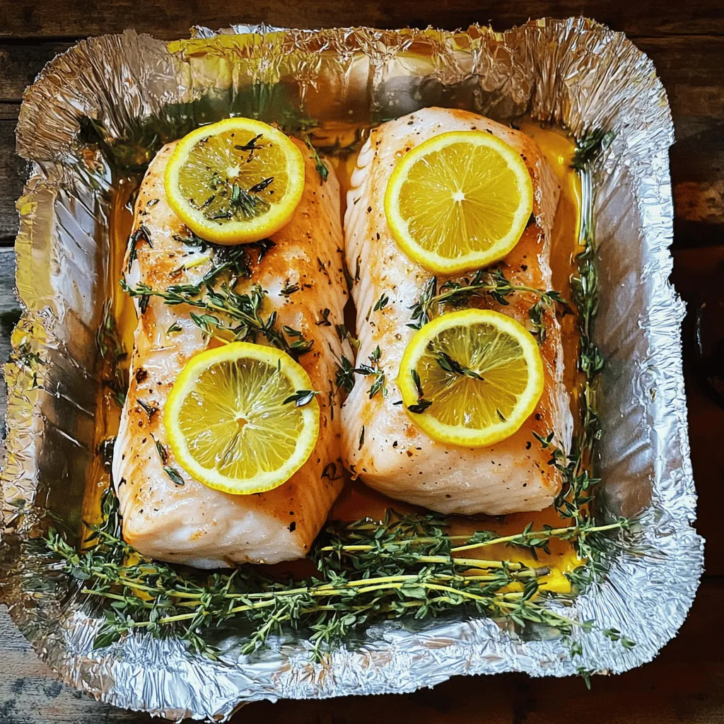 Für gebackenen Lachs im Folienpacket mit Spargel brauchst du nur wenige Zutaten. Du benötigst 4 Lachsfilets, etwa 150 g jedes Stück. Ein Bund frischer Spargel ist wichtig. Achte darauf, die holzigen Enden zu entfernen. Du brauchst auch 2 Esslöffel Olivenöl für den Geschmack. Zwei Zitronen helfen, das Gericht frisch zu machen. Eine Zitrone wird in Scheiben geschnitten, die andere wird ausgepresst. Drei gehackte Knoblauchzehen bringen einen tollen Geschmack. Frischer Thymian ist eine leckere Wahl, aber getrockneter Thymian funktioniert auch. Vergiss nicht, Salz und Pfeffer nach Geschmack zu verwenden. Du brauchst außerdem Alufolie, um die Päckchen zu bauen.