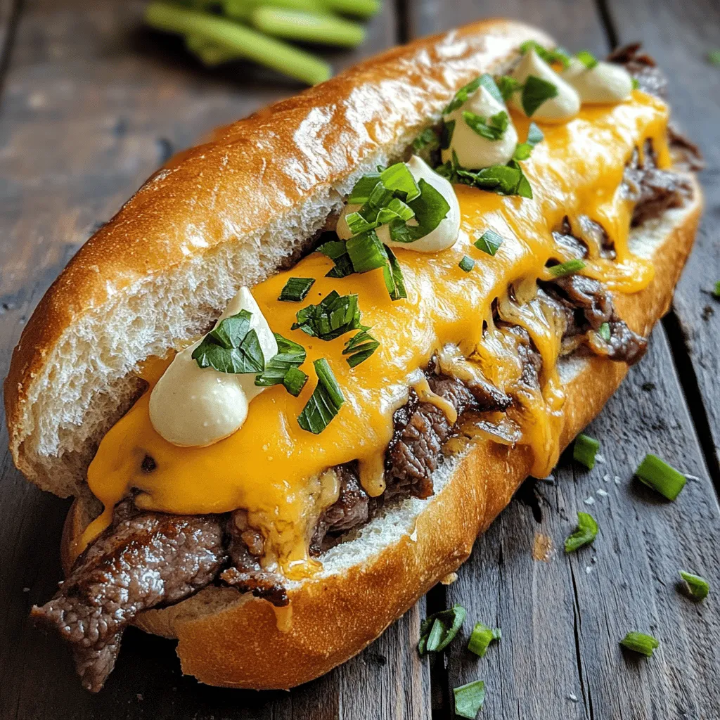 Um Philly Cheesesteak Cheesy Bread selbst zu machen, benötigst du einige einfache Zutaten. Du brauchst ein großes Baguette oder ein französisches Brot. Das ist die Basis. Dann kommst du zu den Hauptzutaten: dünn geschnittenes Rindersteak, eine große Zwiebel, und eine grüne Paprika. Diese Zutaten machen das Gericht lecker und herzhaft. Du benötigst auch geriebenen Cheddar- und Provolone-Käse. Diese Käsesorten schmelzen gut und geben einen tollen Geschmack. Außerdem kommen Olivenöl, Worcestershire-Sauce, Salz und Pfeffer hinzu. Frische Petersilie ist optional, aber sie bringt Farbe.