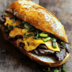 Um Philly Cheesesteak Cheesy Bread selbst zu machen, benötigst du einige einfache Zutaten. Du brauchst ein großes Baguette oder ein französisches Brot. Das ist die Basis. Dann kommst du zu den Hauptzutaten: dünn geschnittenes Rindersteak, eine große Zwiebel, und eine grüne Paprika. Diese Zutaten machen das Gericht lecker und herzhaft. Du benötigst auch geriebenen Cheddar- und Provolone-Käse. Diese Käsesorten schmelzen gut und geben einen tollen Geschmack. Außerdem kommen Olivenöl, Worcestershire-Sauce, Salz und Pfeffer hinzu. Frische Petersilie ist optional, aber sie bringt Farbe.