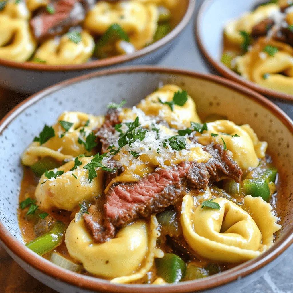 Um Cheesesteak Tortellini in reichhaltiger Provolone Soße zuzubereiten, benötigen Sie einige einfache Zutaten. Für dieses Rezept brauchen Sie 250 g Tortellini, die mit Käse gefüllt sind. Sie benötigen auch 200 g dünn geschnittenes Rindfleisch, 1 mittelgroße Zwiebel, 1 grüne Paprika und 2 Knoblauchzehen. Außerdem kommen 200 ml Rinderbrühe, 150 g geriebener Provolone-Käse und 100 ml Sahne hinzu. Vergessen Sie das Olivenöl, Salz und Pfeffer nicht, um den Geschmack zu verbessern.