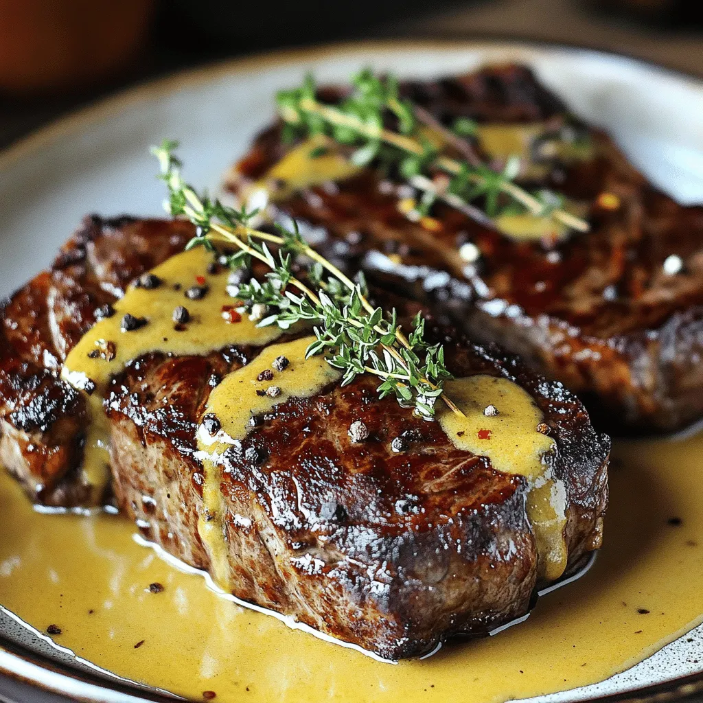Für ein köstliches Steak mit Bourbon-Knoblauch-Sahnesauce brauchst du frische Zutaten. Du benötigst zwei Rindersteaks, die jeweils etwa 250 Gramm wiegen. Olivenöl, Knoblauch, Brühe, Sahne, Sojasauce, Worcestersauce und Honig sind wichtig. Vergiss nicht, Salz und Pfeffer für den Geschmack hinzuzufügen. Frischer Thymian oder Petersilie bringt Farbe auf den Teller.