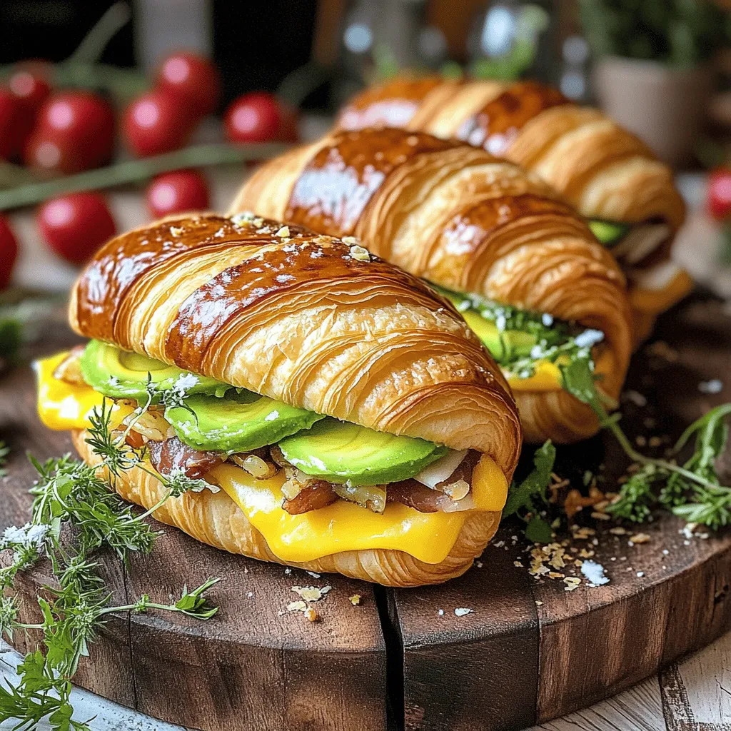 Für das beste croissant frühstückssandwich rezept brauchst du frische und leckere Zutaten. Die Hauptzutaten sind vier Croissants, große Eier, Speck, Avocado, Cheddar-Käse und Schnittlauch. Jedes Element hat seinen eigenen Geschmack und macht das Sandwich besonders.