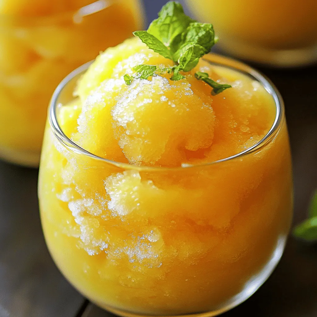 Für ein köstliches Pfirsich-Zitronen-Slush benötigst du frische, reife Pfirsiche. Du brauchst vier Pfirsiche, die du entsteinen und würfeln musst. Diese Früchte sind wichtig für den Geschmack. Sie geben dem Slush eine natürliche Süße und Fruchtigkeit.