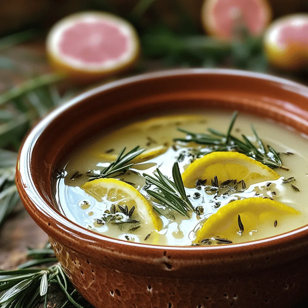 Zitronen-Rosmarin-Weißbohnensuppe ist einfach und gesund. Die Hauptzutaten sind leicht zu finden. Du brauchst weiße Bohnen, Zwiebeln, Knoblauch, Rosmarin und Zitrone. Diese Zutaten machen die Suppe frisch und schmackhaft.