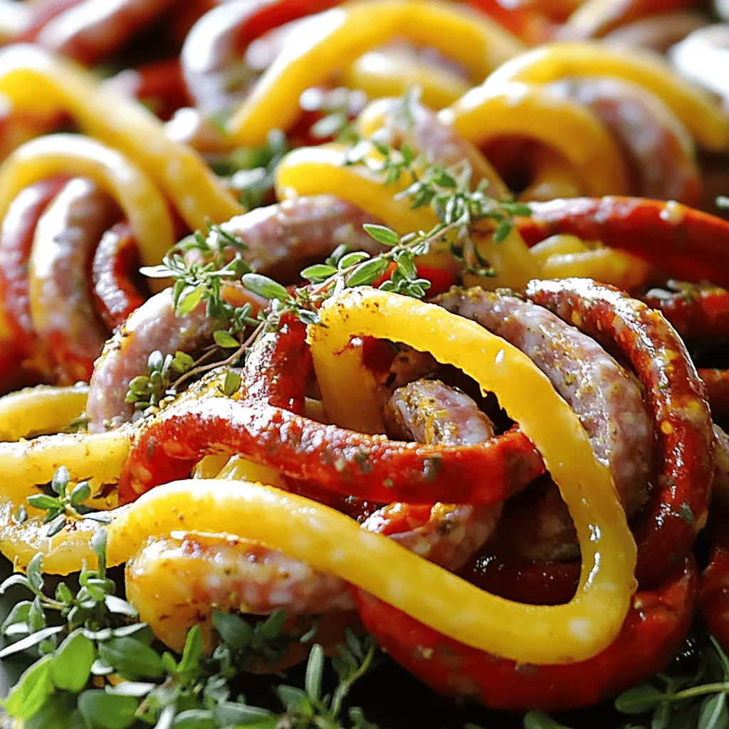 Zuerst benötigst du frische Zutaten für ein einfaches Rezept für das Blechgericht. Du brauchst 500 g italienische Würste, zwei rote und zwei gelbe Paprika. Zudem sind eine große Zwiebel und drei Knoblauchzehen wichtig. Vergiss nicht Olivenöl, Oregano, Paprikapulver, Salz und Pfeffer. Frische Petersilie ist perfekt zum Garnieren.