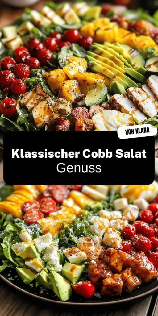 Entdecken Sie, wie Sie einen klassischen Cobb Salat einfach und nahrhaft zubereiten können! Dieser vielseitige Salat kombiniert frische Zutaten wie grünen Salat, Hähnchen, Avocado und mehr für eine gesunde Mahlzeit, die alle begeistert. Egal, ob für den Alltag oder besondere Anlässe, die Tipps und Variationen werden Ihr Kochen bereichern. Klicken Sie durch, um die vollständige Rezeptanleitung zu sehen und den Genuss zu erleben!