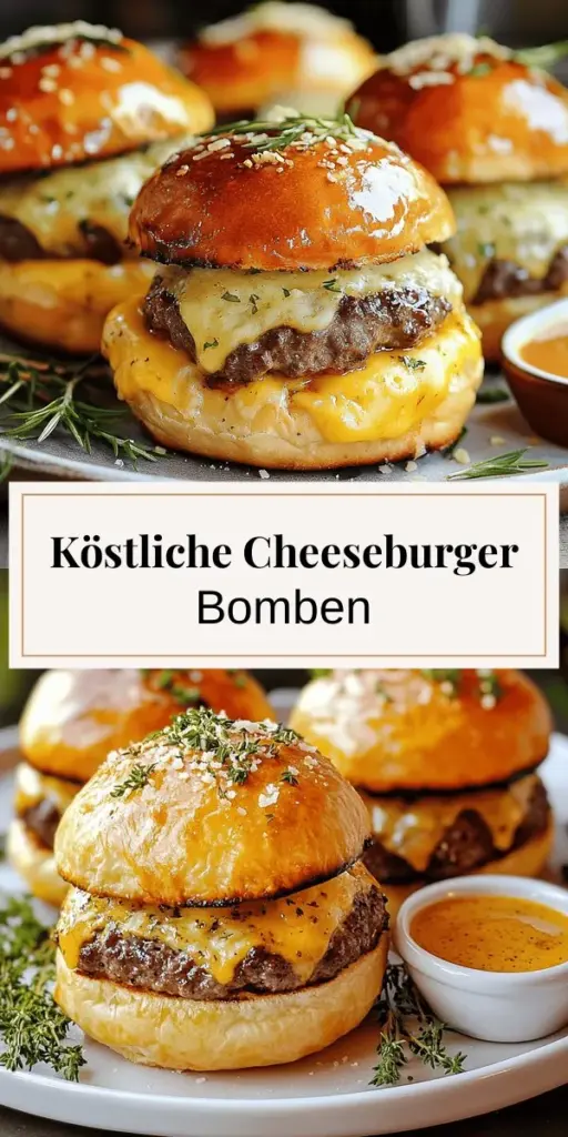 Entdecke die köstlichen Knoblauch Parmesan Cheeseburger Bomben, die perfekt für jede Party sind! Dieser einfache Snack begeistert mit zartem Rinderhack, würzigem Knoblauch und schmelzendem Parmesan, umhüllt von knusprigem Pizzateig. In nur wenigen Schritten zauberst du diese bombenleckeren Happen. Lass deine Gäste staunen und klicke hier, um das vollständige Rezept und tolle Variationen zu entdecken – dein neuer Favorit wartet auf dich!