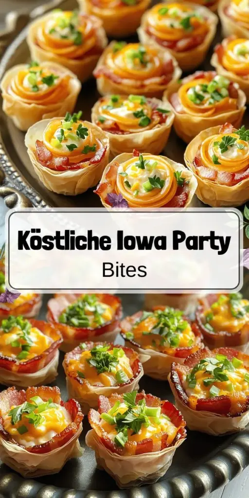 Entdecke köstliche Rezepte für Feste mit Iowa Party Bites! Diese einfachen Snacks sind perfekt, um deine Gäste zu beeindrucken. Von klassischen Bacon-Wrapped Cheddar Cups bis zu kreativen vegetarischen Optionen, du findest alles, was du für eine unvergessliche Feier benötigst. Nutze frische, lokale Zutaten und folge unseren schnellen Rezepten für gesunde Alternativen. Klicke hier und lass dich inspirieren, um deine nächste Party unvergesslich zu machen!