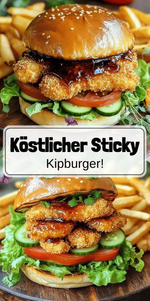 Entdecke das Rezept für den unwiderstehlichen Sticky Crispy Kipburger! Erlebe, wie die perfekte Kombination aus knuspriger Panade und süßer Soja-Honig-Sauce jeden Bissen zu einem Geschmackserlebnis macht. Mit einfachen Zutaten und kreativen Belegideen verwandelst du jeden Burgerabend in ein Fest. Neugierig auf die Zubereitung? Klicke jetzt, um alles über diesen köstlichen Hähnchenburger zu erfahren!