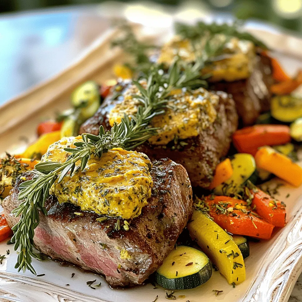 Um ein köstliches Kräuterbutter-Rinderfilet zuzubereiten, starten wir mit den Zutaten. Für dieses Rezept benötigst du 1 kg Rinderfilet, 100 g weiche Butter, 3 Knoblauchzehen, 2 EL frischen Rosmarin, 2 EL frischen Thymian, 2 EL frische Petersilie, 1 TL Meersalz, ½ TL schwarzen Pfeffer, 2 EL Olivenöl und 500 g buntes Gemüse, wie Karotten oder Zucchini.