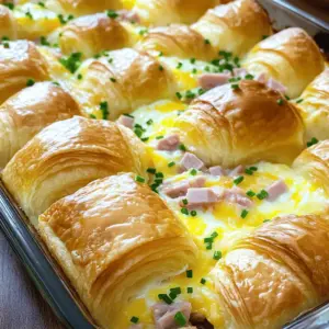 F&uuml;r den Flaky Ham and Cheese Croissant Casserole ben&ouml;tigst du folgende Hauptzutaten: