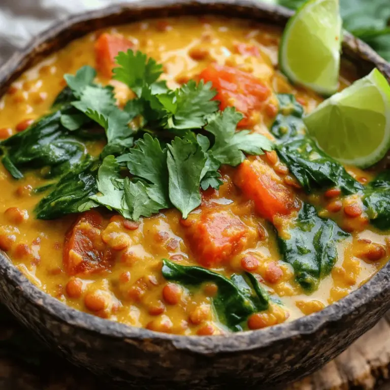 Um ein köstliches cremiges Kokos-Linsen-Curry zuzubereiten, benötigen Sie: - 1 Tasse rote Linsen, gut abgespült - 1 Dose (400 ml) Kokosmilch - 1 mittelgroße Zwiebel, fein gehackt - 2 Knoblauchzehen, gehackt - 2 cm Stück Ingwer, frisch gerieben - 2 mittelgroße Tomaten, gewürfelt - 2 Esslöffel Currypulver - 1 Teelöffel Kurkuma - 1/2 Teelöffel Kreuzkümmel - 2 Esslöffel Pflanzenöl - 500 ml Gemüsebrühe oder Wasser - 1 Tasse frische Spinatblätter - Salz nach Geschmack - Frischer Koriander, zum Garnieren - Limettenviertel, zum Servieren Diese Zutaten sorgen für eine reiche und cremige Textur. Rote Linsen sind ideal für dieses Rezept. Sie kochen schnell und zerfallen leicht. Dies sorgt für eine cremige Konsistenz im Curry. Achten Sie darauf, die Linsen gut abzuspülen, um Verunreinigungen zu entfernen. Sie können auch gelbe Linsen verwenden, aber die Kochzeit wird länger sein. Die Wahl der richtigen Kokosmilch ist wichtig für den Geschmack. Suchen Sie nach einer vollfetten Variante. Diese sorgt für mehr Cremigkeit und Geschmack. Achten Sie darauf, dass keine Zusatzstoffe enthalten sind. Bio-Kokosmilch ist oft die beste Wahl. Sie ist meist frischer und hat einen besseren Geschmack. Zuerst erhitzen Sie das Pflanzenöl in einem großen Topf bei mittlerer Hitze. Fügen Sie die fein gehackte Zwiebel hinzu und braten Sie sie, bis sie glasig ist. Das dauert etwa 5 Minuten. Dann geben Sie den gehackten Knoblauch und den geriebenen Ingwer hinzu. Braten Sie alles für 1-2 Minuten, bis die Aromen gut durchdrungen sind. Jetzt sind die Zwiebel, der Knoblauch und der Ingwer bereit für die nächsten Schritte. Nachdem das Gemüse gut angebraten ist, fügen Sie die gewürfelten Tomaten hinzu. Lassen Sie sie weich kochen, was etwa 3-4 Minuten dauert. Streuen Sie dann das Currypulver, den Kurkuma und den Kreuzkümmel über das Gemüse. Rühren Sie alles gut um, sodass die Gewürze gleichmäßig verteilt sind. Lassen Sie die Mischung für eine weitere Minute kochen, damit die Gewürze ihr volles Aroma entfalten. Jetzt kommt der spannende Teil. Gießen Sie die abgespülten Linsen, die Kokosmilch und die Gemüsebrühe in den Topf. Mischen Sie alles gründlich, bis die Zutaten gut verbunden sind. Lassen Sie es aufkochen, dann reduzieren Sie die Hitze auf niedrig und decken den Topf ab. Lassen Sie das Curry 25-30 Minuten köcheln, bis die Linsen weich sind. Rühren Sie gelegentlich um und fügen Sie mehr Wasser hinzu, wenn das Curry zu dick wird. Sobald die Linsen gar sind, mischen Sie die frischen Spinatblätter unter. Lassen Sie diese etwa 2-3 Minuten zusammenfallen und würzen Sie nach Geschmack mit Salz. Garnieren Sie das Gericht mit frisch gehacktem Koriander. Für das vollständige Rezept schauen Sie sich das Full Recipe an. Ein häufiger Fehler ist das Kochen der Linsen zu lange. Überkochen macht sie matschig. Halte die Linsen im Blick und teste sie nach 25 Minuten. Ein anderer Fehler ist zu viel Wasser. Zu viel Flüssigkeit macht das Curry dünn. Beginne mit der angegebenen Menge und füge nach Bedarf mehr hinzu. Sei beim Würzen vorsichtig. Zu viel Salz kann den Geschmack verderben. Füge es schrittweise hinzu und probiere das Curry. Rote Linsen sind ideal für dieses Rezept. Sie kochen schnell und werden weich. Du kannst die Linsen auch vorher einweichen. Einweichen reduziert die Kochzeit. Verwende einen großen Topf, um Platz für das Curry zu haben. Koche die Linsen mit der Brühe oder dem Wasser. So nehmen sie die Aromen besser auf. Rühre regelmäßig, um ein Anbrennen zu vermeiden. Die Konsistenz des Currys ist wichtig. Wenn es dick ist, füge mehr Wasser oder Brühe hinzu. Wenn es zu dünn ist, koche es länger ohne Deckel. Das lässt die Flüssigkeit verdampfen. Du kannst auch einen Pürierstab nutzen. Püriere ein wenig von dem Curry, um es cremiger zu machen. Achte darauf, die Spinatblätter erst am Ende hinzuzufügen. Sie sollten frisch und knackig bleiben. Probiere die Konsistenz und passe sie nach deinem Geschmack an. So wird dein cremiges Kokos-Linsen-Curry perfekt. Du findest das vollständige Rezept im Full Recipe. {{image_4}} Du kannst dieses Gericht leicht vegan machen. Die Hauptzutaten sind bereits pflanzlich. Achte darauf, dass das Currypulver und die Gemüsebrühe keine tierischen Produkte enthalten. Das Curry schmeckt auch ohne zusätzliche Zutaten großartig. Wenn du mehr Protein willst, füge Kichererbsen oder Tofu hinzu. Sie passen perfekt zu den Linsen. Einfach die Kichererbsen abtropfen und mit den Linsen kochen. Tofu kannst du in Würfel schneiden und in einer Pfanne anbraten, bevor du ihn ins Curry gibst. Diese Ergänzungen machen das Gericht nahrhafter. Du kannst die Gewürze nach deinem Geschmack ändern. Wenn du es schärfer magst, füge frische Chilischoten hinzu. Für einen süßeren Geschmack kannst du etwas Zucker oder Honig verwenden. Du kannst auch saisonales Gemüse wie Kürbis oder Blumenkohl hinzufügen. Diese Anpassungen machen das Curry einzigartig und köstlich. Das Rezept bietet viele Möglichkeiten zur Variation. Experimentiere mit verschiedenen Zutaten und finde deinen eigenen Geschmack. Du kannst die [Full Recipe] für alle Details nutzen. Um das cremige Kokos-Linsen-Curry frisch zu halten, lagere es in einem luftdichten Behälter. Lass das Curry zuerst auf Raumtemperatur abkühlen. Danach kannst du es in den Kühlschrank stellen. So bleibt der Geschmack erhalten. Das Curry hält sich bis zu 4 Tage im Kühlschrank. Wenn du das Curry länger aufbewahren möchtest, friere es einfach ein. Verwende einen gefrierfesten Behälter oder Beutel. Teile das Curry in Portionen auf, damit du nur das benötigte auftauen musst. So bleibt die Qualität über Monate hinweg erhalten. Achte darauf, dass du das Curry vor dem Einfrieren gut abkühlen lässt. Restliches Curry ist toll für andere Gerichte. Du kannst es zu Reis oder Quinoa servieren. Auch als Füllung für Wraps oder Sandwiches eignet es sich gut. Du kannst es sogar in eine Suppe verwandeln, indem du etwas Brühe hinzufügst. So hast du eine neue, leckere Mahlzeit. Das Rezept ist einfach und vielseitig, perfekt für kreative Köche. Probiere auch die [Full Recipe] für weitere Ideen! Das Curry hält sich gut im Kühlschrank. Du kannst es dort bis zu fünf Tage aufbewahren. Achte darauf, es in einem luftdichten Behälter zu lagern. So bleibt der Geschmack frisch. Ja, du kannst das Rezept auch ohne Kokosmilch machen. Du kannst stattdessen Gemüsebrühe oder eine andere pflanzliche Milch verwenden. Das Curry wird dann weniger cremig, aber immer noch lecker. Zu diesem Curry passen viele Beilagen. Reis ist die beste Wahl. Naanbrot ist auch toll, um die Sauce aufzutunken. Salat oder gegrilltes Gemüse ergänzen das Gericht wunderbar. Schau dir die Full Recipe für mehr Ideen an! In diesem Artikel haben wir die besten Zutaten für ein schmackhaftes Curry besprochen. Ich habe gezeigt, wie Sie die besten Linsen auswählen und Kokosmilch nutzen. Wir sind auch durch die Zubereitung des Gemüses sowie das Kochen der Linsen gegangen. Es ist wichtig, häufige Fehler zu vermeiden und die Konsistenz Ihres Currys anzupassen. Denken Sie daran, dass Variationen und Aufbewahrung ebenfalls eine Rolle spielen. Experimentieren Sie mit verschiedenen Zutaten und genießen Sie Ihr Curry in vollem Maße.