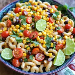 Der Cowboy Pasta Salat hat viele leckere Zutaten. Hier sind die Hauptzutaten, die du brauchst: - 340 g Ellbogenpasta - 240 ml Cherrytomaten, halbiert - 240 ml Süßmais, frisch oder aus der Dose - 1 rote Paprika, gewürfelt - 240 ml schwarze Bohnen, abgespült und abgetropft - 1/2 rote Zwiebel, fein gehackt - 120 g geriebener Cheddar-Käse - 60 ml frischer Koriander, gehackt Diese Zutaten geben dem Salat Farbe und Geschmack. Die Ellbogenpasta sorgt für die Basis und die Bohnen bringen Proteine mit. Um den Cowboy Pasta Salat noch besser zu machen, füge diese Zutaten hinzu: - 60 ml Olivenöl - 30 ml Apfelessig - 15 ml Honig - 5 g geräuchertes Paprikapulver - Salz und Pfeffer nach Geschmack Das Olivenöl und der Apfelessig machen das Dressing frisch. Honig fügt eine süße Note hinzu und das Paprikapulver gibt einen rauchigen Geschmack. Hier sind einige Nährwertangaben für die Hauptzutaten des Cowboy Pasta Salats: - Pasta: Liefert Kohlenhydrate für Energie. - Cherrytomaten: Reich an Vitaminen und Antioxidantien. - Süßmais: Bietet Ballaststoffe und eine natürliche Süße. - Schwarze Bohnen: Hoch an Proteinen und Ballaststoffen. - Paprika: Voller Vitamine C und A. - Koriander: Hat gesundheitliche Vorteile und einen frischen Geschmack. Jede Zutat bringt wichtige Nährstoffe in deinen Salat. Du kannst den Salat frisch und gesund genießen. Für das vollständige Rezept schau dir die [Full Recipe] an. Koche die Ellbogenpasta in einem großen Topf mit Salzwasser. Das Wasser sollte sprudelnd kochen. Folge den Anweisungen auf der Verpackung, bis die Pasta al dente ist. Das dauert etwa 8-10 Minuten. Gieße die Pasta in ein Sieb ab und lasse sie abkühlen. Dies ist wichtig, damit der Salat frisch bleibt. Nimm eine große Rührschüssel. Füge die halbierten Cherrytomaten, den Süßmais, die gewürfelte rote Paprika, die schwarzen Bohnen, die fein gehackte rote Zwiebel, den geriebenen Cheddar-Käse und den gehackten Koriander hinzu. Rühre alles gut um. Diese Zutaten geben dem Salat Farbe und Geschmack. In einer kleinen Schüssel vermische das Olivenöl, den Apfelessig, den Honig, geräuchertes Paprikapulver sowie Salz und Pfeffer. Verwende einen Schneebesen, um alles gut zu vermengen. Das Dressing sorgt für die perfekte Balance der Aromen. Gib die abgekühlte Pasta in die große Rührschüssel mit den Gemüzzutaten. Gieße das Dressing darüber und mische alles vorsichtig. Achte darauf, dass alle Zutaten gut verteilt sind. Probiere den Salat und passe die Würze nach deinem Geschmack an. Bedecke die Schüssel mit Frischhaltefolie. Stelle den Salat für mindestens 30 Minuten in den Kühlschrank. Diese Zeit lässt die Aromen sich entfalten und macht den Salat noch besser. Je länger du wartest, desto geschmackvoller wird der Cowboy Pasta Salat. Beim Kochen der Ellbogenpasta ist es wichtig, sie al dente zu garen. Das gibt dem Salat eine schöne Textur. Achten Sie darauf, die Pasta nach dem Kochen gut abzuschrecken. So wird sie nicht matschig. Mischen Sie die Zutaten erst kurz vor dem Servieren. So bleibt alles frisch und knackig. Für eine glutenfreie Version können Sie glutenfreie Pasta verwenden. Statt Cheddar-Käse können Sie auch veganen Käse nehmen. Wenn Sie eine Low-Carb-Diät machen, ersetzen Sie die Pasta durch Zucchini-Nudeln. Diese Optionen machen den Cowboy Pasta Salat anpassbar für viele Diäten. Der Cowboy Pasta Salat schmeckt am besten, wenn er gut gekühlt ist. Lassen Sie ihn mindestens 30 Minuten im Kühlschrank stehen. Dieser Schritt hilft den Aromen, sich gut zu verbinden. Servieren Sie den Salat als Beilage zu Grillgerichten oder als Hauptgericht. Er ist perfekt für Picknicks oder Partys. {{image_4}} Cowboy Pasta Salat ist leicht anpassbar. Um ihn vegetarisch zu machen, lassen Sie einfach den Käse weg oder verwenden Sie pflanzlichen Käse. Für vegane Optionen können Sie Honig durch Agavendicksaft ersetzen. Diese kleinen Anpassungen machen den Salat für alle geeignet. Möchten Sie mehr Protein in Ihren Salat bringen? Fügen Sie einfach gekochte Hähnchenbrust, Thunfisch oder Kichererbsen hinzu. Diese Zutaten sind gesund und steigern den Nährwert des Salats. Sie können auch Quinoa oder Linsen verwenden, um die Proteinmenge weiter zu erhöhen. Jeder hat andere Vorlieben. Wenn Sie es schärfer mögen, fügen Sie gehackte Jalapeños oder einen Spritzer scharfe Soße hinzu. Für eine süßere Note können Sie mehr Honig oder sogar einige gewürfelte Früchte wie Mango oder Ananas integrieren. Experimentieren Sie mit verschiedenen Dressings, um neue Geschmäcker zu entdecken. Um deinen Cowboy Pasta Salat frisch zu halten, lege ihn in einen luftdichten Behälter. So bleiben die Aromen erhalten. Du kannst ihn bis zu fünf Tage im Kühlschrank aufbewahren. Achte darauf, den Salat nicht neben starken Gerüchen aufzubewahren. Das kann den Geschmack beeinflussen. Cowboy Pasta Salat hält sich gut. Bei guter Lagerung bleibt er bis zu fünf Tage frisch. Nach dieser Zeit kann die Qualität sinken. Achte auf Geruch und Aussehen. Wenn er seltsam riecht oder schlecht aussieht, wirf ihn weg. Sicherheit geht vor. Du kannst den Cowboy Pasta Salat auch einfrieren. Teile ihn in Portionen auf und lege ihn in Gefrierbeutel. Achte darauf, so viel Luft wie möglich zu entfernen. Zum Auftauen, lege den Salat einfach über Nacht in den Kühlschrank. So bleibt er lecker. Vermeide das Mikrowellenauftauen, da die Textur leidet. Cowboy Pasta Salat hält sich gut im Kühlschrank. Sie können ihn bis zu fünf Tage aufbewahren. Stellen Sie sicher, dass er in einem luftdichten Behälter ist. So bleiben die Aromen frisch und lecker. Wenn Sie die Pasta frisch halten wollen, lagern Sie das Dressing separat. Ja, Sie können den Salat vorab zubereiten. Tatsächlich schmeckt er noch besser, wenn er etwas zieht. Machen Sie ihn am besten einen Tag vorher. Kühlen Sie ihn dann im Kühlschrank. So vermischen sich die Aromen perfekt. Denken Sie daran, das Dressing erst kurz vor dem Servieren hinzuzufügen. Ja, es gibt viele Alternativen. Sie können Farfalle, Penne oder sogar Vollkornnudeln verwenden. Jede Pasta bringt ihren eigenen Geschmack und Textur mit. Wählen Sie die Pasta, die Ihnen am besten gefällt. Experimentieren Sie mit verschiedenen Formen und Farben. Um den Salat würziger zu machen, fügen Sie mehr Gewürze hinzu. Paprika, Jalapeños oder sogar frische Chili passen gut dazu. Sie können auch etwas scharfen Senf ins Dressing geben. Probieren Sie verschiedene Kombinationen aus, um Ihren perfekten Geschmack zu finden. Cowboy Pasta Salat ist ein einfacher und köstlicher Genuss. Wir haben wichtige Zutaten besprochen, von Pasta bis zu frischem Gemüse. Die Anleitung zeigt dir, wie du alles miteinander kombinierst und das perfekte Dressing zubereitest. Tipps helfen bei besonderen Diäten und der Lagerung des Salats. Schließlich ist die Vielfalt der Variationen ein Bonus. Du kannst ihn anpassen, um ihn noch leckerer zu machen. Probiere verschiedene Versionen aus und finde deine Lieblingsart! Der Cowboy Pasta Salat ist eine tolle Wahl für jedes Essen.