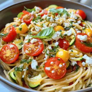 Für diese gesunde griechische Spaghetti benutze ich Vollkornspaghetti. Sie sind nahrhaft und bieten Ballaststoffe. Du brauchst 200 g Vollkornspaghetti. Das Gemüse bringt frische Aromen und Farben. Ich wähle 150 g Kirschtomaten, halbiert, 1 kleine Zucchini, gewürfelt, und 1 rote Paprika, gewürfelt. Ich füge auch 1/2 rote Zwiebel, dünn geschnitten, und 2 gehackte Knoblauchzehen hinzu. Diese Zutaten sorgen für einen tollen Geschmack und sind gesund.