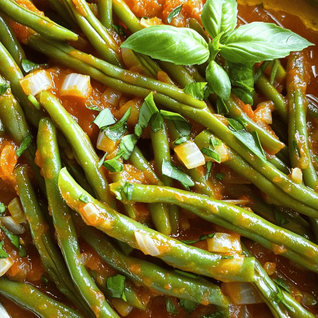 Grüne Bohnen in Tomatensauce sind einfach und lecker. Sie benötigen frische grüne Bohnen, gehackte Tomaten, Zwiebeln und Knoblauch. Diese Zutaten sind leicht zu finden. Sie bieten viel Geschmack und Nährstoffe.