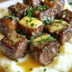 - 500 g Rinderfilet, gewürfelt - 4 EL Butter - 4 Knoblauchzehen, fein gehackt