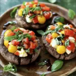 - 4 große Portobello-Pilze - 200g frische Mozzarella - 2 große Tomaten