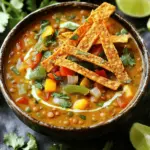 Für diese köstliche Suppe benötigst du: - 1 Tasse grüne oder braune Linsen, gut abgespült - 1 mittelgroße Zwiebel, gewürfelt - 2 Knoblauchzehen, fein gehackt - 1 rote Paprika, gewürfelt - 1 gelbe Paprika, gewürfelt - 1 Dose (400 g) gewürfelte Tomaten - 4 Tassen Gemüsebrühe - 1 Tasse Kokosmilch - 1 Esslöffel Olivenöl Diese Zutaten bilden die Basis für den vollen Geschmack. Die Linsen sind nahrhaft und geben der Suppe eine tolle Textur. Die Paprika und Zwiebel sorgen für Frische und Farbe. Die Gewürze machen die Suppe zu etwas Besonderem. Verwende: - 1 Teelöffel gemahlener Kreuzkümmel - 1 Teelöffel geräucherter Paprika - 1 Teelöffel Chili-Pulver - Salz und Pfeffer nach Geschmack Diese Gewürze geben der Suppe Wärme und Tiefe. Kreuzkümmel bringt Erdtöne, während geräucherter Paprika einen rauchigen Geschmack hinzufügt. Chili-Pulver bringt eine sanfte Schärfe. Um die Suppe zu vervollständigen, garniere sie mit: - Tortillastreifen oder Nachos - Frischem Koriander, gehackt - Limettenschnitzen zum Servieren Die Garnierungen bringen Textur und Frische. Tortillastreifen geben einen tollen Crunch. Der Koriander fügt eine frische Note hinzu, und der Limettensaft bringt etwas Säure, das die Aromen hebt. Für das vollständige Rezept, schaue dir die Full Recipe an. Bevor du mit dem Kochen beginnst, ist es wichtig, alle Zutaten bereit zu haben. Hier ist, was du brauchst: - 1 Tasse grüne oder braune Linsen, gut abgespült - 1 mittelgroße Zwiebel, gewürfelt - 2 Knoblauchzehen, fein gehackt - 1 rote Paprika, gewürfelt - 1 gelbe Paprika, gewürfelt - 1 Dose (400 g) gewürfelte Tomaten - 4 Tassen Gemüsebrühe - 1 Tasse Kokosmilch - 1 Teelöffel gemahlener Kreuzkümmel - 1 Teelöffel geräucherter Paprika - 1 Teelöffel Chili-Pulver - Salz und Pfeffer nach Geschmack - 1 Esslöffel Olivenöl - Tortillastreifen oder Nachos zum Garnieren - Frischer Koriander, gehackt, zum Garnieren - Limettenschnitze zum Servieren Stelle sicher, dass du alles in Reichweite hast. So sparst du Zeit, wenn du die Suppe zubereitest. Das Kochen dieser Suppe ist einfach und macht Spaß. Hier sind die Schritte: 1. Erhitze das Olivenöl in einem großen Topf bei mittlerer Hitze. Gib die Zwiebel hinzu und sauté sie für etwa 5 Minuten, bis sie glasig ist. 2. Füge den Knoblauch, die Paprika, den Kreuzkümmel, die geräucherte Paprika und das Chili-Pulver hinzu. Koche die Mischung 3-4 Minuten, bis die Paprika weich sind. 3. Gib die abgespülten Linsen, die gewürfelten Tomaten (mit dem Saft) und die Gemüsebrühe in den Topf. Bringe alles zum Kochen. 4. Reduziere die Hitze und lasse die Suppe 25-30 Minuten köcheln, bis die Linsen gar sind. 5. Rühre die Kokosmilch ein und würze mit Salz und Pfeffer. Koche weitere 5 Minuten, um die Suppe etwas einzudicken. 6. Püriere optional die Hälfte der Suppe mit einem Stabmixer für mehr Cremigkeit, oder nutze einen Standmixer. Achte dabei auf die heiße Flüssigkeit. 7. Serviere die Suppe heiß, garniert mit Tortillastreifen oder Nachos, frischem Koriander und Limettenschnitzen. Die Kochzeit kann je nach Herd und Topf variieren. Achte darauf: - Überprüfe die Linsen nach 20 Minuten. Sie sollten weich, aber nicht matschig sein. - Wenn du eine dickere Suppe magst, koche sie länger. - Für eine dünnere Suppe füge mehr Gemüsebrühe hinzu. Diese Tipps helfen dir, die perfekte Konsistenz zu erreichen. Du kannst das Rezept auch nach deinem Geschmack anpassen. Wenn du mehr Gemüse möchtest, füge einfach etwas hinzu. Du wirst sehen, wie lecker und nahrhaft diese cremige vegane Linsensuppe ist. Den gesamten Zubereitungsprozess findest du in der Full Recipe. Um die cremige Textur der veganen Linsensuppe zu erzielen, sollten Sie einige einfache Schritte befolgen. Zuerst verwenden Sie Kokosmilch. Sie macht die Suppe reichhaltig und samtig. Dann pürieren Sie die Suppe teilweise mit einem Stabmixer. So bleibt sie stückig, hat aber eine tolle Cremigkeit. Wenn Sie eine noch cremigere Konsistenz möchten, pürieren Sie mehr davon. Ein häufiger Fehler ist, die Linsen zu lange zu kochen. Dies kann dazu führen, dass sie zerfallen. Achten Sie darauf, die Linsen rechtzeitig zu probieren. Ein weiterer Fehler ist, zu wenig Gewürze zu verwenden. Schmecken Sie die Suppe beim Kochen ab und passen Sie die Gewürze nach Ihrem Geschmack an. Zu wenig Salz kann die Aromen dämpfen. Wenn Sie weniger Zeit haben, können Sie die Suppe auch im Schnellkochtopf zubereiten. Kochen Sie die Zutaten unter Druck für etwa 10 Minuten. Für eine rauchige Note können Sie geräucherten Paprika hinzufügen. Eine andere Methode ist das Kochen im Slow Cooker. Geben Sie alle Zutaten in den Slow Cooker und lassen Sie die Suppe 6 bis 8 Stunden köcheln. So ziehen die Aromen gut durch. Für das vollständige Rezept klicken Sie hier: [Full Recipe]. {{image_4}} Um der Suppe mehr Tiefe zu verleihen, kannst du verschiedene Zutaten hinzufügen. Eine gute Wahl sind Karotten oder Sellerie. Diese Gemüsesorten bringen Süße und crunch. Auch eine Handvoll Spinat oder Grünkohl steigert den Nährwert. Probiere auch Limettenblätter für eine frische Note. Wenn du eine noch cremigere Konsistenz willst, tausche die Kokosmilch gegen Cashewcreme aus. Dazu einfach eingeweichte Cashews pürieren. Du kannst auch eine pflanzliche Sahne verwenden, die gut zum Geschmack passt. Das gibt der Suppe einen reichen, vollmundigen Geschmack. Für Schärfe kannst du frische Chilischoten hinzufügen. Einfach fein hacken und zusammen mit dem Gemüse anbraten. Wenn du es milder magst, lasse das Chili-Pulver weg oder reduziere die Menge. Experimentiere mit anderen Gewürzen wie Oregano oder Thymian. Diese Aromen geben der Suppe ein neues Gesicht. Die Variationen sind endlos. Nutze deine Kreativität und passe die Suppe nach deinem Geschmack an. Willst du mehr Ideen? Schau dir das [Full Recipe] an. Um die cremige vegane Linsensuppe gut zu lagern, füllen Sie sie in luftdichte Behälter. Lassen Sie die Suppe zuerst auf Raumtemperatur abkühlen. Decken Sie die Behälter gut ab, um ein Austrocknen zu vermeiden. Im Kühlschrank hält die Suppe etwa 4 bis 5 Tage. Wenn Sie sie länger aufbewahren möchten, ist der Gefrierschrank ideal. In einem gefrorenen Zustand bleibt die Suppe bis zu 3 Monate frisch. Stellen Sie sicher, dass Sie die Suppe in Portionen einfrieren, um die Nutzung zu erleichtern. Beim Erwärmen der Suppe sollten Sie sie langsam erhitzen. Nutzen Sie einen Topf bei mittlerer Hitze. Rühren Sie die Suppe regelmäßig um, damit sie gleichmäßig warm wird. Fügen Sie etwas Wasser oder Gemüsebrühe hinzu, falls die Suppe zu dick wird. So bleibt die Konsistenz cremig und lecker. Für das vollständige Rezept besuchen Sie [Full Recipe]. Die besten Beilagen sind frisches Brot und Nachos. Tortillastreifen passen auch gut dazu. Ein einfacher Salat bringt Frische in die Mahlzeit. Avocado oder Guacamole ergänzt die Suppe perfekt. Ja, du kannst die Linsen im Voraus kochen. Koche sie in Wasser oder Brühe. Lass sie dann abkühlen und bewahre sie im Kühlschrank auf. So sparst du Zeit beim Kochen der Suppe. Eine Portion der Suppe hat etwa 300 Kalorien. Die genaue Anzahl hängt von den Zutaten ab. Verwende weniger Öl oder Kokosmilch, um Kalorien zu sparen. Ja, die Suppe ist glutenfrei. Du verwendest keine Weizenprodukte. Achte darauf, glutenfreie Tortillastreifen zu wählen, wenn du sie servierst. Ja, frische Zutaten sind eine tolle Wahl! Verwende frische Tomaten, Zwiebeln und Paprika. Achte darauf, die Kochzeit entsprechend anzupassen. So bleibt die Suppe frisch und lecker. Die cremige vegane Linsensuppe ist einfach zuzubereiten und lecker. Wir haben die besten Zutaten, Gewürze und Beilagen besprochen. Der Schritt-für-Schritt-Prozess macht das Kochen leicht. Tipps helfen dir, die ideale Konsistenz zu erreichen und häufige Fehler zu vermeiden. Probiere Variationen und passe die Schärfe nach Geschmack an. Mit den Lagerungshinweisen bleibt die Suppe frisch. Bei Fragen findest du klärende Antworten. Diese Suppe bereitet Freude und ist eine gesunde Wahl. Mach sie heute und genieße!
