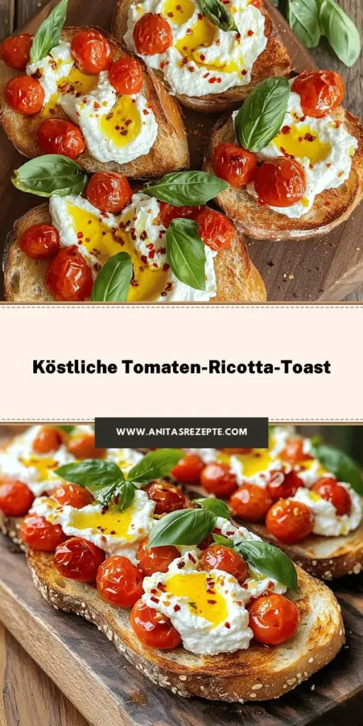 Erlebe den unwiderstehlichen Genuss von Roast Tomato & Whipped Ricotta Toasts! Diese einfachen und köstlichen Toasts vereinen süße, geröstete Tomaten und cremigen Ricotta auf knusprigem Brot – perfekt für jeden Snack oder ein leichtes Mittagessen. Entdecke in meinem Blogbeitrag die besten Zutaten und Schritt-für-Schritt-Anleitungen, um dieses leckere Gericht zu Hause zu zaubern. Klicke jetzt und lass dich inspirieren!