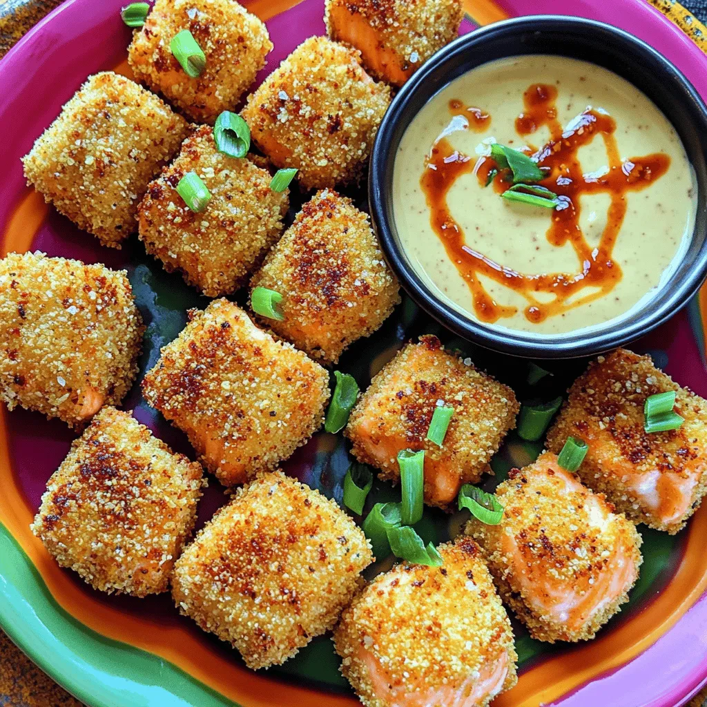 Hier sind die Zutaten, die du für die krossen Bang Bang Lachs Bissen brauchst: - 450 g Lachsfilet, ohne Haut und in bissenartige Würfel geschnitten - 100 g Panko-Semmelbrösel - 60 g Allzweckmehl - 2 große Eier, verquirlt - 1 Teelöffel Paprika - 1 Teelöffel Knoblauchpulver - 1/2 Teelöffel Salz - 1/4 Teelöffel schwarzer Pfeffer - Pflanzenöl, zum Frittieren - 80 g Mayonnaise - 45 g süße Chilisauce - 15 g Sriracha (nach Geschmack anpassen) - 2 Frühlingszwiebeln, in Ringe geschnitten zur Garnitur Wähle frischen Lachs aus. Achte darauf, dass er fest und glänzend ist. Der Geruch sollte frisch sein, nicht fischig. Panko-Semmelbrösel sind wichtig für die Knusprigkeit. Sie sind luftiger als normale Semmelbrösel. Verwende frische Eier für den besten Geschmack. Die Gewürze bringen viel Aroma. Verwende hochwertige Mayonnaise für die Sauce. Für eine glutenfreie Option, ersetze das Allzweckmehl durch glutenfreies Mehl. Du kannst auch Mandelmehl verwenden. Veganer können den Lachs durch Tofu ersetzen. Für die Sauce kannst du pflanzliche Mayonnaise verwenden. Achte darauf, dass keine tierischen Produkte enthalten sind. Zuerst nehmen Sie die Lachswürfel. Tupfen Sie sie mit Küchenpapier trocken. Dies hilft, die Bissen beim Frittieren knusprig zu machen. Achten Sie darauf, dass die Haut entfernt ist. Wenn Sie Haut lassen, wird die Textur nicht so gut. Jetzt stellen Sie Ihre Brotstation auf. Nehmen Sie drei Schalen. Füllen Sie die erste mit Allzweckmehl. In die zweite Schale kommen die verquirlten Eier. In die dritte Schale geben Sie die Panko-Semmelbrösel. Mischen Sie die Brösel mit Paprika, Knoblauchpulver, Salz und Pfeffer. So haben Sie alles bereit für das Panieren. Nehmen Sie ein Stück Lachs und wenden Sie es zuerst im Mehl. Dann tauchen Sie es in die Eier. Schließlich rollen Sie es in die Panko-Mischung. Achten Sie darauf, dass die Brösel gut haften. Wiederholen Sie diesen Schritt mit allen Lachsstücken. Erhitzen Sie jetzt das Pflanzenöl in einer großen Pfanne. Das Öl sollte etwa 0,5 cm hoch sein. Warten Sie, bis es heiß, aber nicht rauchend ist. Fügen Sie die panierten Lachsbissen vorsichtig in die Pfanne. Frittieren Sie sie für etwa 2–3 Minuten pro Seite. Sie sollten goldbraun und knusprig sein. Nehmen Sie sie mit einem Schaumlöffel heraus und legen Sie sie auf einen Teller mit Küchenpapier. Für die Bang Bang Sauce nehmen Sie eine kleine Schüssel. Geben Sie die Mayonnaise, die süße Chilisauce und Sriracha hinein. Rühren Sie alles gut um, bis die Sauce glatt ist. Sie können die Menge an Sriracha nach Ihrem Geschmack anpassen. Für das vollständige Rezept schauen Sie sich [Full Recipe] an. Um die perfekte Knusprigkeit zu erreichen, müssen Sie einige Schritte beachten. Zuerst ist es wichtig, den Lachs gut trocken zu tupfen. Feuchtigkeit macht den Lachs weich. Dann verwenden Sie Panko-Semmelbrösel. Diese Brösel sind leichter und werden knuspriger. Stellen Sie sicher, dass das Öl heiß genug ist, aber nicht raucht. Das Öl sollte etwa 180 °C haben. So braten die Bissen schnell und gleichmäßig. Ein häufiger Fehler ist, die Pfanne zu überfüllen. Wenn Sie zu viele Bissen auf einmal frittieren, sinkt die Temperatur des Öls. Das führt zu weichen Bissen. Ein weiterer Fehler ist, die Lachsbissen nicht gut zu panieren. Jedes Stück muss in Mehl, Eiern und Bröseln gut gewendet werden. So bleibt die Panade beim Frittieren haften. Gute Planung spart Zeit. Bereiten Sie alle Zutaten vor, bevor Sie mit dem Frittieren beginnen. Richten Sie Ihre Brotstation ein, während das Öl heiß wird. Wenn Sie mehrere Portionen frittieren, stellen Sie sicher, dass Sie einen großen Teller mit Küchenpapier bereit haben. So können Sie die Bissen schnell abtropfen lassen. Nutzen Sie diese Zeit, um die Bang Bang Sauce zuzubereiten. Das spart Ihnen Zeit und macht das Gericht einfacher. Für das gesamte Rezept schauen Sie sich das [Full Recipe] an. {{image_4}} Die Bang Bang Sauce ist der Star dieses Rezepts. Sie können sie ganz einfach anpassen. Fügen Sie mehr Sriracha hinzu, wenn Sie es scharf mögen. Möchten Sie es süßer? Erhöhen Sie die Menge an süßer Chilisauce. Experimentieren Sie mit verschiedenen Kräutern. Koriander oder Petersilie passen gut. Ein Spritzer Limettensaft verleiht eine frische Note. Wenn Sie eine vegetarische Option suchen, probieren Sie Blumenkohl oder Zucchini. Schneiden Sie das Gemüse in Bissen, genau wie den Lachs. Bereiten Sie die Panade wie gewohnt vor. Frittieren Sie die Stücke, bis sie golden und knusprig sind. Die Bang Bang Sauce passt auch hervorragend zu diesen Alternativen. Es ist eine leckere Möglichkeit, Gemüse zu genießen. Servieren Sie die knusprigen Bissen auf einem bunten Teller. Garnieren Sie sie mit geschnittenen Frühlingszwiebeln. Ein frischer Gurkensalat ist eine tolle Beilage. Er bringt eine knusprige Textur und Frische dazu. Sie können auch Reis oder Quinoa dazu reichen. Diese Beilagen machen die Mahlzeit sättigender und gesünder. Um die knusprigen Bang Bang Lachs Bissen frisch zu halten, lassen Sie sie zuerst abkühlen. Sobald sie kühl sind, legen Sie sie in einen luftdichten Behälter. Verwenden Sie Pergamentpapier zwischen den Schichten. So bleiben sie knusprig und weich. Wenn Sie die Bissen aufwärmen möchten, nutzen Sie den Ofen. Heizen Sie ihn auf 180 Grad Celsius vor. Legen Sie die Bissen auf ein Blech und backen Sie sie etwa 10 Minuten. So werden sie wieder knusprig. Vermeiden Sie die Mikrowelle, da sie die Bissen weich macht. Im Kühlschrank halten sich die Bissen etwa 2 bis 3 Tage. Wickeln Sie sie gut ein, um Gerüche zu vermeiden. Im Gefrierschrank bleiben sie bis zu 3 Monate frisch. Denken Sie daran, sie vor dem Einfrieren abzukühlen. Zum Auftauen legen Sie die Bissen über Nacht in den Kühlschrank. Die Zubereitung der krossen Bang Bang Lachs Bissen dauert insgesamt etwa 30 Minuten. Die Vorbereitungszeit beträgt etwa 15 Minuten. Die Kochzeit für die Bissen liegt bei 15 Minuten. So können Sie schnell ein köstliches Gericht zaubern, das Ihre Gäste begeistert. Ja, Sie können die Bissen auch im Ofen zubereiten. Heizen Sie den Ofen auf 200 Grad Celsius vor. Legen Sie die panierten Lachsbissen auf ein Backblech mit Backpapier. Besprühen Sie sie leicht mit Öl. Backen Sie die Bissen etwa 12–15 Minuten, bis sie goldbraun und knusprig sind. Diese Methode macht die Zubereitung noch einfacher und etwas gesünder. Bang Bang Lachs Bissen passen gut zu verschiedenen Beilagen. Ein frischer Gurkensalat bringt eine schöne Erfrischung. Reis oder Quinoa ergänzen das Gericht perfekt. Sie können auch einen Dip aus Sojasauce oder einer scharfen Sauce anbieten. Experimentieren Sie mit verschiedenen Beilagen, um Ihr Menü zu bereichern. In diesem Artikel haben wir die besten Zutaten für knusprige Bang Bang Lachs Bissen betrachtet. Wir haben auch eine Schritt-für-Schritt-Anleitung erstellt und Tipps für die perfekte Zubereitung gegeben. Variationen und Lagerungshinweise runden das Ganze ab. Kochen kann einfach und spaßig sein. Experimentieren Sie mit neuen Ideen und genießen Sie jede Bissen. Bleiben Sie kreativ in der Küche, und teilen Sie Ihre Gerichte mit Freunden und Familie.