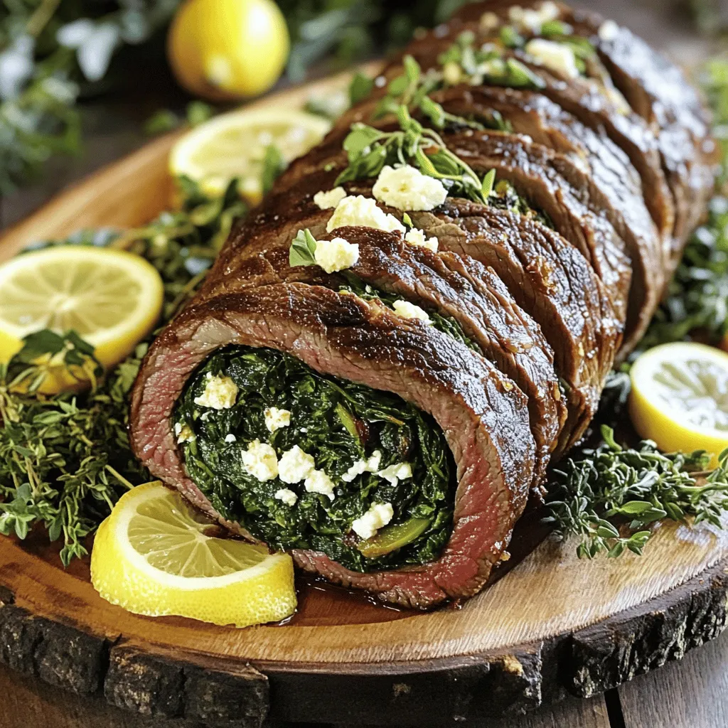 Die Zubereitung einer Flank Steak Roulade ist einfach und macht Spaß. Beginne mit den Zutaten. Du benötigst 500 g Flank Steak, 200 g frischen Spinat, 100 g zerkrümelten Feta-Käse, eine kleine rote Zwiebel, zwei Knoblauchzehen, getrockneten Oregano, Paprikapulver, ein geschlagenes Ei, Salz, Pfeffer und Olivenöl. Zahnstocher oder Küchengarn helfen dir, die Roulade zu fixieren.