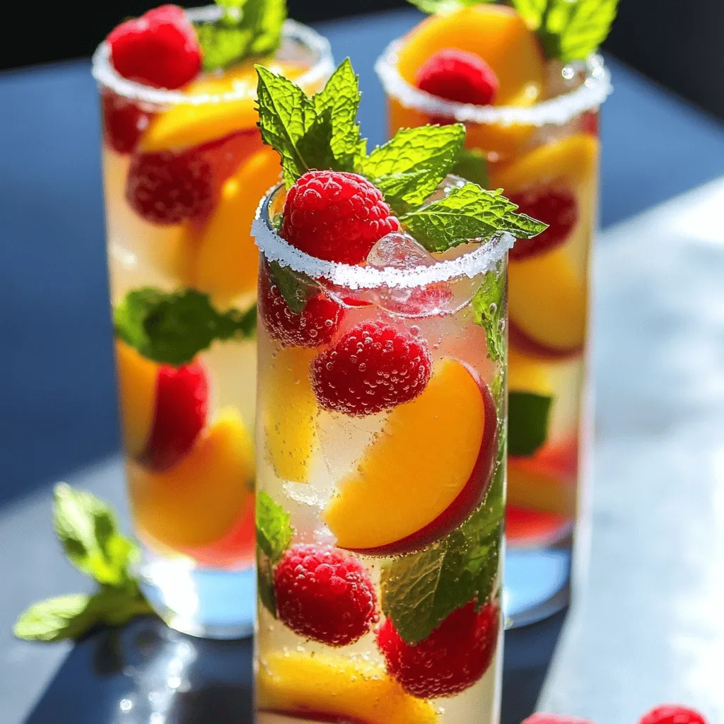 - 1 Tasse frische Himbeeren - 1 reifer Pfirsich, entsteint und in Scheiben geschnitten - 1 Tasse frisch gepresster Zitronensaft Die Hauptzutaten sind der Schlüssel zu einer tollen Himbeer-Pfirsich-Limonade. Frische Himbeeren geben süße und saftige Noten. Der Pfirsich bringt Frische und einen schönen Duft. Achte darauf, einen reifen Pfirsich zu wählen. Der frisch gepresste Zitronensaft sorgt für die nötige Säure. Das perfekte Gleichgewicht macht die Limonade erfrischend. - 1 Tasse Kristallzucker (nach Geschmack anpassen) Der Kristallzucker ist wichtig für die Süße. Du kannst die Menge nach deinem Geschmack anpassen. Wenn du es süßer magst, füge mehr hinzu. Für weniger Süße nimm einfach weniger Zucker. Experimentiere ein wenig, um deine perfekte Mischung zu finden. - 4 Tassen kaltes Wasser - Eiswürfel - Frische Minzblätter zur Garnitur (optional) Kaltes Wasser bringt die Limonade auf die richtige Temperatur. Es macht die Limonade erfrischend und kühl. Eiswürfel sind ein Muss, um die Getränke kalt zu halten. Frische Minzblätter sind optional, aber sie geben einen tollen Duft. Sie machen die Limonade auch hübscher. Für die vollständige Anleitung, wie du diese köstliche Limonade zubereitest, sieh dir das [Full Recipe] an. Zuerst wasche ich die frischen Himbeeren gut ab. Danach schneide ich den reifen Pfirsich in Scheiben. Ich achte darauf, den Kern zu entfernen. Diese Früchte bringen viel Geschmack in die Limonade. Ich gebe die Himbeeren und die Pfirsichscheiben in einen Mixer. Dann füge ich die Hälfte des frisch gepressten Zitronensafts hinzu. Ich püriere alles, bis die Mischung ganz glatt ist. Nun nehme ich ein feines Sieb und passe die pürierte Mischung hinein. Mit einem Löffel drücke ich die Flüssigkeit durch das Sieb. Die festen Teile werfe ich weg. Jetzt gebe ich den restlichen Zitronensaft und den Kristallzucker in den Krug. Ich rühre alles gut um, bis der Zucker sich auflöst. Dann füge ich vier Tassen kaltes Wasser hinzu. Ich mische alles noch einmal. Es ist wichtig, die Limonade zu probieren. Wenn sie nicht süß genug ist, kann ich mehr Zucker hinzufügen. Ich serviere die Limonade in hohen Gläsern mit Eiswürfeln. Für eine schöne Garnitur lege ich frische Minzblätter und einige ganze Himbeeren oben drauf. Wenn du magst, kannst du einen Pfirsichslice am Glasrand anbringen. [Full Recipe] Um die Süße deiner Himbeer-Pfirsich-Limonade perfekt zu machen, passe den Zuckergehalt an. Beginne mit einer Tasse Zucker, aber probiere die Limonade während der Zubereitung. Manchmal will man mehr oder weniger Süße. Wenn sie dir zu süß ist, füge mehr Zitronensaft hinzu. Für weniger Süße kannst du den Zucker auch halbieren. So kannst du deinen eigenen Geschmack treffen. Die Garnierung macht viel aus. Verwende frische Minzblätter und Himbeeren, um die Limonade schöner zu machen. Lege ein paar Minzblätter in dein Glas. Das sieht toll aus und gibt einen frischen Geschmack. Die Himbeeren kannst du einfach dazugeben oder auf den Rand des Glases stecken. Ein Pfirsichslice am Rand macht es noch hübscher und leckerer. Eiswürfel sind wichtig für eine erfrischende Limonade. Sie kühlen dein Getränk und machen es angenehm zu trinken. Du kannst auch frische Früchte als Eiswürfel verwenden. Friere Himbeeren oder Pfirsichscheiben ein. Diese sehen toll aus und geben zusätzlichen Fruchtgeschmack. So wird deine Limonade nicht nur kalt, sondern auch fruchtig frisch. Für die gesamte Zubereitung schaue dir das [Full Recipe] an. {{image_4}} Du kannst die Himbeer-Pfirsich-Limonade spritziger machen, indem du Mineralwasser hinzufügst. Mineralwasser bringt frische Blasen und eine leichte Textur. Es macht die Limonade noch erfrischender und ideal für heiße Tage. Fülle einfach dein Glas mit Limonade und toppe es mit einem Schuss Mineralwasser. So erhältst du ein spritziges Erlebnis, das jeden Schluck spannend macht. Um die Limonade aufregender zu gestalten, probiere andere Früchte aus. Ananas, Mango oder Limette können tolle Ergänzungen sein. Diese Früchte bringen neue Geschmäcker und Farben. Mixe sie einfach mit den Himbeeren und Pfirsichen. Das sorgt für eine tropische Note, die deine Gäste lieben werden. Sei kreativ und finde deine Lieblingskombination. Für mehr Tiefe kannst du Kräuter wie Rosmarin oder Basilikum hinzufügen. Diese Kräuter bringen ein wunderbares Aroma und eine besondere Note. Du kannst sie direkt in die Limonade geben oder sie vorher leicht andrücken. So geben sie ihren Duft besser ab. Diese kleinen Schritte machen deine Limonade einzigartig und unvergesslich. Lass deiner Fantasie freien Lauf und entdecke neue Geschmackserlebnisse. Für die vollständige Anleitung, siehe die [Full Recipe]. Um die frische Himbeer-Pfirsich-Limonade optimal zu lagern, stelle sicher, dass du sie in einem luftdichten Krug aufbewahrst. Die Temperatur sollte bei etwa 4°C liegen. So bleibt der Geschmack frisch und die Limonade kühl. Vermeide es, sie in der Nähe starker Gerüche zu lagern. Das kann den Geschmack beeinträchtigen. Die Limonade bleibt im Kühlschrank bis zu fünf Tage frisch. Achte darauf, sie gut zu verschließen, um die Frische zu bewahren. Wenn du sie länger aufbewahren möchtest, kannst du die Limonade auch einfrieren. Allerdings kann die Textur durch das Einfrieren etwas leiden. Du kannst die Limonade bis zu zwei Stunden vor dem Servieren zubereiten. Das gibt den Aromen Zeit, sich gut zu vermischen. Wenn du die Limonade im Voraus machst, bewahre sie im Kühlschrank auf. So bleibt sie kühl und erfrischend. Das ist perfekt für Partys oder warme Tage. Für das beste Ergebnis, serviere die Limonade kalt mit frischen Eiswürfeln. Um die Limonade weniger süß zu machen, gibt es einige einfache Optionen. Reduziere die Menge an Kristallzucker. Du kannst mit weniger als einer Tasse beginnen. Eine weitere Möglichkeit ist, mehr Zitronensaft hinzuzufügen. Zitronensaft bringt Säure und macht die Limonade erfrischend. Auch das Verwenden von Honig oder Agavendicksaft kann eine gute Wahl sein. Diese Alternativen haben oft einen niedrigeren glykämischen Index. Ja, du kannst gefrorene Früchte verwenden. Das macht die Zubereitung noch einfacher. Gefrorene Himbeeren und Pfirsiche sind oft schon gewaschen und geschnitten. Sie geben der Limonade auch eine schöne Kälte. Achte darauf, die gefrorenen Früchte vorher ein wenig auftauen zu lassen. So lässt sich das Obst leichter pürieren und mixen. Ja, die Limonade hat einige gesundheitliche Vorteile. Himbeeren sind reich an Antioxidantien und Vitaminen. Pfirsiche enthalten Ballaststoffe, die gut für die Verdauung sind. Frischer Zitronensaft ist eine gute Vitamin-C-Quelle. Außerdem ist die Limonade eine gute Alternative zu zuckerhaltigen Getränken. Sie ist frisch und voller Geschmack. Du kannst die Süße selbst anpassen und so gesündere Entscheidungen treffen. Eine erfrischende Limonade ist leicht zuzubereiten. Zuerst mischen Sie frische Früchte und Zitronensaft. Passen Sie den Zuckergehalt nach Ihrem Geschmack an. Verwenden Sie Eiswürfel für kühle Erfrischung und frische Minze als Garnitur. Denken Sie auch an Variationen mit anderen Früchten oder Kräutern. Lagern Sie die Limonade im Kühlschrank, damit sie frisch bleibt. Mit diesen Tipps und Zutaten ist köstliche Limonade ein Kinderspiel. Viel Spaß beim Ausprobieren und Genießen!