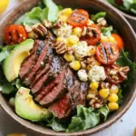 - 450 g Flanksteak - 2 Esslöffel Balsamico-Essig - 1 Esslöffel Olivenöl - Salz und frisch gemahlener schwarzer Pfeffer nach Geschmack - 2 frische Maiskolben, enthäutet - 180 g gemischte Salatblätter (Rucola, Spinat und Romana) - 150 g Cherrytomaten, halbiert - 125 g Gorgonzola-Käse, zerbröselt - 30 g Walnüsse, geröstet und grob gehackt - 1 Avocado, in Scheiben geschnitten - 2 Esslöffel Honig - 1 Esslöffel Dijon-Senf - 2 Esslöffel Zitronensaft Das Flanksteak ist eine großartige Wahl. Es hat einen tollen Geschmack und bleibt saftig. Du marinierst es mit Balsamico-Essig und Olivenöl. Diese Mischung bringt Tiefe und einen Hauch von Süße. Die frischen Maiskolben geben dem Salat eine süße Note. Sie sind einfach zu grillen und bringen eine schöne Textur. Für den Salat verwende ich gemischte Blätter. Rucola und Spinat sorgen für Frische, während Romana für etwas Crunch sorgt. Die Cherrytomaten bringen Farbe und einen frischen Geschmack. Gorgonzola-Käse fügt eine cremige, würzige Komponente hinzu. Die Walnüsse geben einen tollen Knack. Schließlich rundet die Avocado das Gericht ab und macht es noch schmackhafter. - Extra Gorgonzola-Käse zum Bestreuen - Gehackte Walnüsse für mehr Crunch - Zitronenschnitze für eine frische Note Das ist mein Geheimnis für eine schöne Präsentation. Ein bisschen extra Gorgonzola und Walnüsse machen den Salat besonders. Ein Zitronenschnitz an der Seite fügt Frische hinzu. Du wirst sehen, wie einfach und lecker dieses Gericht ist. Du kannst das gesamte Rezept [Full Recipe] hier finden. Zuerst marinieren wir das Steak. Nimm eine flache Schüssel und vermische den Balsamico-Essig, das Olivenöl, Salz und frisch gemahlenen schwarzen Pfeffer. Leg das Flanksteak in die Marinade. Stelle sicher, dass es gut bedeckt ist. Lass es mindestens 30 Minuten bei Zimmertemperatur marinieren oder bis zu 2 Stunden im Kühlschrank. Das gibt dem Fleisch tollen Geschmack. Sobald das Steak mariniert ist, nimm es aus der Marinade. Heize den Grill auf hohe Hitze vor. Grill das Steak für etwa 5-6 Minuten pro Seite. Das Steak sollte medium-rare sein oder nach deinem Wunsch. Lass das Steak danach 5 Minuten ruhen. Schneide es dünn gegen die Faser auf. Jetzt kümmern wir uns um den Mais. Heize den Grill oder eine Grillpfanne auf mittelhohe Hitze vor. Lege die frischen Maiskolben auf den Grill. Grille den Mais für etwa 10-12 Minuten, während du ihn regelmäßig drehst. Der Mais sollte schön angekohlt und zart sein. Nach dem Grillen lass den Mais leicht abkühlen. Schneide die Körner dann vom Kolben ab und lege sie beiseite. Der gegrillte Mais bringt eine süße Note in den Salat. Für den Salat nimm eine große Schüssel. Vermenge die gemischten Salatblätter, die gegrillten Maiskörner und die halbierten Cherrytomaten. Füge den zerbröselten Gorgonzola-Käse und die gehackten Walnüsse hinzu. Diese Zutaten sorgen für einen tollen Kontrast in Textur und Geschmack. In einer kleinen Schüssel bereite das Dressing vor. Vermische Honig, Dijon-Senf, Zitronensaft sowie eine Prise Salz und Pfeffer. Schlage alles gut auf, bis es eine homogene Mischung gibt. Träufle das Dressing über den Salat und vermenge alles vorsichtig. So werden alle Zutaten gut bedeckt. Jetzt ist der Salat bereit zum Servieren! Lege die geschnittenen Steaks und die Avocados darauf. Nach Belieben kannst du mit zusätzlichem Gorgonzola garnieren. Für die vollständigen Details, schau dir das vollständige Rezept an: [Full Recipe]. Die richtige Grilltemperatur macht den Unterschied. Ich empfehle, den Grill auf hohe Hitze von etwa 230 °C vorzuheizen. So erhält das Steak eine schöne Kruste. Teste die Hitze, indem du deine Hand über den Grill hältst. Wenn du sie nur 2-3 Sekunden halten kannst, ist die Temperatur ideal. Das Steak muss nach dem Grillen ruhen. Lass es fünf Minuten ruhen, damit der Saft bleibt. Schneide das Steak dann gegen die Faser. So wird es zart und leicht zu kauen. Achte darauf, dünne Scheiben zu schneiden. Das macht das Steak auf dem Salat ansprechend und lecker. Frische Zutaten bringen den besten Geschmack. Ich empfehle, frische Salatblätter und Mais zu verwenden. Sie bringen mehr Textur und Aroma in den Salat. Gefrorene Zutaten können eine gute Option sein, wenn frische nicht verfügbar sind. Achte jedoch darauf, sie gut abzutropfen, um eine wässrige Textur zu vermeiden. Für das vollständige Rezept, besuche den [Full Recipe] Link. {{image_4}} Für eine vegane Version des Balsamico-Steak-Gorgonzola-Salats kann man das Steak durch gegrillten Tofu oder Tempeh ersetzen. Diese Optionen nehmen die Marinade gut auf. Sie bieten einen ähnlichen Geschmack und eine tolle Textur. Schneiden Sie den Tofu in dicke Scheiben und marinieren Sie ihn genauso wie das Steak. Grillen Sie ihn dann, bis er goldbraun ist. Es gibt viele Möglichkeiten, um den Salat anzupassen. Ersetzen Sie die Gorgonzola mit einem veganen Käse oder einem cremigen Avocado-Dressing. Fügen Sie auch andere Gemüsesorten hinzu, wie Paprika oder Radieschen. Diese geben dem Salat mehr Crunch und Farbe. Wenn Sie Nüsse lieben, probieren Sie geröstete Mandeln oder Pecannüsse für einen neuen Geschmack. Das Dressing ist der Schlüssel zu einem großartigen Salat. Neben dem Honig-Dijon-Dressing können Sie auch ein Balsamico-Honig-Dressing verwenden. Mischen Sie Balsamico-Essig mit Olivenöl, Honig und einer Prise Senf. Eine andere Option ist ein Zitronen-Tahini-Dressing. Diese Kombination aus Zitronensaft, Tahini, Wasser und Knoblauch bringt Frische und einen tollen Geschmack. Für das vollständige Rezept, schauen Sie bitte hier: [Full Recipe]. Ich liebe es, Reste zu verwenden. Wenn Sie Salat und Steak übrig haben, können Sie kreativ sein. Verwenden Sie den Salat als Füllung für Wraps. Das Steak kann in einem Sandwich landen oder auf einer Pizza. So verschwenden Sie nichts und genießen neue Gerichte. Lagern Sie Reste in einem luftdichten Behälter. So bleibt der Salat frisch. Stellen Sie sicher, dass das Steak gut verpackt ist. Im Kühlschrank hält sich der Salat etwa zwei Tage. Das Steak bleibt bis zu drei Tage frisch. Vermeiden Sie es, den Salat mit Dressing zu vermischen, bis Sie ihn essen. Falls Sie das Steak länger aufbewahren möchten, frieren Sie es ein. Wickeln Sie es gut in Frischhaltefolie ein. Danach kommt es in einen Gefrierbeutel. So bleibt der Geschmack erhalten. Gefrorenes Steak kann bis zu drei Monate haltbar sein. Lassen Sie es im Kühlschrank über Nacht auftauen, bevor Sie es verwenden. Das Steak sollte mindestens 30 Minuten marinieren. Wenn du mehr Zeit hast, lasse es bis zu 2 Stunden im Kühlschrank. So zieht der Geschmack besser ein. Die Marinade macht das Steak zart und würzig. Ja, du kannst diesen Salat gut vorbereiten. Bereite das Steak und die Maiskolben im Voraus zu. Du kannst sie sogar einen Tag vorher grillen. Halte die Zutaten getrennt, bis du bereit bist zu servieren. Mische den Salat und das Dressing kurz vor dem Essen. So bleibt alles frisch und knackig. Zu diesem Salat passen viele Beilagen gut. Du kannst gebratenes Brot oder knusprige Brötchen servieren. Auch eine leichte Suppe ist eine gute Wahl. Ein frischer Obstsalat bringt einen süßen Kontrast. Wenn du etwas Warmes magst, sind gegrilltes Gemüse oder Kartoffeln eine tolle Option. Dieser Blogpost gab einen klaren Überblick über ein einfaches und leckeres Rezept. Wir besprachen die Zutaten für den Salat und das Dressing. Ich führte dich durch die Schritte zum Marinieren und Grillen des Steaks und Mais. Tipps zur Grilltemperatur und Schnitttechniken helfen dir, das Beste aus deinem Steak herauszuholen. Auch Variationen, Lagerungstipps und häufige Fragen rundeten unser Thema ab. Jetzt hast du alles, um diesen köstlichen Salat zuzubereiten und zu genießen!