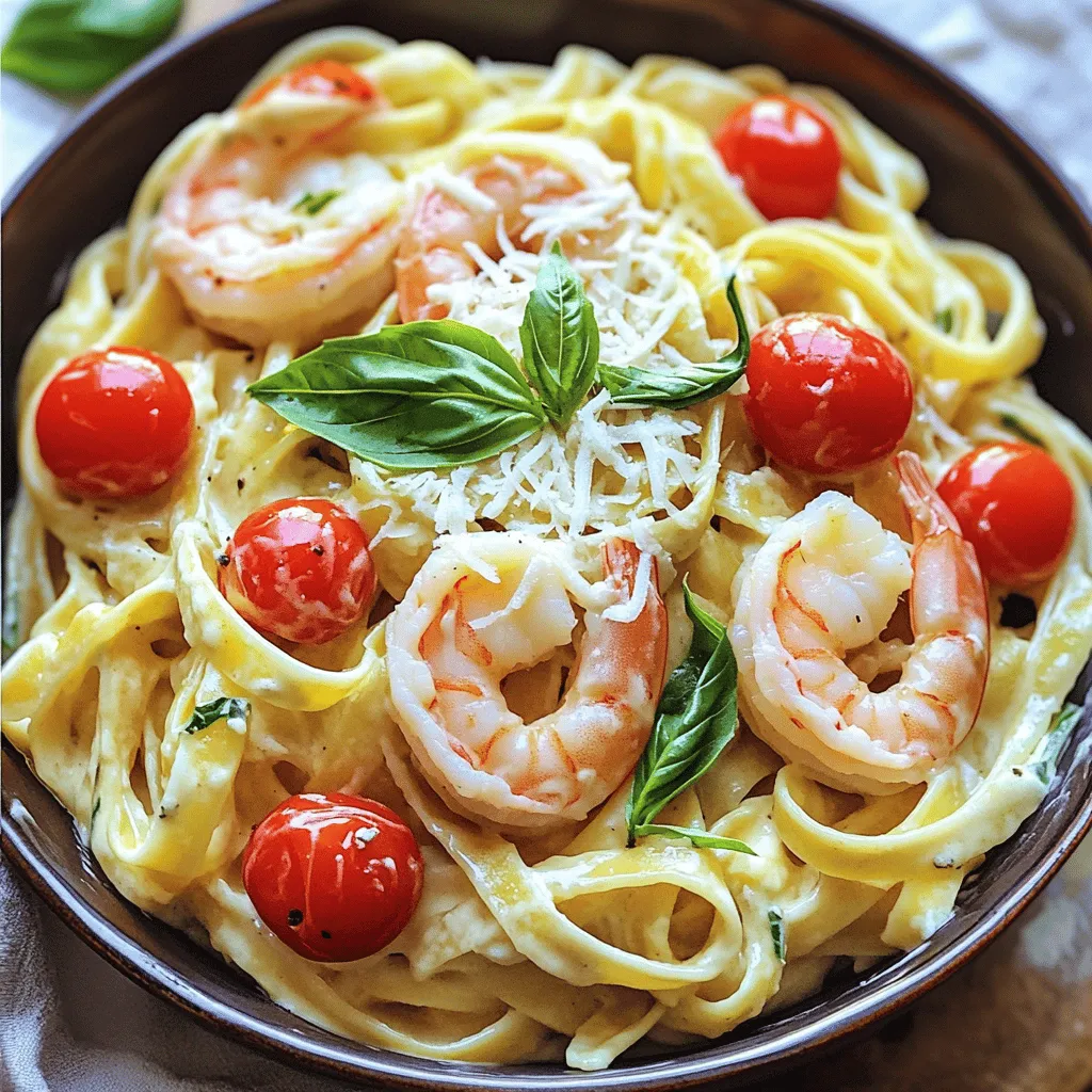 Um diese leckere Pasta zu machen, brauchst du folgende Zutaten: - 225 g Fettuccine-Nudeln - 450 g große Garnelen, geschält und entdarmt - 2 Esslöffel Olivenöl - 4 Knoblauchzehen, fein gehackt - 240 ml Schlagsahne - 100 g geriebener Mozzarella-Käse - 50 g geriebener Parmesan-Käse - 150 g Cherrytomaten, halbiert - 1 Teelöffel italienische Gewürzmischung - Salz und Pfeffer nach Geschmack - Frische Basilikumblätter zur Garnitur Diese Zutaten sind einfach zu finden. Du kannst sie in jedem Supermarkt kaufen. Der Geschmack der frischen Cherrytomaten macht die Pasta besonders. Die Garnelen sind der Star dieses Gerichts. Wähle große, frische Garnelen. Sie haben mehr Geschmack und sind saftiger. Achte darauf, dass sie rosa und glänzend sind. Wenn möglich, kaufe sie direkt vom Fischhändler. So bekommst du die frischesten Garnelen. Tiefgefrorene Garnelen sind auch gut. Tau sie einfach vorher auf. Fettuccine ist die beste Wahl für diese Sauce. Sie hält die cremige Sauce gut. Du kannst auch andere Sorten wie Tagliatelle verwenden. Achte darauf, dass die Pasta frisch ist. Trockenpasta ist auch okay, aber frische Pasta gibt mehr Geschmack. Koche die Pasta al dente. So bleibt sie schön bissfest und passt perfekt zur Sauce. Für die vollständige Zubereitung sieh dir das [Full Recipe] an. Um die beste cremige Mozzarella-Shrimp-Pasta zu machen, beginne mit der Pasta. Nimm einen großen Topf und fülle ihn mit Wasser. Füge eine gute Menge Salz hinzu. Es hilft, die Nudeln zu würzen. Bringe das Wasser zum Kochen. Gib dann die Fettuccine-Nudeln hinein. Koche sie nach Packungsanweisung al dente. Das bedeutet, sie sollen bissfest sein. Wenn die Nudeln fertig sind, gieße sie ab, aber behalte 120 ml Nudelwasser. Dieses Wasser hilft später, die Sauce zu verdünnen. Jetzt ist es Zeit für die Garnelen. Nimm eine große Pfanne und erhitze 2 Esslöffel Olivenöl bei mittlerer Hitze. Wenn das Öl heiß ist, füge die Garnelen hinzu. Streue etwas Salz und Pfeffer darüber. Brate die Garnelen 2-3 Minuten pro Seite an. Sie sind fertig, wenn sie rosa und gar sind. Nimm die Garnelen aus der Pfanne und stelle sie beiseite. So bleibt ihr Geschmack erhalten. In der gleichen Pfanne kommt der Knoblauch. Füge 4 fein gehackte Knoblauchzehen hinzu. Brate den Knoblauch etwa 1 Minute an, bis er duftet. Jetzt ist es Zeit für die Schlagsahne. Gieße 240 ml Schlagsahne in die Pfanne und rühre gut um. Lass die Mischung köcheln. Füge nach und nach 100 g geriebenen Mozzarella und 50 g geriebenen Parmesan hinzu. Rühre weiter, bis der Käse schmilzt und die Sauce cremig ist. Wenn die Sauce zu dick ist, füge das Nudelwasser hinzu. Jetzt kommen die gekochten Fettuccine und die Garnelen zurück in die Pfanne. Mische alles gut durch, damit die Pasta gleichmäßig mit der Sauce überzogen ist. Füge 150 g halbierte Cherrytomaten und 1 Teelöffel italienische Gewürzmischung hinzu. Schmecke alles mit Salz und Pfeffer ab. Erhitze die Mischung noch eine Minute. Serviere die Pasta warm und dekoriere sie mit frischen Basilikumblättern. Für das komplette Rezept schau dir die [Full Recipe] an. Um die Sauce perfekt cremig zu machen, beginne mit der Schlagsahne. Erhitze sie langsam und rühre gut um. Füge dann nach und nach den geriebenen Mozzarella und Parmesan hinzu. Das macht die Sauce schön dick. Wenn die Sauce zu dick wird, benutze etwas Nudelwasser. Das Wasser hat Stärke, die hilft, die Konsistenz zu verbessern. Du kannst die Sauce aufpeppen! Probiere frische Kräuter wie Petersilie oder Schnittlauch. Auch etwas Zitronensaft bringt Frische. Wenn du es scharf magst, füge eine Prise rote Paprikaflocken hinzu. Für mehr Textur kannst du geröstete Pinienkerne oder gebratene Zucchini hinzufügen. Diese Zutaten machen das Gericht noch interessanter und leckerer. Um Zeit zu sparen, bereite alles vorher vor. Hacke den Knoblauch und schneide die Cherrytomaten vor dem Kochen. Koche die Pasta, während du die Sauce machst. So sparst du Zeit und alles ist frisch. Halte auch die Zutaten bereit, damit du schnell arbeiten kannst. Wenn alles gut organisiert ist, wird das Kochen viel einfacher und schneller. Für das gesamte Rezept schau dir die [Full Recipe] an. {{image_4}} Wenn Sie eine vegetarische Option möchten, können Sie die Garnelen durch Gemüse ersetzen. Brokkoli, Zucchini oder Spinat sind großartige Alternativen. Diese Gemüsesorten bringen frische Aromen in die Pasta und machen sie bunt. Kochen Sie das Gemüse einfach in der Pfanne, bevor Sie die Sauce zubereiten. So erhalten Sie eine schmackhafte und gesunde Variante. Um die Aromen zu variieren, können Sie verschiedene Gewürze verwenden. Fügen Sie zum Beispiel eine Prise rote Paprika oder Chili hinzu, für etwas Schärfe. Auch frischer Zitronensaft bringt eine frische Note. Sie können auch Kräuter wie Thymian oder Oregano hinzufügen, um den Geschmack zu intensivieren. Experimentieren ist der Schlüssel! Falls Sie eine diätetische Option suchen, probieren Sie verschiedene Nudeln. Zucchini-Nudeln oder Vollkornnudeln sind gesunde Alternativen. Diese Optionen sind leichter und enthalten weniger Kohlenhydrate. Wenn Sie glutenfrei essen möchten, gibt es auch glutenfreie Pasta aus Reis oder Linsen. Diese Varianten sind lecker und passen gut zur cremigen Sauce. Wenn du Reste von der cremigen Mozzarella-Shrimp Pasta hast, lagere sie in einem luftdichten Behälter. Achte darauf, dass die Pasta gut abgekühlt ist, bevor du sie einpackst. So bleibt die Frische erhalten und du vermeidest das Wachstum von Bakterien. Du kannst auch die Garnelen getrennt lagern, um die Textur zu bewahren. Um die Pasta wieder aufzuwärmen, nutze die Mikrowelle oder eine Pfanne. Wenn du die Mikrowelle verwendest, decke den Behälter ab, um die Feuchtigkeit zu halten. Erhitze die Pasta in kurzen Abständen, bis sie warm ist. In der Pfanne kannst du etwas Wasser oder Brühe hinzufügen, um die Sauce wieder cremig zu machen. Rühre alles gut um, damit sich die Aromen gleichmäßig verteilen. Die Reste der cremigen Mozzarella-Shrimp Pasta halten sich im Kühlschrank etwa 3 bis 4 Tage. Achte darauf, die Pasta vor dem Verzehr gut zu überprüfen. Wenn sie unangenehm riecht oder sich die Textur verändert hat, wirf sie lieber weg. So bleibst du gesund und sicher! Ja, gefrorene Garnelen sind eine gute Option. Sie sind oft frisch gefangen und schnell eingefroren. Achte darauf, sie vor dem Kochen aufzutauen. Du kannst sie über Nacht im Kühlschrank lassen oder sie in kaltem Wasser auftauen. Das spart Zeit und ist einfach. Um die Sauce noch cremiger zu machen, füge mehr Schlagsahne hinzu. Du kannst auch einen Schuss Milch oder etwas mehr Käse verwenden. Diese Zutaten machen die Sauce reichhaltiger und verbessern den Geschmack. Achte darauf, sie gut zu verrühren, damit alles gleichmäßig vermischt ist. Zu dieser Pasta passen viele Beilagen. Ein einfacher grüner Salat mit Vinaigrette ist frisch und leicht. Knuspriges Brot eignet sich perfekt, um die Sauce aufzutunken. Auch gegrilltes Gemüse oder zarte Spargelstangen sind tolle Ergänzungen. Sie bringen Farbe und Geschmack auf den Tisch! Die cremige Mozzarella-Shrimps-Pasta stellt einen Genuss dar. Wir haben die besten Zutaten, die optimale Garnelenwahl und die perfekte Pasta behandelt. Außerdem gab es Tipps zur Zubereitung und Aufbewahrung. Vergiss nicht, bei Variationen deiner Sauce kreativ zu sein. Mit diesen einfachen Schritten und Tricks bereitest du schnell ein leckeres Gericht zu. Probiere es aus. Du wirst den Unterschied schmecken.