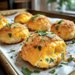 - 450 g gemahlenes Hähnchen - 100 g geriebener Cheddar-Käse - 120 g Frischkäse - 1 Teelöffel Knoblauchpulver - 1 Teelöffel Zwiebelpulver - 1 Esslöffel Olivenöl - 100 g Spinat, gehackt - 50 g Semmelbrösel - Salz und Pfeffer nach Geschmack Beim Kochen ist es wichtig, die richtigen Zutaten zu wählen. Für die Hähnchenbomben brauche ich frisches, gemahlenes Hähnchen. Das gibt den Bomben eine saftige Textur. Der geriebene Cheddar-Käse sorgt für einen tollen Geschmack. Frischkäse macht die Füllung schön cremig. Ich mag es, Spinat hinzuzufügen. Er gibt Farbe und Nährstoffe. Gewürze wie Knoblauch- und Zwiebelpulver bringen den richtigen Kick. Olivenöl sorgt für eine goldene Kruste beim Backen. Die Semmelbrösel sind wichtig. Sie machen die Außenseite knusprig. Ich empfehle, Salz und Pfeffer nach Geschmack hinzuzufügen. So schmecken die Hähnchenbomben einfach perfekt. Wenn du das gesamte Rezept sehen möchtest, schau dir das [Full Recipe] an! Heize deinen Backofen auf 190°C vor. Lege ein Backblech mit Backpapier aus. Das Backpapier verhindert das Ankleben der Hähnchenbomben. Diese Schritte sind wichtig, um ein einfaches Backen zu gewährleisten. In einer großen Schüssel kombinierst du das Hähnchen, den Frischkäse, den Cheddar, den Spinat, das Knoblauchpulver, das Zwiebelpulver, die Paprika, Salz und Pfeffer. Mische alles gut, bis die Masse klebrig wird. Achte darauf, dass alles gleichmäßig verteilt ist. Diese Füllung gibt den Hähnchenbomben einen tollen Geschmack. Nimm mit deinen Händen eine Portion der Mischung. Forme diese zu einer runden Kugel, etwa in der Größe eines Golfballs. Wiederhole dies, bis alle Hähnchenbomben geformt sind. Achte darauf, dass die Kugeln nicht zu groß sind. So garen sie gleichmäßig und schnell. Lege die geformten Hähnchenbomben auf das Backblech. Achte darauf, genug Abstand zwischen den Bomben zu lassen. Beträufle sie gleichmäßig mit Olivenöl. Backe die Hähnchenbomben für 25-30 Minuten. Sie sind fertig, wenn sie goldbraun und knusprig sind. Diese Zeit sorgt dafür, dass das Hähnchen gut durchgegart ist. Um perfekte Hähnchenbomben zu machen, ist das richtige Verhältnis der Zutaten wichtig. Zu viel Frischkäse macht die Mischung zu weich. Zu wenig Käse führt zu trockenen Bomben. Halte dich an die Mengen im Full Recipe. Kühle die Mischung vor dem Formen. Das hilft, die Bomben gut in Form zu halten. Wenn die Mischung warm ist, kann sie auseinanderfallen. Stelle die Mischung für 15 Minuten in den Kühlschrank, bevor du die Kugeln formst. Die Präsentation ist wichtig. Lege die Hähnchenbomben auf einen schönen Servierteller. Das macht das Gericht einladender. Du kannst die Bomben mit frischer Petersilie garnieren. Dips ergänzen das Geschmackserlebnis. Joghurt mit frischen Kräutern ist eine tolle Wahl. Eine scharfe Sauce bringt einen extra Kick. Probiere verschiedene Dips, um deinen Favoriten zu finden. Für die Zubereitung brauchst du einige nützliche Küchenwerkzeuge. Ein großer Mischbehälter hilft beim Mischen der Zutaten. Ein Backblech mit Backpapier sorgt dafür, dass die Bomben nicht ankleben. Alternativ kannst du die Hähnchenbomben frittieren. Frittierte Bomben sind besonders knusprig. Achte darauf, das Öl gut zu erhitzen, bevor du sie hinzufügst. {{image_4}} Du kannst die Hähnchenbomben leicht anpassen. Ersetze das Hähnchen durch Gemüse oder Tofu. Zucchini, Auberginen oder Paprika sind tolle Alternativen. Diese Zutaten geben den Bomben einen frischen Geschmack. Du kannst sie auch würzen, um mehr Tiefe zu erzielen. Tofu nimmt die Aromen gut auf. So bleibt die Textur schön und fest. Fülle die Hähnchenbomben mit verschiedenen Käsevariationen oder anderen Gemüsesorten. Mozzarella sorgt für einen schmelzenden Kern. Füge auch Pilze oder Brokkoli hinzu. Diese Zutaten bringen mehr Geschmack und Farbe. Experimentiere mit deinen Lieblingszutaten. So wird jedes Mal eine neue Überraschung. Probiere andere Gewürze für unterschiedliche Geschmäcker. Curry, Kreuzkümmel oder italienische Kräuter geben einen neuen Kick. Du kannst auch Chili für eine scharfe Note verwenden. Diese Optionen machen das Gericht spannend. So wird jede Hähnchenbombe einzigartig. Im Kühlschrank lagern: Wenn du Hähnchenbomben machst, bewahre sie im Kühlschrank auf. Sie halten sich dort etwa 3 bis 4 Tage. Achte darauf, sie in einem luftdichten Behälter zu lagern. So bleiben sie frisch und lecker. Tiefkühlen für späteren Gebrauch: Du kannst auch Hähnchenbomben tiefkühlen. Lege sie einfach in einen gefriergeeigneten Beutel. Sie bleiben dort bis zu 3 Monate gut. So hast du immer ein schnelles Gericht parat. Beste Methoden zum Aufwärmen von Hähnchenbomben: Wenn du die Hähnchenbomben wieder aufwärmst, nutze den Ofen oder eine Pfanne. Im Ofen stellst du ihn auf 180°C. Backe die Bomben etwa 15 Minuten. In der Pfanne kannst du sie bei mittlerer Hitze 5 bis 7 Minuten erwärmen. Tipps, um die Knusprigkeit zu bewahren: Um die Knusprigkeit zu erhalten, vermeide die Mikrowelle. Diese macht die Hähnchenbomben weich. Lege sie stattdessen auf ein Backblech und lass sie im Ofen knusprig werden. So schmecken sie fast wie frisch gebacken. Hähnchenbomben sind im Kühlschrank etwa 3 Tage haltbar. Du solltest sie in einem luftdichten Behälter aufbewahren. Wenn du sie länger aufbewahren möchtest, friere sie ein. Im Gefrierfach halten sie bis zu 3 Monate. Achte darauf, sie gut einzupacken, um Frostbrand zu vermeiden. So bleiben sie frisch und lecker. Ja, du kannst Hähnchenbomben im Voraus zubereiten. Bereite die Füllung einfach einen Tag vorher vor. Formen und panieren kannst du sie dann kurz vor dem Backen. Wenn du sie einfrierst, rolle die ungebackenen Bomben in Semmelbröseln und lege sie auf ein Backblech. Nach dem Einfrieren kannst du sie in einen passenden Behälter umfüllen. So hast du immer einen leckeren Snack bereit. Hähnchenbomben passen gut zu verschiedenen Beilagen. Ein frischer Salat mit Tomaten und Gurken ist eine gute Wahl. Auch eine cremige Joghurtsauce oder eine scharfe Salsa sind tolle Dips. Dazu kannst du Gemüse-Sticks servieren. Diese Kombination macht das Essen noch bunter und gesünder. Ja, es gibt viele gesunde Alternativen. Du kannst das gemahlene Hähnchen durch mageres Putenfleisch ersetzen. Für eine vegetarische Option nutze Quinoa oder Linsen. Anstelle von Frischkäse kannst du griechischen Joghurt verwenden. Auch Vollkornbrösel anstelle von Semmelbröseln sind eine gute Wahl. So wird das Gericht nahrhafter. Hähnchenbomben sind einfach zuzubereiten und sehr lecker. Wir haben alle nötigen Zutaten, Anleitung und Tipps besprochen. Sei kreativ mit Füllungen und Gewürzen, um dein Gericht zu verbessern. Denke daran, die Hähnchenbomben richtig zu lagern und warm zu halten. Mit diesen Ideen wird dein Gericht zum Hit bei jedem Essen. Viel Spaß beim Kochen und Genießen dieser tollen Snacks!