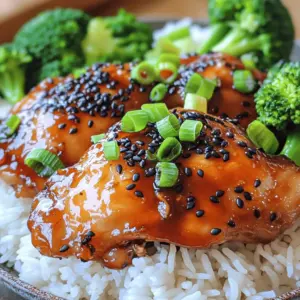 F&uuml;r dein Teriyaki H&uuml;hnchen brauchst du: - 4 hauchd&uuml;nne H&auml;hnchenschenkel ohne Knochen und Haut - 60 ml Sojasauce - 60 ml Honig - 30 ml Reisessig - 15 ml Sesam&ouml;l - 2 Knoblauchzehen, fein gehackt - 1 Essl&ouml;ffel frischer Ingwer, gerieben Diese Zutaten sind wichtig. Sie geben dem Gericht seinen tollen Geschmack. Die H&auml;hnchenschenkel sind zart und saftig. Die Sojasauce bringt Umami. Der Honig macht das Gericht s&uuml;&szlig;. Der Reisessig sorgt f&uuml;r die S&auml;ure. Sesam&ouml;l gibt einen nussigen Geschmack. Knoblauch und Ingwer bringen Frische. Die Marinade ist der Schl&uuml;ssel zum besten Geschmack. Du brauchst: - 60 ml Sojasauce - 60 ml Honig - 30 ml Reisessig - 15 ml Sesam&ouml;l - 2 Knoblauchzehen, fein gehackt - 1 Essl&ouml;ffel frischer Ingwer, gerieben Vermische diese Zutaten gut. Lass das H&auml;hnchen darin ziehen. So wird es k&ouml;stlich und aromatisch. Die Marinade ist einfach zuzubereiten. Sie ben&ouml;tigt nur einen Moment in der Sch&uuml;ssel. Zu Teriyaki H&uuml;hnchen passen viele Beilagen gut. Ich empfehle: - Gekochter Jasminreis - Ged&auml;mpfter Brokkoli Der Jasminreis ist leicht und fluffig. Er nimmt die Aromen auf. Ged&auml;mpfter Brokkoli bringt Farbe und Vitamine. Diese Beilagen machen das Gericht komplett. Du kannst auch andere Gem&uuml;se w&auml;hlen, wie Karotten oder Zucchini. Probiere aus, was dir schmeckt! Um die Teriyaki-Marinade zu machen, brauche ich eine Sch&uuml;ssel. Ich gebe die Sojasauce, den Honig, den Reisessig und das Sesam&ouml;l hinein. Dann hacke ich den Knoblauch und reibe den Ingwer. Beides kommt auch in die Sch&uuml;ssel. Ich verr&uuml;hre alles gut, bis es sch&ouml;n vermischt ist. Diese Marinade gibt dem H&auml;hnchen viel Geschmack! Jetzt ist es Zeit, das H&auml;hnchen zu marinieren. Ich nehme die H&auml;hnchenschenkel und lege sie in einen gro&szlig;en Plastikbeutel oder eine flache Sch&uuml;ssel. Dann gie&szlig;e ich die Marinade dar&uuml;ber. Es ist wichtig, dass das H&auml;hnchen gut bedeckt ist. Ich schlie&szlig;e den Beutel oder decke die Sch&uuml;ssel ab. Dann stelle ich es f&uuml;r mindestens 30 Minuten in den K&uuml;hlschrank. L&auml;nger marinieren macht den Geschmack noch besser! Zum Grillen heize ich den Grill oder eine Grillpfanne vor. Ich nehme die H&auml;hnchenschenkel aus der Marinade und lasse die &uuml;bersch&uuml;ssige Marinade abtropfen. Dann lege ich das H&auml;hnchen auf den Grill. Ich grille es etwa 6-7 Minuten auf jeder Seite. Es sollte eine innere Temperatur von 74&deg;C erreichen. Wenn das H&auml;hnchen fertig ist, lasse ich es kurz ruhen. Danach schneide ich es in St&uuml;cke und serviere es auf Reis mit der eingedickten Marinade. Das macht das Gericht besonders lecker! F&uuml;r das komplette Rezept, schau dir die [Full Recipe] an. Marinieren ist der Schl&uuml;ssel f&uuml;r leckeres Teriyaki-H&uuml;hnchen. Ich empfehle, das H&auml;hnchen mindestens 30 Minuten zu marinieren. F&uuml;r intensiveren Geschmack lassen Sie es bis zu 2 Stunden im K&uuml;hlschrank. So zieht die Marinade tief in das Fleisch ein. Die Aromen von Sojasauce, Honig und Ingwer vermischen sich wunderbar. Die richtige Temperatur ist wichtig. Grillen Sie das H&auml;hnchen bei mittlerer bis hoher Hitze. Achten Sie darauf, dass der Grill gut vorgeheizt ist. Das H&auml;hnchen sollte eine Temperatur von 74&deg;C erreichen. So bleibt es saftig und zart. Nutzen Sie ein Fleischthermometer, um die Temperatur zu pr&uuml;fen. Um trockenes H&auml;hnchen zu vermeiden, grillen Sie es nicht zu lange. 6 bis 7 Minuten pro Seite sind ideal. Lassen Sie das H&auml;hnchen nach dem Grillen ruhen. Dies hilft, die S&auml;fte zu halten. Schneiden Sie das H&auml;hnchen erst nach ein paar Minuten in Scheiben. So bleibt es sch&ouml;n saftig. F&uuml;r das beste Ergebnis, folgen Sie dem Full Recipe und genie&szlig;en Sie das Teriyaki-H&uuml;hnchen mit frischen Beilagen! {{image_4}} Teriyaki H&uuml;hnchen-Sch&uuml;sseln sind einfach und lecker. Beginne mit gekochtem Reis als Basis. F&uuml;ge dann das gegrillte H&auml;hnchen hinzu. Erg&auml;nze die Sch&uuml;ssel mit frischem Gem&uuml;se wie Karotten und Paprika. Ein Spritzer Teriyaki-Sauce macht alles besser. Du kannst auch Avocado oder Edamame hinzuf&uuml;gen. Diese Sch&uuml;sseln sind perfekt f&uuml;r ein schnelles Mittagessen oder Abendessen. Teriyaki H&auml;hnchen-Spie&szlig;e sind ein Spa&szlig; f&uuml;r die ganze Familie. Schneide das H&auml;hnchen in W&uuml;rfel und mariniere sie wie im Rezept. Stecke die St&uuml;cke auf Spie&szlig;e, abwechselnd mit Gem&uuml;se. Zucchini, Paprika und Zwiebeln passen gut. Grill die Spie&szlig;e, bis das H&auml;hnchen gar ist. Diese Spie&szlig;e sind toll f&uuml;r Grillpartys oder Picknicks. Wenn du eine vegetarische Option suchst, kannst du die Marinade f&uuml;r Tofu verwenden. Tofu nimmt die Aromen gut auf. Du kannst auch Seitan oder Tempeh verwenden. Marinier die St&uuml;cke genauso wie das H&auml;hnchen. Diese Alternativen sind schmackhaft und gesund. Du kannst sie dann grillen oder braten. So hast du ein leckeres Gericht, das alle genie&szlig;en k&ouml;nnen. Um die Reste von Teriyaki H&uuml;hnchen frisch zu halten, lege sie in einen luftdichten Beh&auml;lter. Achte darauf, dass die Reste gut abgek&uuml;hlt sind, bevor du sie lagerst. So vermeidest du, dass sie matschig werden. Du kannst die Reste auch in Portionen teilen. So sind sie leichter zu w&auml;rmen. Wenn du dein Teriyaki H&uuml;hnchen w&auml;rmen m&ouml;chtest, benutze die Mikrowelle oder eine Pfanne. In der Mikrowelle stelle die Leistung auf niedrig und w&auml;rme es in kurzen Abst&auml;nden. So bleibt das H&uuml;hnchen saftig. In der Pfanne kannst du es mit etwas Wasser oder Br&uuml;he erw&auml;rmen, um es nicht trocken zu machen. Im K&uuml;hlschrank h&auml;lt sich Teriyaki H&uuml;hnchen bis zu drei Tage. Stelle sicher, dass es gut verpackt ist. Im Gefrierschrank kannst du das H&uuml;hnchen bis zu drei Monate lagern. Achte darauf, es in einem gefriersicheren Beh&auml;lter zu lagern. So bleibt der Geschmack erhalten. Wenn du bereit bist, es zu essen, tau es &uuml;ber Nacht im K&uuml;hlschrank auf. Um die beste Teriyaki-Sauce zu machen, mische ich Sojasauce, Honig, Reisessig und Sesam&ouml;l. Diese Mischung gibt der Sauce den s&uuml;&szlig;en und salzigen Geschmack. Ich f&uuml;ge auch fein gehackten Knoblauch und geriebenen Ingwer hinzu. Diese Zutaten bringen mehr Tiefe und Aroma in die Sauce. R&uuml;hre alles gut um, bis es vollst&auml;ndig vermischt ist. Koche die Sauce dann leicht, um die Aromen zu intensivieren. Ja, du kannst Teriyaki H&uuml;hnchen auch im Ofen zubereiten. Heize den Ofen auf 200 Grad Celsius vor. Lege die marinierten H&auml;hnchenschenkel auf ein Backblech. Backe sie etwa 25 bis 30 Minuten lang. Wende die H&auml;hnchenst&uuml;cke nach der H&auml;lfte der Zeit. So garen sie gleichm&auml;&szlig;ig und nehmen die Aromen der Marinade gut auf. Zu Teriyaki H&uuml;hnchen passen viele Beilagen gut. Ich empfehle gekochten Jasminreis oder ged&auml;mpften Brokkoli. Auch gebratene Gem&uuml;se sind eine gute Wahl. Sie bringen Farbe und N&auml;hrstoffe auf den Teller. Du kannst auch einen frischen Salat oder asiatische Nudeln servieren. Diese Kombinationen machen dein Gericht noch leckerer. Schau dir das [Full Recipe] f&uuml;r mehr Details an! Teriyaki H&uuml;hnchen ist einfach und lecker. Du hast gelernt, welche Zutaten wichtig sind und wie man sie richtig vorbereitet. Die Schritte zum Marinieren und Grillen sind klar. Tipps zu Marinierzeiten und Temperatur helfen dir, den besten Geschmack zu erzielen. Du kannst sogar Variationen wie Sch&uuml;sseln oder Spie&szlig;e ausprobieren. Denke daran, Reste richtig zu lagern, damit sie frisch bleiben. Mit diesen Infos bist du bereit, Teriyaki H&uuml;hnchen zu genie&szlig;en!