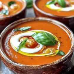 Für die einfache geröstete Tomatensuppe benötigst du: - 900 g reife Tomaten, halbiert - 1 mittelgroße Zwiebel, geviertelt - 4 Knoblauchzehen, geschält - 2 Esslöffel Olivenöl - 1 Liter Gemüsebrühe Diese Zutaten sorgen für einen vollen Geschmack. Die reifen Tomaten geben der Suppe ihre süße Note. Die Zwiebel und der Knoblauch fügen Tiefe hinzu. Für das perfekte Aroma füge hinzu: - 1 Teelöffel getrockneter Basilikum - 1 Teelöffel getrockneter Oregano - 1 Teelöffel Zucker (um die Säure auszugleichen) - Salz und Pfeffer nach Geschmack - 125 ml Schlagsahne (optional für mehr Cremigkeit) - Frische Basilikumblätter zur Garnitur Diese Gewürze bringen die Aromen zur Geltung. Der Zucker hilft, die Säure der Tomaten zu balancieren. Die Schlagsahne macht die Suppe schön cremig. Wähle reife und aromatische Tomaten. Sie sollten fest und leicht glänzend sein. Achte darauf, dass sie keine Druckstellen haben. Heirloom-Tomaten sind eine gute Wahl. Sie haben viel Geschmack und Farbe. Wenn du im Winter kochst, nutze gute Dosentomaten. Sie sind oft reif geerntet und geschmackvoll. Für die einfache geröstete Tomatensuppe verwende am besten frische, saisonale Zutaten. Sie machen den Unterschied. Für die vollständige Anleitung, schau dir das Rezept an. Zuerst heize deinen Ofen auf 200°C vor. Dies sorgt dafür, dass die Tomaten gleichmäßig rösten. Nimm dann 900 g reife Tomaten und halbiere sie. Die frischen Tomaten geben der Suppe ihren tollen Geschmack. Nimm auch eine mittelgroße Zwiebel und schneide sie in Viertel. Füge 4 geschälte Knoblauchzehen hinzu. Diese Zutaten sind wichtig für den vollen Geschmack. Lege die Tomaten, Zwiebel und Knoblauch gleichmäßig auf ein Backblech. Beträufle das Gemüse mit 2 Esslöffeln Olivenöl. Dann streue 1 Teelöffel getrockneten Basilikum und 1 Teelöffel getrockneten Oregano darüber. Diese Kräuter bringen viel Aroma. Füge 1 Teelöffel Zucker hinzu, um die Säure der Tomaten auszugleichen. Salze und pfeffere nach Geschmack. Wende alles gut, damit die Gewürze gleichmäßig verteilt sind. Röste das Gemüse im Ofen für 25-30 Minuten. Achte darauf, dass die Tomaten karamellisiert und das Gemüse zart ist. Nimm das Backblech aus dem Ofen und lasse das Gemüse etwas abkühlen. Gib die gerösteten Zutaten in einen großen Topf. Füge 1 Liter Gemüsebrühe hinzu. Püriere die Mischung mit einem Stabmixer, bis sie glatt ist. Alternativ kannst du einen Standmixer verwenden. Wenn du es cremiger magst, rühre 125 ml Schlagsahne ein. Das gibt der Suppe eine schöne Textur. Erwärme die Suppe vorsichtig auf niedriger Stufe. Probiere sie und passe die Gewürze an. Jetzt ist deine einfache geröstete Tomatensuppe bereit. Garniere sie mit frischen Basilikumblättern für einen schönen Look. Du findest die vollständige Zubereitung im Full Recipe. Um die besten Röstaromen zu erzielen, achte auf die richtige Temperatur. Heize deinen Ofen immer auf 200°C vor. Eine gleichmäßige Hitze sorgt dafür, dass die Tomaten und das Gemüse gut bräunen. Verwende frische, reife Tomaten für den besten Geschmack. Sie sind süßer und haben mehr Saft. Denke daran, das Gemüse gut mit Olivenöl und Gewürzen zu bedecken. So entfalten sich die Aromen besser. Ein häufiger Fehler ist, die Suppe nicht genug zu würzen. Probiere die Suppe während des Kochens, um den Geschmack anzupassen. Ein wenig Zucker kann die Säure der Tomaten ausgleichen. Achte darauf, die Suppe nicht zu lange zu kochen. Übermäßiges Kochen kann die Aromen schwächen. Auch das Pürieren ist wichtig. Ein Stabmixer sorgt für eine glatte Konsistenz ohne Klumpen. Serviere die Suppe in warmen Schalen. Ein Spritzer Olivenöl obendrauf macht sie noch leckerer. Du kannst auch einen Schuss Sahne hinzufügen, wenn du mehr Cremigkeit magst. Frische Basilikumblätter sind eine tolle Garnitur. Sie bringen Farbe und zusätzlichen Geschmack. Kombiniere die Suppe mit knusprigem Brot, um das Erlebnis zu vervollständigen. Diese Kombi macht die Suppe zu einem echten Highlight! {{image_4}} Um die Suppe vegan zu machen, lasse die Schlagsahne weg. Du kannst stattdessen Kokosmilch verwenden. Diese gibt der Suppe eine schöne Cremigkeit. Achte darauf, dass du eine glutenfreie Gemüsebrühe wählst. So bleibt die Suppe für alle geeignet. Du kannst auch glutenfreies Brot als Beilage servieren. Probier verschiedene Kräuter und Gewürze aus! Frischer Basilikum oder Thymian kann einen tollen Geschmack hinzufügen. Du kannst auch einen Hauch von Chili für etwas Schärfe testen. Eine Prise geräucherter Paprika gibt der Suppe ein rauchiges Aroma. Sei kreativ und finde deine Lieblingskombination! Die Suppe schmeckt gut allein, aber mit Beilagen wird sie besser. Serviere sie mit einem rustikalen Brot. Ein einfaches Baguette ist perfekt zum Dippen. Du kannst auch einen frischen Salat dazu machen. Ein einfacher gemischter Salat passt gut zu der Suppe. Probiere diese Ideen aus, um eine tolle Mahlzeit zu haben! Um die Suppe frisch zu halten, lasse sie zuerst abkühlen. Fülle sie dann in saubere Behälter. Verwende luftdichte Behälter für die beste Lagerung. Stelle sie in den Kühlschrank. So bleibt der Geschmack bis zu fünf Tage erhalten. Du kannst die Suppe auch einfrieren. Lass sie vollständig abkühlen, bevor du sie in Portionsgrößen aufteilst. Nutze gefrierfeste Behälter oder Beutel. Achte darauf, etwas Platz zu lassen, da die Suppe beim Gefrieren expandiert. Sie bleibt bis zu drei Monate frisch. Im Kühlschrank hält sich die Suppe bis zu fünf Tage. Im Gefrierfach kannst du sie bis zu drei Monate lagern. Achte darauf, sie gut zu kennzeichnen. So weißt du, wann du sie gemacht hast. Wenn du sie wieder aufwärmst, rühre sie gut um. So wird sie gleichmäßig heiß. Für das vollständige Rezept, schau dir die einfache geröstete Tomatensuppe an! Die Zubereitung der einfachen gerösteten Tomatensuppe dauert etwa 40 Minuten. Du brauchst 10 Minuten für die Vorbereitung. Die Röstzeit im Ofen beansprucht 25 bis 30 Minuten. Das Pürieren und Erwärmen der Suppe geht schnell, etwa 5 bis 10 Minuten. So hast du in kurzer Zeit eine leckere Suppe. Ja, du kannst frische Kräuter nutzen. Frische Basilikumblätter und Oregano bringen mehr Aroma. Verwende etwa die dreifache Menge frischer Kräuter im Vergleich zu getrockneten. Das bedeutet, wenn das Rezept 1 Teelöffel getrockneten Basilikum verlangt, nimm 3 Teelöffel frischen. Füge die frischen Kräuter kurz vor dem Servieren hinzu, um den besten Geschmack zu erzielen. Um die Suppe kinderfreundlicher zu machen, kannst du die Gewürze reduzieren. Kinder mögen oft keine scharfen oder starken Aromen. Du kannst auch die Schlagsahne erhöhen, um die Suppe cremiger zu machen. Füge etwas mehr Zucker hinzu, um die Säure auszugleichen. Serviere die Suppe mit etwas geriebenem Käse obendrauf oder mit Brotstücken zum Dippen. Kinder lieben es, damit zu spielen. Die Tomatensuppe ist einfach und lecker. Wir haben die besten Zutaten und Tipps besprochen. Das Rösten von Tomaten und Gemüse bringt den Geschmack hervor. Achte auf frische Zutaten für die beste Suppe. Variationen und Aufbewahrungsoptionen machen das Rezept vielseitig. Vermeide häufige Fehler, um ein tolles Ergebnis zu erzielen. Mit diesen Infos kannst du deine eigene perfekte Tomatensuppe zubereiten. Viel Spaß beim Kochen!