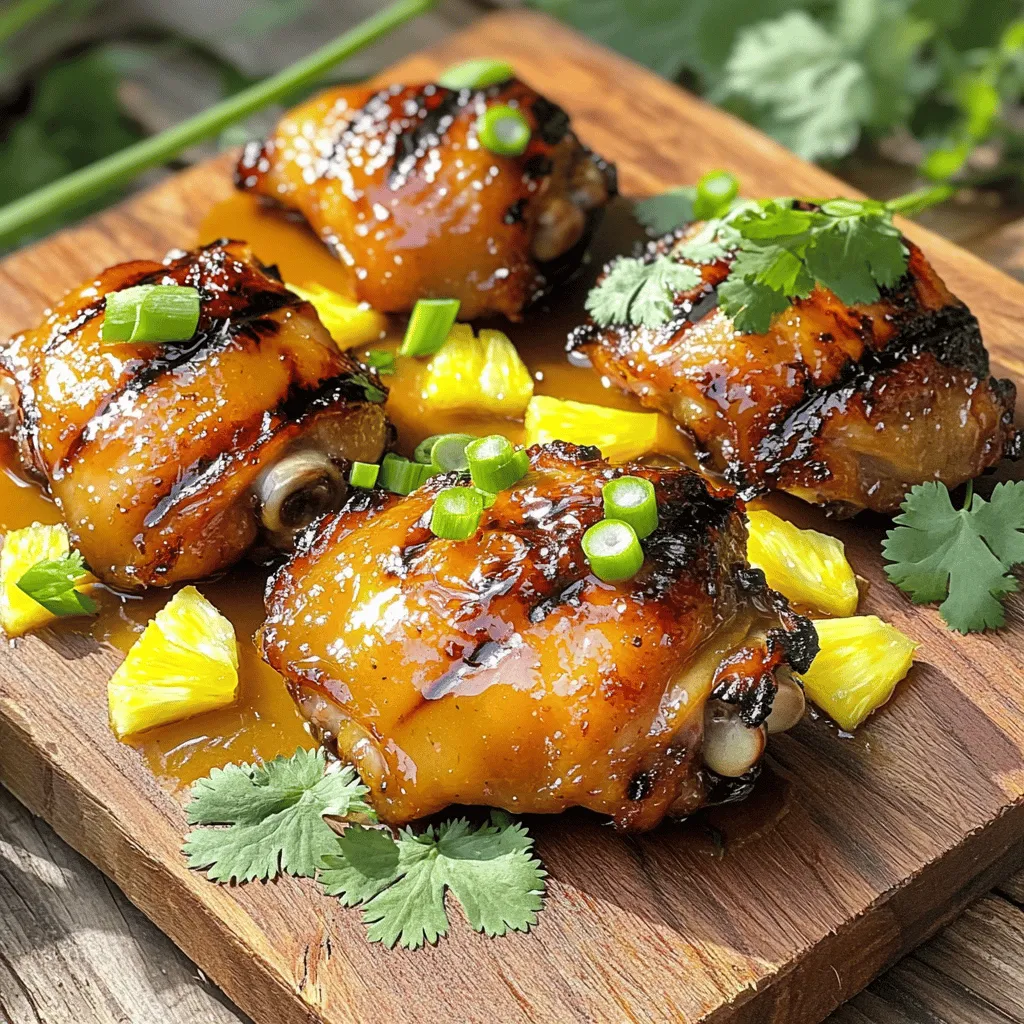 Für dein Huli Huli Chicken benötigst du einige Hauptzutaten: - 4 Hähnchenschenkel, mit Knochen und Haut - 240 ml Ananassaft - 60 ml Sojasauce - 50 g brauner Zucker - 30 ml Sesamöl Diese Zutaten geben deinem Gericht den typischen süßen und herzhaften Geschmack. Neben den Hauptzutaten füge auch diese Zutaten für die Marinade hinzu: - 2 Knoblauchzehen, fein gehackt - 1 Esslöffel frischer Ingwer, gerieben - 1 Teelöffel rote Pfefferflocken Diese Zutaten bringen eine wunderbare Tiefe und Wärme in die Marinade. Ich empfehle, frische und hochwertige Zutaten zu verwenden. Wähle reifen Ananassaft, um die Süße zu maximieren. Verwende frischen Ingwer und Knoblauch für den besten Geschmack. Achte darauf, dass dein Hähnchen von guter Qualität ist. Das macht einen großen Unterschied. Probiere auch, die Marinade über Nacht ziehen zu lassen. So wird dein Hähnchen besonders zart und geschmackvoll. Du kannst das vollständige Rezept finden unter [Full Recipe]. Um die Marinade für Huli Huli Chicken zu machen, brauchst du ein paar einfache Zutaten. Nimm eine große Rührschüssel und füge Ananassaft, Sojasauce, braunen Zucker, Sesamöl, gehackten Knoblauch, geriebenen Ingwer und rote Pfefferflocken hinzu. Rühre alles gut um. Achte darauf, dass der Zucker ganz aufgelöst ist. Diese Marinade bringt viel Geschmack ins Hähnchen. Jetzt kommt der spannende Teil! Nimm die Hähnchenschenkel und lege sie in einen großen Zip-Beutel oder in eine flache Schüssel. Gieße die Marinade über das Hähnchen, sodass es gut bedeckt ist. Verschließe den Beutel oder decke die Schüssel ab. Lass das Hähnchen mindestens 2 Stunden marinieren, am besten über Nacht. So ziehen die Aromen tief ein. Vor dem Grillen musst du den Grill auf mittelhohe Hitze vorheizen. Das ist wichtig, damit das Hähnchen schön knusprig wird. Nimm das marinierte Hähnchen aus dem Beutel und lass die überschüssige Marinade abtropfen. Leg das Hähnchen mit der Hautseite nach unten auf den heißen Grill. Grill es etwa 7-8 Minuten, bis die Haut goldbraun ist. Drehe das Hähnchen dann um und bestreiche es mit der reservierten Marinade. Grill es weitere 7-8 Minuten, bis die Innentemperatur 75 °C erreicht hat. So bleibt das Hähnchen saftig und zart. Grillen ist eine Kunst. Die richtige Temperatur macht den Unterschied. Für Huli Huli Chicken solltest du deinen Grill auf mittelhohe Hitze einstellen. Ideal sind etwa 190 bis 200 °C. Diese Temperatur sorgt für eine knusprige Haut und zartes Fleisch. Wenn der Grill zu heiß ist, wird das Hähnchen außen schnell schwarz, während es innen roh bleibt. Nutze ein Grillthermometer, um die Temperatur zu überprüfen. So bekommst du die besten Ergebnisse. Es gibt einige häufige Fehler beim Grillen, die du vermeiden solltest. - Nicht marinieren: Lass das Hähnchen mindestens zwei Stunden in der Marinade. - Zu häufig wenden: Wende das Hähnchen nur einmal. Zu häufiges Wenden macht es trocken. - Falsches Abtropfen: Lass die überschüssige Marinade gut abtropfen. Zu viel Flüssigkeit kann den Grill entzünden. - Zu früh servieren: Lass das Hähnchen nach dem Grillen ruhen. Fünf Minuten sind ideal, damit die Säfte sich setzen können. Die Präsentation ist wichtig. Für Huli Huli Chicken kannst du das Grillhähnchen einfach auf einer großen Platte anrichten. Garniere es mit frischen Frühlingszwiebeln und Koriander. Diese frischen Zutaten bringen Farbe und Geschmack. Du kannst auch kleine Schalen mit Reis oder gegrilltem Gemüse dazu stellen. Das rundet das Gericht ab und macht es einladend. Für den besten Geschmack serviere das Hähnchen mit einer Fruchtsoße oder einer zusätzlichen Marinade. So wird jede Portion zu einem Highlight. Für das vollständige Rezept, schau dir die [Full Recipe] an. {{image_4}} Du kannst Huli Huli Chicken auch im Ofen zubereiten. Das ist besonders praktisch, wenn das Wetter nicht zum Grillen einlädt. Heize deinen Ofen auf 200 Grad Celsius vor. Lege die marinierten Hähnchenschenkel auf ein Backblech. Backe sie etwa 30 bis 35 Minuten lang. Überprüfe die Innentemperatur. Sie sollte 75 Grad Celsius erreichen. So wird das Hähnchen zart und saftig. Du kannst die Marinade leicht anpassen, um einen neuen Geschmack zu erzielen. Füge einen Spritzer Limettensaft hinzu, um die Süße auszugleichen. Du magst es schärfer? Verwende frische Jalapeños oder mehr rote Pfefferflocken. Für einen rauchigen Geschmack, füge etwas geräuchertes Paprikapulver hinzu. Experimentiere mit deinen Lieblingsgewürzen. So wird jedes Mal ein neues Gericht entstehen. Huli Huli Chicken schmeckt toll mit verschiedenen Beilagen. Probiere einen frischen Salat mit Ananas und Koriander. Auch gebratener Reis passt gut dazu. Für etwas Herzhaftes, serviere gegrilltes Gemüse. Du kannst auch Kartoffeln oder einen asiatischen Nudelsalat hinzufügen. Diese Kombination bringt die Aromen des Huli Huli Chicken perfekt zur Geltung. So hast du ein komplettes und schmackhaftes Menü. Wenn du Huli Huli Chicken zubereitest, bleiben oft Reste übrig. Du solltest die Reste in einem luftdichten Behälter aufbewahren. Achte darauf, dass das Hähnchen vollständig abgekühlt ist, bevor du es in den Kühlschrank stellst. So bleibt es frisch. Du kannst die Reste bis zu drei Tage im Kühlschrank lagern. Falls du mehr Reste hast, kannst du sie auch einfrieren. Verpacke das Hähnchen gut in einem Gefrierbeutel. Drücke die Luft heraus, bevor du den Beutel schließt. So bleibt der Geschmack erhalten. Du kannst das Huli Huli Chicken bis zu drei Monate im Gefrierfach lagern. Um das Hähnchen wieder aufzuwärmen, empfehle ich den Ofen. Heize den Ofen auf 180 Grad vor. Lege das Hähnchen auf ein Backblech und decke es mit Alufolie ab. So bleibt das Hähnchen saftig. Erwärme es etwa 15 bis 20 Minuten. Alternativ kannst du die Mikrowelle nutzen. Stelle die Mikrowelle auf mittlere Leistung und erwärme das Hähnchen in kurzen Intervallen. Überprüfe, ob es gleichmäßig warm ist. Huli Huli Chicken stammt aus Hawaii. Es ist ein beliebtes Grillgericht, das die Aromen der tropischen Inseln vereint. Der Name „Huli Huli“ bedeutet „drehen“ auf Hawaiianisch. Traditionell grillten die Leute das Hähnchen über offenen Flammen. Es ist ein Gericht, das oft bei Festen und Feiern serviert wird. Du kannst Huli Huli Chicken mit einer Marinade aus Ananassaft und Sojasauce würzen. Diese geben dem Hähnchen einen süßen und salzigen Geschmack. Füge braunen Zucker, Knoblauch und Ingwer hinzu, um mehr Tiefe zu schaffen. Rote Pfefferflocken bringen eine kleine Schärfe ins Spiel. Lass das Hähnchen mindestens zwei Stunden marinieren, um die Aromen zu intensivieren. Huli Huli Chicken kann eine gesunde Wahl sein, wenn du es in Maßen genießt. Hähnchen ist eine gute Proteinquelle. Die Marinade enthält natürliche Zutaten wie Ananassaft und Ingwer. Achte darauf, weniger Zucker zu verwenden, wenn du magst. Serviere es mit frischem Gemüse oder einem Salat für eine ausgewogene Mahlzeit. Huli Huli Chicken ist einfach zuzubereiten und lecker. Wir haben die besten Zutaten und Tipps geteilt. Marinieren Sie das Hähnchen gut, um den Geschmack zu steigern. Grillen Sie es bei der richtigen Temperatur, um perfekte Ergebnisse zu erzielen. Denken Sie an Variationen und passende Beilagen für jedes Essen. Bewahren Sie Reste richtig auf, damit sie frisch bleiben. Ich hoffe, diese Anleitung hilft Ihnen, Huli Huli Chicken zu genießen. Probieren Sie es aus und lassen Sie sich von den Aromen überraschen!