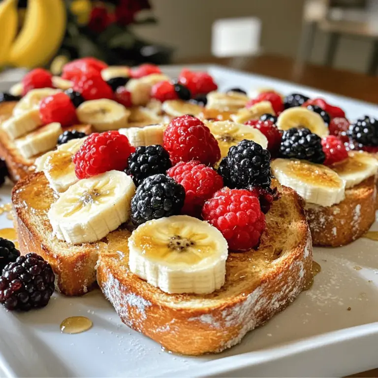 Für diesen leckeren Toast brauchen Sie einige einfache Zutaten. Hier ist, was Sie benötigen: - 4 Scheiben dick geschnittenes Brot (idealerweise Sauerteig oder Brioche) - 125 g ungesalzene Butter, weich - 50 g brauner Zucker, gepackt - 2 Esslöffel Honig - 1 Teelöffel reiner Vanilleextrakt - Eine Prise Meersalz Diese Zutaten geben Ihrem Toast einen süßen und tollen Geschmack. Sie können Ihren Toast noch besser machen! Hier sind einige tolle Ideen für Toppings: - In Scheiben geschnittene Bananen - Frische Beeren wie Erdbeeren oder Himbeeren - Gehackte Nüsse, wie Walnüsse oder Mandeln Diese Toppings fügen verschiedene Texturen und Geschmäcker hinzu. Die Wahl des Brotes ist wichtig. Ich empfehle, dicke Scheiben von Sauerteig oder Brioche zu verwenden. Diese Brote sind weich und nehmen die Buttermischung gut auf. Sie werden schön knusprig und goldbraun, wenn Sie sie backen. Wenn Sie etwas anderes ausprobieren möchten, sind auch Vollkorn- oder Weißbrote möglich. Wählen Sie, was Ihnen am besten schmeckt! Für das vollständige Rezept besuchen Sie [Full Recipe]. Zuerst kommt die Buttermischung. Nimm eine Rührschüssel. Gib die weiche Butter hinein. Füge den braunen Zucker dazu. Jetzt kommt der Honig. Gieße auch den Vanilleextrakt hinein. Zum Schluss eine Prise Meersalz. Mische alles gut. Nutze einen Handmixer oder einen Schneebesen. Die Mischung sollte fluffig werden. Heize jetzt den Ofen auf 190°C vor. Schneide das Brot in dicke Scheiben. Ich empfehle Sauerteig oder Brioche. Bestreiche eine Seite jeder Brotscheibe mit der Buttermischung. Lege die Brotscheiben auf ein Backblech. Achte darauf, dass die Buttersauce nach oben zeigt. Backe die Brotscheiben für 8 bis 10 Minuten. Sie sind fertig, wenn die Kanten goldbraun sind. Nimm den Toast aus dem Ofen. Lass ihn eine Minute abkühlen. Du kannst ihn dann mit sliced Bananen, frischen Beeren oder gehackten Nüssen verfeinern. Serviere den Toast warm. So genießt du ein köstliches Frühstück oder Dessert! Um die perfekte Konsistenz für deinen Vanillebrauner Zucker Honig Buttertoast zu erreichen, ist es wichtig, die Zutaten gut zu vermischen. Beginne mit weicher Butter. Diese sollte Raumtemperatur haben, damit sie sich leicht mit dem Zucker und Honig mischt. Verwende einen Handmixer oder einen Schneebesen. Mische alles, bis die Mischung fluffig und glatt ist. Eine perfekte Konsistenz macht den Toast noch besser. Für das perfekte Topping gibt es viele Optionen. Du kannst frische Bananen in Scheiben schneiden und darauflegen. Beeren sind auch eine tolle Wahl, besonders Himbeeren oder Erdbeeren. Sie bringen Farbe und Frische. Gehackte Nüsse, wie Mandeln oder Walnüsse, sorgen für eine knusprige Textur. Diese Toppings machen dein Frühstück oder Dessert noch leckerer und interessanter. Ein häufiger Fehler ist, die Butter nicht ausreichend zu vermischen. Dadurch kann der Toast klumpig werden. Achte darauf, die Mischung gut zu verarbeiten, bis sie gleichmäßig ist. Ein weiterer Fehler ist, das Brot zu lange im Ofen zu lassen. Der Toast sollte goldbraun sein, aber nicht verbrannt. Halte die Backzeit im Auge, um das beste Ergebnis zu erzielen. Vermeide auch zu wenig Topping. Eine großzügige Menge macht den Toast besonders köstlich. {{image_4}} Wenn du glutenfrei essen möchtest, gibt es gute Lösungen. Du kannst glutenfreies Brot verwenden. Viele Marken bieten köstliche Sorten an. Achte darauf, dass es gut zu deinem Rezept passt. Das Ergebnis bleibt lecker. Für eine vegane Version tausche die Butter aus. Nutze pflanzliche Margarine oder Kokosöl. Statt Honig kannst du Agavendicksaft oder Ahornsirup nehmen. Diese Optionen sind einfach und geschmackvoll. So bleibt dein Toast komplett pflanzenbasiert. Um den Toast noch aufregender zu machen, probiere verschiedene Aromen. Füge Zimt oder Muskatnuss zur Buttermischung hinzu. Du kannst auch andere Extrakte wie Mandel- oder Kokosnuss verwenden. Diese kleinen Änderungen geben deinem Toast eine persönliche Note. Lass deiner Kreativität freien Lauf! Wenn du Reste von deinem Vanillebrauner Zucker Honig Buttertoast hast, bewahre sie in einem luftdichten Behälter auf. So bleibt der Toast frisch. Du kannst ihn bis zu drei Tage im Kühlschrank lagern. Achte darauf, dass die Reste nicht zu lange stehen. Sie verlieren schnell ihren Geschmack und ihre Textur. Wenn du die Reste für später aufbewahren möchtest, kannst du sie auch einfrieren. Wickel jede Toastscheibe in Frischhaltefolie ein und lege sie in einen Gefrierbeutel. So bleibt der Toast bis zu drei Monate haltbar. Markiere den Beutel mit dem Datum. So vergisst du nicht, wann du ihn eingefroren hast. Um den Toast wieder warm zu machen, gibt es verschiedene Methoden. Du kannst ihn im Toaster auf die mittlere Stufe toasten. So wird er knusprig. Eine andere Methode ist, den Toast im Ofen bei 180°C für etwa fünf Minuten zu erwärmen. Dabei wird der Toast schön warm, ohne dass er trocken wird. Vermeide die Mikrowelle, da sie den Toast weich macht und die Knusprigkeit zerstört. Der Toast braucht etwa 8 bis 10 Minuten im Ofen. Wenn die Kanten goldbraun sind, ist er fertig. Halte beim Backen die Augen offen. Jeder Ofen kann anders sein. Es ist wichtig, den Toast nicht zu lange zu backen. Ansonsten wird er trocken. Ja, du kannst andere Süßstoffe nutzen. Honig, Agavendicksaft oder sogar Ahornsirup funktionieren gut. Achte darauf, die Menge anzupassen. Jeder Süßstoff hat einen anderen Geschmack und Süßungsgrad. Wenn du einen anderen Süßstoff wählst, probiere die Mischung. So findest du die beste Balance für deinen Geschmack. Ja, du kannst auch Margarine oder eine pflanzliche Butter verwenden. Diese Optionen sind gut für Veganer oder Menschen mit Laktoseintoleranz. Achte darauf, dass die Konsistenz ähnlich ist. So bleibt der Toast schön cremig. Du kannst auch einen veganen Aufstrich wählen, wenn du das möchtest. In diesem Artikel haben wir die wichtigsten Zutaten für Vanillebrauner Zucker Honig Buttertoast behandelt. Ich habe Ihnen die Schritte zur Zubereitung erklärt und Tipps gegeben, um es perfekt zu machen. Verschiedene Varianten bieten Flexibilität, egal ob Sie glutenfrei oder vegan sind. Richtiges Aufbewahren hilft, Reste frisch zu halten. Denken Sie daran, häufige Fehler zu vermeiden, um Ihr Toast zu optimieren. Experimentieren Sie mit Toppings und Aromen. So genießen Sie immer wieder diesen leckeren Genuss.