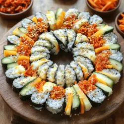 Korean Cheese Kimchi Kimbap Köstlicher Genuss Zuhause