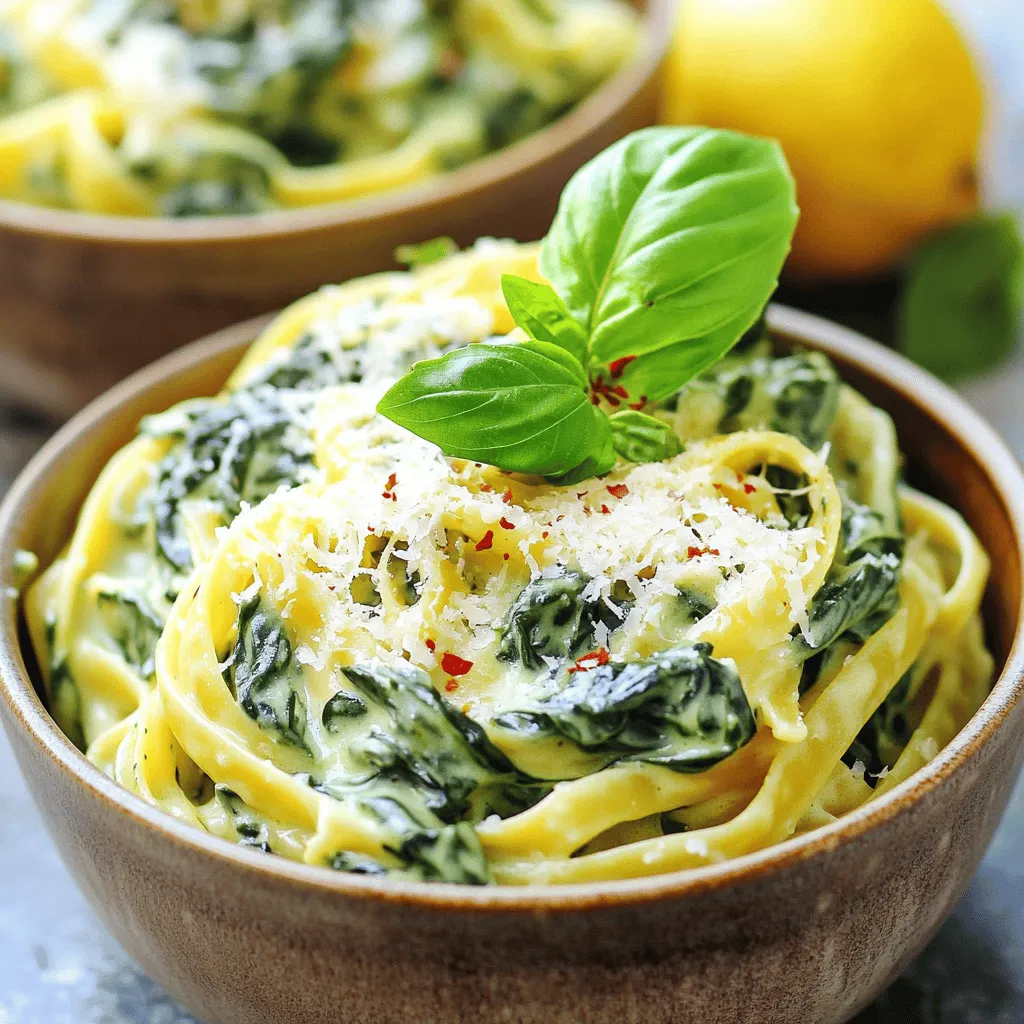 - 250 g Pasta (Fettuccine oder Penne) - 2 Tassen frischer Spinat, grob gehackt - 1 Tasse Schlagsahne - 2 Esslöffel Olivenöl - 3 Knoblauchzehen, fein gehackt - 1/2 Teelöffel rote Pfefferflocken - 1/2 Tasse frisch geriebener Parmesan - Schale und Saft von 1/2 Zitrone - Frische Basilikumblätter zur Garnitur Um cremige Spinat-Pasta zu machen, benötigen Sie einfache, frische Zutaten. Die Pasta ist die Basis. Ich mag Fettuccine oder Penne, weil sie die cremige Sauce gut festhalten. Der Spinat bringt Farbe und Nährstoffe. Die Schlagsahne macht die Sauce reichhaltig und cremig. Mit Olivenöl starten wir. Es gibt der Pasta und dem Spinat einen tollen Geschmack. Knoblauch ist wichtig. Er gibt der Sauce einen feinen, würzigen Kick. Die roten Pfefferflocken bringen ein wenig Hitze. Sie können die Menge anpassen, je nachdem, wie scharf Sie es mögen. Frisch geriebener Parmesan macht die Sauce besonders. Der Käse schmilzt schnell und verleiht der Pasta einen herzhaften Geschmack. Die Zitrone fügt Frische hinzu. Zitronenstückchen und -saft bringen das Gericht auf die nächste Stufe. Vergessen Sie nicht die frischen Basilikumblätter. Sie sind die perfekte Garnitur und geben einen schönen Duft. Für das vollständige Rezept schauen Sie sich [Full Recipe] an. Bringen Sie einen großen Topf mit gesalzenem Wasser zum Kochen. Fügen Sie die Pasta hinzu. Kochen Sie sie nach den Anweisungen auf der Verpackung, bis sie al dente ist. Heben Sie 1/2 Tasse Nudelwasser auf, bevor Sie die Pasta abtropfen lassen. Erhitzen Sie 2 Esslöffel Olivenöl in einer großen Pfanne bei mittlerer Hitze. Fügen Sie 3 fein gehackte Knoblauchzehen und 1/2 Teelöffel rote Pfefferflocken hinzu. Sautieren Sie dies etwa 1 Minute, bis es gut riecht. Geben Sie dann 2 Tassen grob gehackten Spinat hinzu. Braten Sie ihn an, bis er zusammenfällt, was etwa 3-4 Minuten dauert. Senken Sie die Hitze und gießen Sie 1 Tasse Schlagsahne hinein. Rühren Sie gut um, damit sich die Sahne vermischt. Fügen Sie nach und nach 1/2 Tasse frisch geriebenen Parmesan hinzu. Rühren Sie, bis der Käse geschmolzen ist und die Sauce cremig wird. Geben Sie die gekochte Pasta in die Pfanne. Fügen Sie das aufbewahrte Nudelwasser hinzu. Mischen Sie alles gut, sodass die Pasta gleichmäßig mit der Sauce bedeckt ist. Fügen Sie die Schale und den Saft von 1/2 Zitrone hinzu. Würzen Sie mit Salz und Pfeffer nach Geschmack. Rühren Sie gut, um sicherzustellen, dass alle Zutaten gleichmäßig verteilt sind. Wenn die Sauce zu dick ist, fügen Sie mehr Nudelwasser hinzu. Richten Sie die cremige Spinat-Pasta in warmen Schalen an. Garnieren Sie jedes Gericht mit frisch zerrissenen Basilikumblättern. So verleihen Sie dem Gericht einen zusätzlichen Frischekick und Geschmack. Um die beste Pasta zu machen, koche sie al dente. Das bedeutet, dass sie noch einen leichten Biss hat. So bleibt die Pasta nicht matschig und hat die perfekte Textur. Halte das Nudelwasser zurück, bevor du die Pasta abgießt. Dieses Wasser ist stärkehaltig und hilft, die Sauce zu binden und cremiger zu machen. Wenn du die Cremigkeit deiner Spinat-Pasta steigern möchtest, füge mehr Sahne oder Käse hinzu. Das macht die Sauce noch reichhaltiger. Verwende die Reste vom Käse, um jedes Gericht zu garnieren. So erhält deine Pasta einen schönen, herzhaften Geschmack. Variiere die Kräuter nach deinem Geschmack. Frische Kräuter wie Petersilie oder Thymian passen gut dazu. Du kannst auch verschiedene Käsesorten ausprobieren. Feta oder Mozzarella bringen neue Aromen in dein Gericht. Experimentiere, um deine perfekte Kombination zu finden. Für die vollständige Anleitung und Details schau dir das [Full Recipe] an. {{image_4}} Eine großartige Möglichkeit, cremige Spinat Pasta zu variieren, ist, verschiedene Zutaten hinzuzufügen. So bleibt das Gericht spannend und lecker. - Gebratenes Hähnchen oder Garnelen machen die Pasta herzhaft und sättigend. - Vegetarische Proteine wie Kichererbsen sind eine tolle Wahl für einen pflanzlichen Kick. - Fügen Sie Zucchini oder Erbsen hinzu, um mehr Textur und Geschmack zu bieten. - Getrocknete Tomaten geben einen herzhaften und süßen Geschmack, der das Gericht aufpeppt. - Verwenden Sie Pesto oder Tomatensauce für einen anderen Geschmacksprofil. - Cashew-Sahne ist eine vegane Option, die die Cremigkeit perfekt ergänzt. Mit diesen Variationen können Sie Ihrer cremigen Spinat Pasta einen neuen Twist geben. Sehen Sie sich das Full Recipe an, um die Basis zu lernen und dann kreativ zu werden! Bewahre die cremige Spinat-Pasta in einem luftdichten Behälter auf. So bleibt sie frisch. Du kannst die Pasta im Kühlschrank 3 bis 4 Tage lagern. Das ist praktisch, wenn du Reste hast. Wenn du die Pasta länger aufbewahren möchtest, friere sie ohne Sauce ein. So bleibt die Textur der Pasta gut. Sie hält sich bis zu 2 Monate im Gefrierfach. Denke daran, die Pasta vor dem Einfrieren gut abzukühlen. Um die Pasta wieder aufzuwärmen, nutze den Ofen oder die Mikrowelle. Achte darauf, die Pasta gleichmäßig zu erhitzen. Füge etwas zusätzliche Sahne hinzu, damit die Pasta nicht trocken wird. So bleibt sie cremig und lecker. Die Zubereitung der cremigen Spinat-Pasta dauert insgesamt 25 Minuten. Die Vorbereitungszeit beträgt etwa 10 Minuten. In dieser Zeit kannst du die Zutaten bereitstellen und die Pasta kochen. Während die Pasta kocht, kannst du den Spinat und den Knoblauch anbraten. So sparst du Zeit und hast ein schnelles Gericht. Ja, du kannst die cremige Spinat-Pasta im Voraus zubereiten. Koche die Pasta und bereite die Sauce wie beschrieben zu. Lasse die Pasta jedoch nicht zu lange in der Sauce, da sie weich werden könnte. Du kannst die Pasta in einem luftdichten Behälter im Kühlschrank aufbewahren. So bleibt sie 3 bis 4 Tage frisch. Wenn du sie servieren möchtest, erwärme sie einfach in der Mikrowelle oder auf dem Herd. Füge etwas Sahne hinzu, um sie cremig zu halten. Zu cremiger Spinat-Pasta passen viele Beilagen gut. Ein frischer grüner Salat ist eine gute Wahl. Du könntest auch ein einfaches Baguette oder Knoblauchbrot servieren. Diese Beilagen ergänzen das Gericht und sorgen für einen schönen Kontrast zur cremigen Pasta. Wenn du möchtest, kannst du auch gegrilltes Gemüse als Beilage wählen. Cremige Spinat-Pasta kann gesund sein, wenn du die Zutaten klug wählst. Spinat ist reich an Vitaminen und Mineralien. Du kannst die Schlagsahne durch eine leichtere Option wie griechischen Joghurt ersetzen. Verwende Vollkornpasta für mehr Ballaststoffe. Wenn du darauf achtest, die Portionen zu kontrollieren, kannst du ein gesundes und köstliches Gericht genießen. Diese cremige Spinat-Pasta ist einfach und schnell zuzubereiten. Du hast gelernt, welche Zutaten nötig sind und wie die Zubereitung Schritt für Schritt funktioniert. Denk daran, deine Pasta al dente zu kochen und das Nudelwasser zu behalten. Variiere die Rezepte nach deinem Geschmack, indem du Gemüse oder Proteine hinzufügst. Die Aufbewahrungs- und Erwärmungsinformationen helfen dir, Reste sinnvoll zu nutzen. Viel Spaß beim Kochen und Genießen dieser köstlichen Gerichtes!