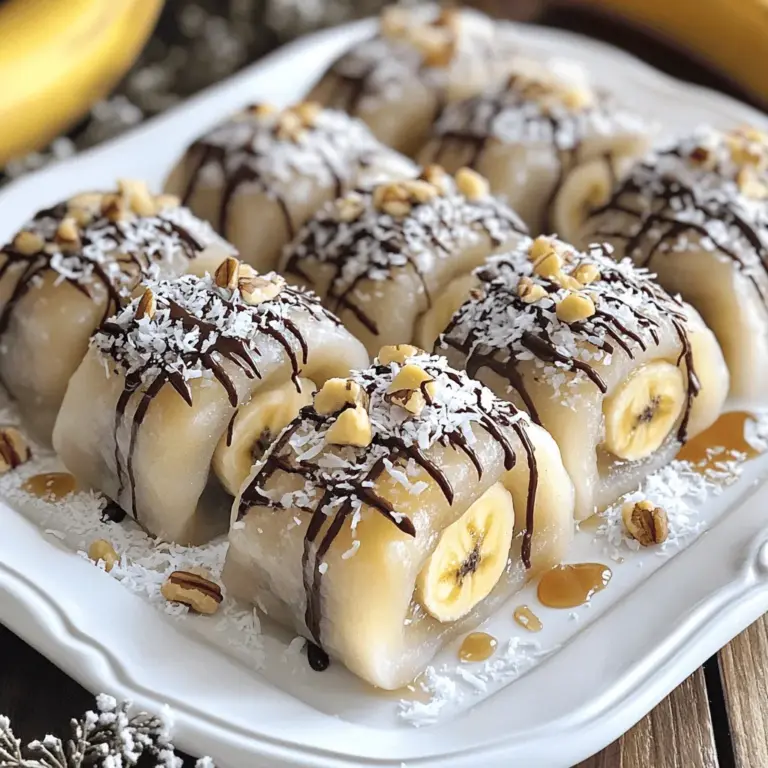 Für die Bananen-Mochi-Rollen brauchst du: - 1 Tasse Süßreis-Mehl (Mochi-Mehl) - 1/4 Tasse Zucker - 1/2 Tasse Wasser - 1/4 Teelöffel Salz - 2 reife Bananen, in Scheiben geschnitten - 1/4 Tasse ungesüßte, geraspelte Kokosnuss - 1/4 Tasse gehackte Nüsse (z.B. Mandeln oder Walnüsse) - Maisstärke oder Kartoffelstärke (zum Bestäuben) - Schokoladensirup oder Honig (zum Beträufeln) Du kannst die Bananen-Mochi-Rollen ganz einfach anpassen. Hier sind einige Ideen: - Verwende Erdbeeren oder Mangos statt Bananen. - Füge etwas Matcha-Pulver für einen grünen Tee-Geschmack hinzu. - Nutze Schokoladenstückchen für eine süßere Note. Süßreis-Mehl ist ein wichtiger Bestandteil. Es gibt den Mochi seine einzigartige Konsistenz. Das Mehl wird aus Klebreis gemahlen und ist glutenfrei. Es macht den Mochi weich und klebrig. Du kannst es in Asialäden oder online finden. Die Verwendung von frischen Früchten macht das Rezept besonders lecker. Bananen bringen eine natürliche Süße. Die geraspelte Kokosnuss gibt einen knusprigen Biss. Nüsse fügen einen schönen Crunch hinzu. Das Bestäuben mit Stärke verhindert, dass der Teig klebt. Es ist wichtig, damit die Rollen gut zu formen sind. Wenn du diese Zutaten kombinierst, wird dein Gericht ein Hit! Für die vollständige Zubereitung schaue dir das Full Recipe an. Zuerst nehme ich eine mikrowellengeeignete Schüssel. Ich füge das Süßreis-Mehl, Zucker und Salz hinzu. Dann mische ich alles gut. Nach der Mischung gebe ich nach und nach Wasser dazu. Dabei rühre ich ständig, bis der Teig glatt ist. Ich decke die Schüssel locker mit Frischhaltefolie ab. Nun kommt die Schüssel für eine Minute in die Mikrowelle. Nach dieser Zeit rühre ich die Mischung gut um. Dann erhitze ich sie für weitere 1-2 Minuten. Der Teig sollte klebrig und leicht durchscheinend sein. Nach dem Garen nehme ich die Mochi-Mischung auf eine saubere Fläche. Ich bestäube die Fläche mit Maisstärke oder Kartoffelstärke. Dann lasse ich den Teig einige Minuten abkühlen. Er muss sicher zu handhaben sein. Jetzt knete ich den Mochi-Teig für etwa eine Minute. Danach rolle ich ihn zu einem Rechteck von etwa 0,5 cm Dicke aus. Ich schneide den Teig in lange Streifen, die etwa 10 cm breit sind. Dann lege ich auf eine Kante jedes Streifens die Bananenscheiben. Ich bestreue sie mit geraspelter Kokosnuss und gehackten Nüssen. Jetzt rolle ich den Mochi-Teig vorsichtig über die Füllung. Sobald ich alle Rollen vorbereitet habe, schneide ich sie in mundgerechte Stücke. Vor dem Servieren beträufel ich die Bananen-Mochi-Rollen mit Schokoladensirup oder Honig. Für die Präsentation lege ich die Rollen auf eine Servierplatte. Ich bestäube sie leicht mit geraspelter Kokosnuss. Eine kleine Schüssel mit Schokoladensirup oder Honig stelle ich zum Dippen auf den Tisch. So sieht es nicht nur schön aus, sondern schmeckt auch toll! Einer der häufigsten Fehler ist, das Wasser zu schnell hinzuzufügen. Füge es schrittweise hinzu, um Klümpchen zu vermeiden. Ein weiterer Fehler ist, die Mikrowelle zu überhitzen. Überprüfe die Mischung nach einer Minute. Wenn sie nicht durchscheinend ist, erhitze sie weiter. Die perfekte Konsistenz ist weich und leicht klebrig. Knete den Teig gut, um Luft einzuschließen. Wenn der Teig zu klebrig ist, bestäube ihn leicht mit Maisstärke oder Kartoffelstärke. Vermeide es, zu viel Stärke zu verwenden, da das Mochi dann trocken wird. Für die traditionelle Methode wird Mochi oft mit einem Mörser und Stößel gemacht. Das gibt dem Teig eine andere Textur. Du kannst auch einen Reiskocher verwenden, um den Reis zu garen, bevor du ihn zermahlst. Halte dich an die Grundzutaten, um den echten Mochi-Geschmack zu bewahren. Diese Tipps helfen dir, leckere Bananen-Mochi-Rollen zu machen. Du kannst die [Full Recipe] nutzen, um die Schritte genau zu befolgen. {{image_4}} Du kannst die Bananen in den Mochi-Rollen leicht ersetzen. Erdbeeren bieten einen süßen, frischen Geschmack. Mango bringt tropische Noten und eine saftige Textur. Beide Früchte passen gut zu der weichen Mochi-Hülle. Schneide die Früchte in dünne Scheiben, um sie leicht einzurollen. Experimentiere mit deinen Lieblingsfrüchten für neue Geschmäcker. Mochi kann auch in verschiedenen Geschmacksrichtungen zubereitet werden. Matcha-Pulver gibt ihm einen erdigen, grünen Tee-Geschmack. Schokolade macht die Rollen süßer und schokoladiger. Mische einen Esslöffel Matcha oder Kakaopulver in den Teig. So kannst du die klassischen Mochi-Rollen neu gestalten. Probiere verschiedene Kombinationen für Spaß beim Essen. Wenn du glutenfrei essen möchtest, benutze einfach glutenfreies Süßreis-Mehl. Das ist eine tolle Option für viele Menschen. Für vegane Mochi-Rollen kannst du den Zucker durch Kokoszucker ersetzen. So bleibt das Rezept pflanzlich. Diese diätetischen Anpassungen sorgen dafür, dass jeder die Bananen-Mochi-Rollen genießen kann. Jeder kann mit diesen einfachen Änderungen leckere Rolls zubereiten. Bananen-Mochi-Rollen bleiben am besten im Kühlschrank. Bewahre sie in einem luftdichten Behälter auf. Das verhindert, dass sie austrocknen. Vermeide direkte Sonne oder Hitzequellen, da dies die Textur verändert. Die Bananen-Mochi-Rollen sind etwa 2 bis 3 Tage haltbar. Nach dieser Zeit können sie zäh und ungenießbar werden. Achte darauf, sie vor dem Verzehr zu überprüfen. Wenn sie unangenehm riechen, entsorge sie sofort. Um die Bananen-Mochi-Rollen wieder aufzuheizen, nutze die Mikrowelle. Erhitze sie für 10 bis 15 Sekunden. Dies macht sie weich und lecker. Vermeide es, sie zu lange zu erhitzen, da sie sonst hart werden. Du kannst auch einen Dampfgarer verwenden, um die Feuchtigkeit zu bewahren. Bananen-Mochi-Rollen sind leckere Snacks aus klebrigem Mochi-Teig. Ich mache sie aus Süßreis-Mehl, Zucker, Wasser und Salz. Diese Sorgen für die Basis. Ich fülle die Rollen mit reifen Bananen, Kokosnuss und Nüssen. Das sorgt für einen tollen Geschmack. Die Mischung aus süß und herzhaft macht sie besonders. Du kannst sie warm oder kalt genießen. Ja, du kannst die Bananen-Mochi-Rollen im Voraus machen. Das ist sehr praktisch! Bereite die Rollen einfach bis zum Schneiden vor. Lege sie dann in den Kühlschrank. So bleiben sie frisch und lecker. Vor dem Servieren schneide sie in Stücke. Das macht die Zubereitung schnell und einfach. Es gibt viele Wege, die Bananen-Mochi-Rollen gesünder zu gestalten. Hier sind einige Ideen: - Verwende weniger Zucker oder ersetze ihn durch Honig. - Nutze Vollkornmehl anstelle von Süßreis-Mehl. - Füge mehr Gemüse oder Samen zur Füllung hinzu. - Probiere verschiedene Früchte wie Erdbeeren oder Mangos. Diese Tipps machen das Rezept nahrhafter und leckerer. Die Bananen-Mochi-Rollen sind ein einfacher Genuss. Wir haben die Zutaten besprochen, um das Beste aus deinem Mochi herauszuholen. Mit Tipps und Tricks kannst du häufige Fehler vermeiden. Variationen mit Früchten und Geschmäckern machen dein Mochi besonders. Denke an die Lagerung, damit deine Rollen frisch bleiben. Erkunde neue Möglichkeiten und genieße dein köstliches Mochi!
