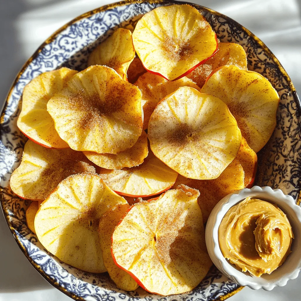 Um leckere gebackene Apfelchips zu machen, brauchst du ein paar einfache Zutaten. Hier sind sie: - 2 große Äpfel (Honeycrisp oder Fuji eignen sich hervorragend) - 1 Teelöffel gemahlener Zimt - 1 Esslöffel Kokosnusszucker (oder Kristallzucker) - Eine Prise Salz Diese Zutaten sind leicht zu finden. Du kannst die Äpfel im Supermarkt oder auf dem Markt kaufen. Die Wahl der Äpfel macht einen großen Unterschied. Ich empfehle Honeycrisp oder Fuji. Diese Sorten haben einen süßen Geschmack und sind knackig. Du kannst auch Granny Smith verwenden, wenn du es lieber sauer magst. Jede Apfelsorte bringt ihren eigenen Charakter mit. Wenn du Zucker vermeiden möchtest, gibt es tolle Alternativen. Du kannst Honig oder Agavendicksaft verwenden. Für Gewürze probiere Muskatnuss oder Ingwer aus. Diese geben den Chips eine interessante Note. Experimentiere und finde deinen Lieblingsmix! Für die vollständige Rezeptanleitung schau dir bitte das Rezept an. Zuerst wähle die Äpfel aus. Ich empfehle Honeycrisp oder Fuji. Diese Sorten sind süß und knackig. Wasche die Äpfel gut unter fließendem Wasser. Trockne sie mit einem Handtuch ab. Du kannst die Kerne entfernen oder sie einfach im Apfel lassen. Verwende einen Mandoline-Schneider oder ein scharfes Messer. Schneide die Äpfel in dünne Scheiben, etwa 1/8 Zoll dick. Dünne Scheiben werden knuspriger. Für die Gewürzmischung brauchst du nur drei Zutaten. Mische einen Teelöffel gemahlenen Zimt, einen Esslöffel Kokosnusszucker und eine Prise Salz in einer kleinen Schüssel. Rühre die Mischung gut um. So hat jede Apfelscheibe den perfekten Geschmack. Du kannst den Zimt nach deinem Geschmack anpassen. Mehr Zimt macht es schmackhafter. Heize deinen Ofen auf 225°F (107°C) vor. Lege zwei Backbleche mit Backpapier aus. Arrangiere die Apfelscheiben in einer einzigen Schicht auf den Backblechen. Achte darauf, dass sich die Scheiben nicht überlappen. Streue die Zimt-Zucker-Mischung gleichmäßig über die Scheiben. Backe die Apfelchips für eine Stunde. Wende die Chips dann und backe sie weitere 1 bis 1,5 Stunden. Achte darauf, dass sie nicht verbrennen. Lass die Chips nach dem Backen auf den Blechen auskühlen. So werden sie noch knuspriger. Ein häufiger Fehler ist, die Äpfel nicht gleichmäßig zu schneiden. Wenn die Scheiben unterschiedlich dick sind, backen sie ungleichmäßig. Dies führt dazu, dass einige Chips weich bleiben, während andere verbrennen. Achte darauf, dass die Scheiben etwa 1/8 Zoll dick sind. Ein weiterer Fehler ist, die Apfelscheiben zu dicht auf das Backblech zu legen. Wenn sie sich überlappen, bekommen sie nicht genug Luft. Das verhindert, dass sie knusprig werden. Lege sie in einer einzigen Schicht auf das Blech. Die ideale Temperatur für das Backen von Apfelchips liegt bei 225°F (107°C). Diese niedrige Temperatur hilft, die Feuchtigkeit langsam zu entziehen. Backe die Chips zuerst für eine Stunde. Dann drehst du sie um und backst sie weiter für 1 bis 1,5 Stunden. Behalte sie im Auge, um ein Verbrennen zu vermeiden. Um die perfekte Knusprigkeit zu erreichen, lasse die Chips nach dem Backen vollständig abkühlen. Während dieser Zeit werden sie noch knuspriger. Achte darauf, die Chips nicht zu früh aus dem Ofen zu nehmen. Wenn sie noch weich sind, brauchen sie mehr Zeit. Wenn du die Chips lagerst, achte darauf, dass sie in einem luftdichten Behälter sind. So bleiben sie frisch und knusprig. Für das beste Ergebnis folge der [Full Recipe]. {{image_4}} Zusätzlich zu Zimt können Sie andere Gewürze ausprobieren. Muskatnuss gibt einen warmen, süßen Geschmack. Ingwer bringt eine scharfe Note. Probieren Sie auch Vanillepulver für eine süße Note. Experimentieren Sie mit diesen Gewürzen, um Ihre eigene Mischung zu finden. Apfelchips sind köstlich, aber Sie können auch andere Früchte verwenden. Birnen eignen sich gut für eine süße Variante. Ananas bringt einen tropischen Geschmack. Mango verleiht einen fruchtigen Twist. Schneiden Sie die Früchte dünn, genau wie die Äpfel. Mischen Sie verschiedene Früchte für eine bunte Snack-Mischung. Kokosnusszucker ist toll, aber es gibt viele Alternativen. Honig oder Ahornsirup können Sie verwenden, wenn Sie es süßer mögen. Stevia oder Erythrit sind kalorienarm und gut für Diäten. Achten Sie darauf, die Menge anzupassen, da einige Süßstoffe stärker sind. Finden Sie die beste Süße für Ihren Geschmack. Um Apfelchips frisch zu halten, lagere sie in einem luftdichten Behälter. Ich empfehle, einen Glasbehälter oder eine Plastiktüte mit Reißverschluss zu verwenden. Achte darauf, dass sie vollständig abgekühlt sind, bevor du sie verpackst. Dies verhindert Feuchtigkeit. Selbstgemachte Apfelchips halten sich in der Regel bis zu zwei Wochen. Sie bleiben am besten, wenn du sie kühl und trocken lagerst. Verwende sie schnell, um den besten Geschmack zu genießen. Wenn du sie länger aufbewahren möchtest, kannst du sie auch einfrieren. Für maximale Frische lagere die Chips an einem dunklen Ort. Vermeide direkte Sonneneinstrahlung, da dies die Chips weich machen kann. Wenn du die Apfelchips wirklich knackig halten möchtest, füge ein kleines Stück Brot in den Behälter hinzu. Dies hilft, die Feuchtigkeit zu regulieren. Für eine genaue Anleitung, wie du diese leckeren Snacks zubereitest, schau dir das Full Recipe an. Um die besten gebackenen Apfelchips zu machen, wähle frische Äpfel. Honeycrisp oder Fuji sind ideal. Schneide die Äpfel in dünne Scheiben. Achte darauf, dass sie gleichmäßig sind. Eine Dicke von etwa 1/8 Zoll funktioniert gut. Mische Zimt, Kokosnusszucker und Salz in einer Schüssel. Streue die Mischung gleichmäßig über die Apfelscheiben. Backe die Chips bei 225°F (107°C). Drehe die Scheiben nach einer Stunde um. Backe sie weitere 1 bis 1,5 Stunden. Lass sie nach dem Backen auskühlen, um die Knusprigkeit zu erhalten. Für die vollständige Anleitung kannst du das Rezept [Full Recipe] anschauen. Ja, Apfelchips sind meist gesünder als Kartoffelchips. Sie enthalten weniger Fett und mehr Ballaststoffe. Äpfel sind reich an Vitaminen und Antioxidantien. Sie helfen, das Immunsystem zu stärken. Kartoffelchips sind oft stark verarbeitet und enthalten viele Kalorien. Außerdem gibt es in Apfelchips keinen Zuckerzusatz, wenn du sie selbst machst. So kannst du die Zutaten kontrollieren und gesünder essen. Du kannst kommerziell hergestellte Apfelchips in vielen Geschäften finden. Supermärkte und Bio-Läden führen oft verschiedene Marken. Achte auf die Zutatenliste. Wähle Marken, die keine Zusatzstoffe verwenden. Online-Shops bieten auch eine große Auswahl. Dort findest du auch spezielle Geschmäcker und Marken, die du vielleicht nicht im Laden findest. Gebackene Apfelchips sind einfach und lecker. Wir haben uns die Zutaten, die Zubereitung und nützliche Tipps angesehen. Die richtigen Äpfel und Gewürze machen einen großen Unterschied. Achten Sie auch auf die Backzeit und Temperatur. Experimentieren Sie mit verschiedenen Geschmäckern und bewahren Sie Ihre Chips richtig auf. Mit diesen Tipps gelingt es Ihnen, köstliche und gesunde Snacks zu machen. Genießen Sie Ihre selbstgemachten Apfelchips!