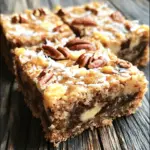 Für die leckeren Knock You Naked Bars brauchst du folgende Zutaten: - 1 Tasse ungesalzene Butter, geschmolzen - 1 Tasse brauner Zucker, fest gepackt - 1 Tasse Kristallzucker - 4 große Eier - 2 Teelöffel Vanilleextrakt - 2 Tassen Weizenmehl - 1 Tasse Haferflocken (altmodisch) - 1 Teelöffel Backpulver - ½ Teelöffel Natron - ½ Teelöffel Salz - 1 Tasse halbsüße Schokoladenstückchen - 1 Tasse Kokosraspeln - 1 Tasse gehackte Pekannüsse oder Walnüsse (optional) Diese Zutaten sind einfach zu finden und machen das Rezept besonders lecker. Es gibt einige Ersatzstoffe, die du verwenden kannst: - Statt ungesalzener Butter kannst du Kokosöl nehmen. - Verwende Erdnussbutter anstelle der normalen Butter für einen nussigen Geschmack. - Du kannst auch Honig oder Ahornsirup anstelle von Kristallzucker verwenden. - Für eine glutenfreie Variante nutze glutenfreies Mehl und Hafer. Diese Alternativen sind perfekt, wenn du spezielle Diäten oder Vorlieben hast. Eine Portion (1 Riegel) enthält etwa: - Kalorien: 200-250 - Fett: 10-15 g - Kohlenhydrate: 30-35 g - Protein: 3-4 g Die Nährwerte können leicht variieren, je nach verwendeten Zutaten. Diese Bars sind ein süßer Snack, also genieße sie in Maßen. Um perfekte Knock You Naked Bars zu machen, folge diesen Schritten genau. Zuerst heize deinen Ofen auf 175°C vor. Fette eine Backform von 23x33 cm ein oder lege sie mit Backpapier aus. In einer großen Schüssel vermischst du geschmolzene Butter, braunen Zucker und Kristallzucker. Schlage diese Mischung glatt. Füge dann die Eier einzeln hinzu und rühre gut um. Gib den Vanilleextrakt dazu und rühre weiter. In einer anderen Schüssel vermenge Weizenmehl, Haferflocken, Backpulver, Natron und Salz. Mische die trockenen Zutaten nach und nach mit der feuchten Mischung. Rühre gut, bis alles vereint ist. Jetzt ist es Zeit für die Schokoladenstückchen, Kokosraspeln und Nüsse. Hebe sie vorsichtig unter den Teig. Gieße den Teig in die Backform und streiche ihn gleichmäßig. Backe die Mischung 25-30 Minuten. Die Ränder sollten goldbraun sein und ein Zahnstocher muss mit feuchten Krümeln herauskommen. Lass die Riegel 10 Minuten in der Form abkühlen. Hebe sie dann vorsichtig heraus und lasse sie auf einem Kuchengitter vollständig abkühlen. Um den perfekten Teig für deine Knock You Naked Bars zu bekommen, achte auf die Butter. Sie sollte gut geschmolzen sein, aber nicht zu heiß. Das sorgt für eine cremige Textur. Wenn du die Eier hinzufügst, schlage sie einzeln gut durch. Dies hilft, die Luft zu integrieren. Mische die trockenen Zutaten nicht zu lange, um einen zähen Teig zu vermeiden. Vermeide es, die Schokoladenstückchen und andere Zutaten zu stark zu verrühren. Sie sollten gleichmäßig verteilt sein, aber nicht zerdrückt werden. Der Teig sollte leicht und fluffig wirken, bevor du ihn in die Form gibst. Die Backzeit für deine Knock You Naked Bars beträgt 25-30 Minuten bei 175°C. Überprüfe die Riegel nach 25 Minuten. Die Ränder sollten goldbraun sein und die Mitte leicht fest. Ein Zahnstocher muss feuchte Krümel zeigen, aber kein nassen Teig. Wenn du die Riegel zu lange backst, werden sie trocken. Lass die Riegel nach dem Backen 10 Minuten in der Form abkühlen. Das macht das Herausnehmen einfacher. Nach dem Abkühlen auf dem Kuchengitter, schneide die Riegel in Stücke. Diese Bars sind eine köstliche, schnelle Leckerei, die jeder liebt. Beim Backen von Knock You Naked Bars gibt es einige häufige Fehler. Hier sind die wichtigsten Punkte: - Nicht genug rühren: Achte darauf, die Butter und die Zucker gut zu vermengen. Eine glatte Mischung sorgt für die richtige Textur. - Eier zu schnell hinzufügen: Gib die Eier einzeln dazu. Rühre gut nach jeder Zugabe. So bleibt der Teig gleichmäßig. - Falsche Backzeit: Achte auf die Backzeit. Zu langes Backen macht die Riegel trocken. Sie sollten goldbraun sein und feuchte Krümel zeigen. Um die Knock You Naked Bars frisch zu halten, befolge diese Tipps: - Luftdicht verpacken: Verwende einen luftdichten Behälter. So bleiben die Riegel weich. - Kühl lagern: Lagere die Riegel im Kühlschrank, wenn du sie länger aufbewahren möchtest. Das hält sie frisch. - Im Gefrierfach: Du kannst die Riegel auch einfrieren. Wickel sie einzeln in Frischhaltefolie. So bleiben sie bis zu drei Monate frisch. Das Servieren dieser Riegel kann einfach und schön sein. Hier sind ein paar Ideen: - Einfach auf einem Teller: Schneide die Riegel in gleichmäßige Stücke. Lege sie auf einen schönen Teller. - Mit Meersalz bestreuen: Eine Prise Meersalz hebt die Süße und den Geschmack hervor. Das macht sie besonders lecker. - Für besondere Anlässe: Serviere die Riegel mit Kaffee oder Tee. Sie passen perfekt zu einem gemütlichen Moment. Diese Tipps helfen dir, das Beste aus deinen Knock You Naked Bars herauszuholen. Du kannst die Riegel einfach zubereiten und genießen! {{image_4}} Schokolade ist der Star in Knock You Naked Bars. Du kannst verschiedene Schokoladensorten nutzen. Dunkle Schokolade bringt einen reichen Geschmack. Weiße Schokolade macht die Riegel süßer. Misch die Schokoladenstücke für einen tollen Effekt. So wird jede Biss eine Überraschung. Füge Trockenfrüchte wie Rosinen oder Cranberries hinzu. Diese geben einen fruchtigen Geschmack. Nüsse wie Mandeln oder Cashews sorgen für Crunch. Probiere auch Kokosnussflocken für ein zusätzliches Aroma. Die Mischung macht jede Variante spannend und lecker. Du kannst die Riegel vegan und glutenfrei machen. Verwende pflanzliche Butter und Erbsenprotein anstelle von Eiern. Ersetze Weizenmehl mit Mandel- oder Kokosmehl. Diese Alternativen sorgen für einen anderen, aber leckeren Geschmack. So genießen alle die Riegel, egal welche Diät sie haben. Um Knock You Naked Bars frisch zu halten, lagere sie in einem luftdichten Behälter. Verwende einen Behälter, der die Riegel nicht zerdrückt. Wenn du mehrere Riegel stapelst, lege ein Stück Backpapier dazwischen. So bleiben die Riegel schön und weich. Die Riegel bleiben bei Zimmertemperatur etwa eine Woche frisch. Wenn du sie länger aufbewahren möchtest, kannst du sie einfrieren. Wickele jeden Riegel in Frischhaltefolie und lege sie in einen Gefrierbeutel. Im Gefrierfach halten sie bis zu drei Monate. Zum Auftauen lasse sie einfach bei Zimmertemperatur liegen. Achte auf Veränderungen im Geruch oder Aussehen. Wenn die Riegel trocken oder bröselig werden, sind sie nicht mehr frisch. Auch Schimmel ist ein klares Zeichen, dass du sie nicht mehr essen solltest. Wenn die Riegel seltsam schmecken, wirf sie weg. Sicherheit geht vor! Du kannst die Süße ganz einfach anpassen. Wenn du einen weniger süßen Riegel willst, verringere den Kristallzucker. Du kannst auch die Menge an braunem Zucker reduzieren. Wenn du es süßer magst, füge mehr Schokoladenstückchen hinzu. Experimentiere und finde deine perfekte Mischung. Ja, du kannst die Riegel im Voraus machen. Bereite sie einfach einen Tag vorher zu und lass sie abkühlen. Decke sie gut ab, damit sie frisch bleiben. Wenn du sie länger aufbewahren willst, kannst du sie auch einfrieren. So hast du immer einen leckeren Snack bereit. Knock You Naked Bars sind oft nicht im Handel erhältlich. Du musst sie meist selbst machen. Du findest jedoch einige ähnliche Riegel in Geschäften oder online. Achte darauf, nach den Zutaten zu schauen, um sicherzustellen, dass sie zu deinem Geschmack passen. Wenn du das Rezept befolgst, hast du die besten Riegel zu Hause! Du kannst das vollständige Rezept [hier](#) finden. Die Knock You Naked Bars sind einfach zuzubereiten und lecker. Wir haben die besten Zutaten, eine einfache Schritt-für-Schritt-Anleitung, nützliche Tipps und Varianten behandelt. Du kannst die Riegel nach deinem Geschmack anpassen und gut lagern. Achte auf die Haltbarkeit, um die Frische zu bewahren. Mit diesen Tipps machst du tolle Riegel, die sicher allen gefallen. Probiere verschiedene Variationen aus und finde deinen Lieblingsgeschmack!