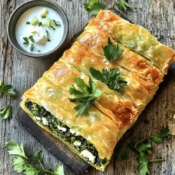 Um einen leckeren türkischen Börek mit Spinat und Käse zuzubereiten, benötigst du folgende Hauptzutaten: - 1 Packung Phyllo-Teig (ungefähr 20 Blätter) - 2 Tassen frischer Spinat, gewaschen und grob gehackt - 1 Tasse Feta-Käse, zerbröckelt - 1 Tasse Ricotta-Käse - 1/2 Tasse geriebener Mozzarella-Käse - 1 mittlere Zwiebel, fein gehackt - 2 Esslöffel Olivenöl - 1 Teelöffel gemahlener schwarzer Pfeffer - 1/2 Teelöffel rote Pfefferflocken (optional) - Salz nach Geschmack - 1 Ei, verquirlt (für die Eier-Mischung) Diese Zutaten bringen Geschmack und Textur in dein Gericht. Der Spinat sorgt für Frische, während der Käse die Füllung cremig macht. Einige nützliche Werkzeuge können dir bei der Zubereitung helfen: - Eine große Pfanne zum Anbraten - Eine Rührschüssel für die Füllung - Ein Backblech mit Backpapier - Ein Pinsel zum Bestreichen des Teigs Dieses Zubehör macht die Arbeit leichter und schneller. Um die besten Zutaten auszuwählen, beachte diese Tipps: - Wähle frischen Spinat. Er sollte knackig und grün sein. - Achte auf hochwertigen Feta und Ricotta. Diese Käse bringen den besten Geschmack. - Verwende frischen Phyllo-Teig. Er sollte nicht brüchig oder trocken sein. - Kaufe Olivenöl von guter Qualität. Es verbessert den Geschmack der Börek. Frische und Qualität der Zutaten machen einen großen Unterschied in deinem Gericht. Probier es aus und genieße den Unterschied! Du findest die komplette Anleitung in der [Full Recipe]. Heize den Ofen auf 190 °C vor. Das ist die perfekte Temperatur für knusprige Börek. Nimm eine große Pfanne und gib das Olivenöl hinein. Erhitze es bei mittlerer Hitze. Füge die fein gehackte Zwiebel hinzu. Brate sie etwa 5 Minuten, bis sie glasig ist. Dann kommt der frische Spinat dazu. Brate ihn, bis er zusammengefallen ist. Das gibt einen tollen Geschmack. Nimm die Pfanne vom Herd und lass die Mischung kurz abkühlen. In einer großen Schüssel vermischst du die Spinat-Zwiebel-Mischung mit Feta, Ricotta und Mozzarella. Gib auch den gemahlenen schwarzen Pfeffer und die roten Pfefferflocken dazu, falls du etwas Schärfe magst. Ein bisschen Salz macht die Füllung perfekt. Rühre alles gut um, bis es gleichmäßig verteilt ist. So bekommst du eine cremige und schmackhafte Füllung. Lege ein Blatt Phyllo-Teig auf eine saubere Arbeitsfläche. Bestreiche es leicht mit Olivenöl. Lege ein weiteres Blatt darauf und bestreiche es erneut. Wiederhole das mit 3 bis 4 Blättern. Jetzt kommt die Füllung ins Spiel. Platziere eine Linie der Spinat-Käse-Füllung an einer Kante des Teigs. Lass an den Seiten etwas Platz. Rolle den Teig über die Füllung, um eine enge Rolle zu bilden. Lege die Rolle mit der Naht nach unten auf ein Backblech. Wiederhole diesen Vorgang mit dem restlichen Teig und der Füllung. Bestreiche die Oberseite der Börek mit dem verquirlten Ei. So werden sie schön goldbraun. Schiebe das Backblech in den Ofen. Backe die Börek 25-30 Minuten, bis sie knusprig sind. Für das komplette Rezept kannst du die [Full Recipe] ansehen. Um den perfekten Börek zu machen, ist die richtige Technik wichtig. Hier sind einige Tipps, die ich aus meiner Erfahrung gesammelt habe: - Phyllo-Teig: Achte darauf, den Teig frisch zu verwenden. Wenn er trocken ist, wird er brüchig. - Öl verwenden: Bestreiche jedes Blatt mit Olivenöl. Das sorgt für eine knusprige Textur. - Füllung: Achte darauf, die Füllung nicht zu überladen. Zu viel Füllung lässt den Teig reißen. Viele machen Fehler, die leicht zu vermeiden sind. Hier sind einige häufige Probleme und Lösungen: - Teig bricht: Das passiert oft, wenn der Teig zu trocken ist. Decke ihn immer mit einem feuchten Tuch ab. - Füllung ist wässrig: Lass den Spinat nach dem Abbraten gut abtropfen. Zu viel Feuchtigkeit macht den Börek matschig. - Nicht genug Backzeit: Achte darauf, dass der Börek goldbraun ist. Wenn er blass bleibt, ist er nicht knusprig genug. Du kannst die Füllung anpassen, um neue Geschmäcker zu entdecken. Hier sind einige Ideen: - Fleischfüllung: Füge gebratenes Hackfleisch hinzu. Das gibt dem Börek einen herzhaften Geschmack. - Gemüse: Probiere andere Gemüsesorten wie Lauch oder Pilze. Sie passen gut zum Spinat. - Käsemischungen: Kombiniere verschiedene Käsesorten wie Ziegenkäse oder Parmesan für mehr Tiefe. Für das Backen kannst du auch verschiedene Formen ausprobieren. Dreiecke, Rollen oder sogar Runden sind möglich. Jede Form hat ihren eigenen Charme. Hier ist die [Full Recipe], um die Schritte zu entdecken! {{image_4}} Börek ist sehr vielseitig. Du kannst die Füllung leicht ändern. Für eine herzhaftere Variante probiere Hackfleisch oder Lamm. Auch Hühnchen ist eine gute Wahl. Wenn du etwas Süßes möchtest, versuche eine Füllung aus Äpfeln und Zimt. Diese Optionen bringen neue Geschmäcker in das Gericht. Für eine vegetarische Füllung sind viele Möglichkeiten verfügbar. Du kannst zum Beispiel Pilze, Zucchini oder Paprika verwenden. Diese Zutaten geben Geschmack und Textur. Für eine vegane Variante lasse die Milchprodukte weg. Nüsse und Tofu können eine gute Proteinquelle sein. So bleibt der Börek lecker und gesund. Die richtigen Gewürze machen einen großen Unterschied. Ich empfehle Kreuzkümmel und frischen Dill. Diese geben dem Börek eine besondere Note. Auch Minze oder Petersilie sind toll. Du kannst die Gewürze nach deinem Geschmack anpassen. Experimentiere mit verschiedenen Kombinationen und finde deine Lieblingsmischung. Für die vollständige Rezeptanleitung schau dir den [Full Recipe] an. Wenn du Börek übrig hast, lagere ihn am besten in einem luftdichten Behälter. So bleibt er frisch. Du kannst ihn auch in Alufolie wickeln, um ihn vor der Luft zu schützen. Stelle sicher, dass er vollständig abgekühlt ist, bevor du ihn lagerst. So verhindert man, dass er matschig wird. Im Kühlschrank bleibt er bis zu drei Tage genießbar. Um Börek einzufrieren, lege ihn in eine Schicht von Backpapier. So kleben die Stücke nicht zusammen. Du kannst sie auch einzeln in Alufolie wickeln. So hast du immer die perfekte Portion bereit. Zum Auftauen lege den Börek über Nacht in den Kühlschrank. Wenn du ihn eilig hast, kannst du ihn auch bei Raumtemperatur auftauen. Um Börek wieder aufzuwärmen, nutze den Ofen für das beste Ergebnis. Heize den Ofen auf 180 Grad Celsius vor. Lege den Börek auf ein Backblech und backe ihn 10-15 Minuten. So wird er wieder knusprig. Du kannst auch eine Pfanne verwenden, um ihn auf mittlerer Hitze aufzuwärmen. Das gibt ihm eine schöne Kruste. Die Mikrowelle ist zwar schnell, macht ihn aber weich. Für das beste Geschmackserlebnis, wähle den Ofen oder die Pfanne. Es dauert etwa 25 bis 30 Minuten, um türkischen Börek zu backen. Der Ofen sollte auf 190 °C vorgeheizt sein. Die Börek sind fertig, wenn sie goldbraun und knusprig sind. In dieser Zeit entwickelt sich der köstliche Geschmack der Füllung. Achten Sie darauf, sie nicht zu lange zu backen, damit sie nicht austrocknen. Ja, du kannst türkischen Börek im Voraus zubereiten. Bereite die Füllung und den Teig wie in der Anleitung beschrieben vor. Du kannst die Börek dann für bis zu 24 Stunden im Kühlschrank lagern. Bedecke sie mit Frischhaltefolie, damit sie nicht austrocknen. Beim Backen musst du die Börek eventuell etwas länger im Ofen lassen, da sie kalt sind. Die besten Beilagen für Börek sind einfach und frisch. Du kannst Joghurt mit Knoblauch und Gurke servieren. Auch ein gemischter Salat passt gut dazu. Für einen besonderen Kick empfehle ich einen scharfen Paprika-Dip. Frische Kräuter wie Petersilie oder Dill bringen zusätzlichen Geschmack. Türkischer Börek ist ein köstliches Gericht, das einfach zuzubereiten ist. Wir haben die Hauptzutaten, die Schritt-für-Schritt-Anleitung und wertvolle Tipps besprochen. Das richtige Zubehör sowie kreative Füllungen machen den Unterschied. Du kannst sogar mit Aufbewahrungs- und Aufwärmmethoden angeben. Denke daran, häufige Fehler zu vermeiden, damit dein Börek perfekt gelingt. Experimentiere mit verschiedenen Füllungen und genieße jeden Bissen. Mit diesen Infos bist du bestens gerüstet, um die besten Börek zuzubereiten. Viel Spaß beim Kochen!