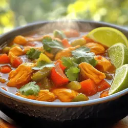 Für unsere einfache Hähnchen-Fajita-Suppe brauchst du frische und schmackhafte Zutaten. Hier sind die Hauptzutaten, die du benötigst: - 450 g Hähnchenbrustfilet, ohne Knochen und Haut, gewürfelt - 1 mittelgroße Zwiebel, in Scheiben geschnitten - 1 rote Paprika, in Streifen geschnitten - 1 grüne Paprika, in Streifen geschnitten - 2 Zehen Knoblauch, fein gehackt - 750 ml Hühnerbrühe - 1 Dose (400 g) gewürfelte Tomaten (mit Saft) - 1 Dose (425 g) schwarze Bohnen, abgetropft und abgespült Diese Zutaten bringen viel Geschmack in die Suppe. Das Hähnchen sorgt für Protein, während das Gemüse die Suppe bunt und gesund macht. Die Gewürze machen die Hähnchen-Fajita-Suppe besonders lecker. Hier sind die Gewürze, die du verwenden solltest: - 1 Esslöffel Chilipulver - 1 Teelöffel Kreuzkümmel - 1 Teelöffel geräuchertes Paprikapulver - ½ Teelöffel Cayennepfeffer (optional, für Schärfe) - Salz und Pfeffer nach Geschmack - 2 Esslöffel Olivenöl Diese Gewürze verleihen der Suppe einen tollen Geschmack und ein wenig Würze. Du kannst die Menge der Gewürze anpassen, je nach deinem Geschmack. Garnierungen machen das Essen schöner und geben zusätzlichen Geschmack. Hier sind einige Vorschläge: - Frischer Koriander zum Garnieren - Limettenschnitze zum Servieren Die Garnierungen bringen Frische und Farbe in die Suppe. Ein Spritzer Limette kann den Geschmack stark verbessern. Wenn du gerne experimentierst, kannst du auch andere Kräuter verwenden. Für mehr Details und die vollständige Zubereitung, schau dir das [Full Recipe] an. Zuerst nehmen wir das Hähnchenbrustfilet. Schneiden Sie es in kleine Würfel. Das macht das Kochen schneller und einfacher. Erhitzen Sie das Olivenöl in einem großen Topf. Fügen Sie die Hähnchenwürfel hinzu. Braten Sie sie etwa 5-7 Minuten lang an. Sie sollten goldbraun und durchgegart sein. Nehmen Sie das Hähnchen dann aus dem Topf und legen Sie es beiseite. Im selben Topf braten wir nun die Zwiebel an. Schneiden Sie sie in dünne Scheiben. Fügen Sie auch die roten und grünen Paprikastreifen hinzu. Braten Sie das Gemüse für 4-5 Minuten. Es soll weich werden, aber noch Farbe haben. Dann geben Sie den gehackten Knoblauch dazu. Rühren Sie ihn für eine weitere Minute unter. Der Duft wird frisch und aromatisch sein. Jetzt kommen die Hauptzutaten für die Suppe. Geben Sie das Hähnchen zurück in den Topf. Fügen Sie die Hühnerbrühe, die gewürfelten Tomaten und die schwarzen Bohnen hinzu. Dann kommt das Gewürzspiel. Streuen Sie Chilipulver, Kreuzkümmel, geräuchertes Paprikapulver, Salz und Pfeffer hinein. Rühren Sie alles gut um. Lassen Sie die Suppe aufkochen. Reduzieren Sie die Hitze und lassen Sie sie 15-20 Minuten köcheln. Dies gibt den Aromen Zeit, sich zu vermischen. Vor dem Servieren probieren Sie die Suppe. Passen Sie die Gewürze nach Geschmack an. Genießen Sie die Suppe heiß, garniert mit frischem Koriander und Limettenschnitzen. Diese einfache Hähnchen-Fajita-Suppe ist perfekt für jeden Tag. Für das vollständige Rezept schauen Sie sich die [Full Recipe] an. Um die Hähnchen-Fajita-Suppe perfekt zu würzen, beginne mit den Hauptgewürzen. Ich benutze Chilipulver, Kreuzkümmel und geräuchertes Paprikapulver. Diese Gewürze geben der Suppe Geschmack und Tiefe. Füge Cayennepfeffer hinzu, wenn du es schärfer magst. Probiere die Suppe während des Kochens. Das hilft dir, die Aromen richtig einzustellen. Die Vorbereitung der Zutaten macht Spaß und ist einfach. Schneide das Hähnchen in kleine Würfel. Dies hilft, das Fleisch gleichmäßig zu garen. Achte darauf, die Zwiebel und Paprika in dünne Streifen zu schneiden. So garen sie schnell und bleiben knackig. Hacke den Knoblauch fein, damit er gut in die Suppe einzieht. Serviere die Suppe in tiefen Schalen. Das macht das Essen einfacher und schöner. Garniere jede Portion mit frischem Koriander. Limettenschnitze daneben sind eine tolle Idee. Sie geben der Suppe einen frischen Geschmack. Tortilla-Chips sind auch ein Hit. Sie bringen einen knusprigen Biss. Für die vollständige Zubereitung schaue dir das Full Recipe an. {{image_4}} Um die Hähnchen-Fajita-Suppe vegetarisch zu machen, tauschen Sie das Hähnchen gegen Tofu oder Tempeh aus. Diese Optionen sind reich an Protein und passen gut zu den Aromen. Verwenden Sie das gleiche Rezept, aber fügen Sie mehr Gemüse hinzu. Zucchini, Mais und Karotten sind tolle Ergänzungen. Diese Version ist nicht nur lecker, sondern auch gesund. Möchten Sie den Geschmack verstärken? Fügen Sie schwarze Oliven oder Avocado hinzu. Diese Zutaten bringen eine cremige Textur und einen neuen Geschmack. Auch eine Handvoll Spinat oder Grünkohl macht die Suppe nahrhafter. Ein Spritzer Limettensaft kurz vor dem Servieren gibt der Suppe eine frische Note. Experimentieren Sie mit verschiedenen Zutaten, um Ihre perfekte Suppe zu finden. Für eine schärfere Variante können Sie mehr Cayennepfeffer hinzufügen. Alternativ probieren Sie frische Jalapeños oder Habaneros. Diese Chilis bringen nicht nur Schärfe, sondern auch Geschmack. Ein bisschen scharfe Salsa kann ebenfalls helfen. Achten Sie darauf, die Schärfe langsam zu steigern. So stellen Sie sicher, dass es für alle angenehm bleibt. Um die Hähnchen-Fajita-Suppe frisch zu halten, lassen Sie sie zuerst abkühlen. Füllen Sie die Suppe in luftdichte Behälter. Sie können die Suppe bis zu fünf Tage im Kühlschrank lagern. Wenn Sie die Suppe länger aufbewahren möchten, frieren Sie sie in portionsgerechten Behältern ein. So bleibt sie bis zu drei Monate frisch. Denken Sie daran, das Datum auf den Behältern zu notieren. Um die Suppe aufzuwärmen, gießen Sie sie in einen Topf. Erhitzen Sie die Suppe bei mittlerer Hitze. Rühren Sie gelegentlich um, damit sie gleichmäßig warm wird. Sie können auch die Mikrowelle nutzen. Geben Sie die Suppe in eine mikrowellengeeignete Schüssel und decken Sie die Schüssel ab. Erwärmen Sie die Suppe in Intervallen von zwei Minuten, bis sie heiß ist. Die Haltbarkeit der Hähnchen-Fajita-Suppe hängt von der Lagerung ab. Im Kühlschrank hält sie bis zu fünf Tage. Im Gefrierfach bleibt sie bis zu drei Monate gut. Achten Sie darauf, die Suppe vor dem Essen gut zu prüfen. Wenn sie seltsam riecht oder aussieht, werfen Sie sie weg. Sicherheit geht vor! Die Zubereitung dauert etwa 35 Minuten. Du brauchst 15 Minuten für die Vorbereitung und 20 Minuten zum Kochen. Diese Zeit macht die Suppe perfekt für einen schnellen Wochentagsabend. Du kannst die Schritte einfach folgen, und schon bald genießt du eine schmackhafte Suppe. Ja, du kannst das Rezept ganz leicht anpassen. Wenn du keine Bohnen magst, lass sie einfach weg. Du kannst auch extra Gemüse hinzufügen, wie Zucchini oder Mais. Dies macht die Suppe noch bunter und leckerer. Du kannst auch mehr Hähnchen oder andere Proteine benutzen, wenn du magst. Zu dieser Suppe passen viele Beilagen gut. Du kannst frisches Brot oder knusprige Tortilla-Chips servieren. Auch Avocado oder Guacamole sind tolle Ergänzungen. Frische Limettenschnitze bringen einen tollen Geschmack. Diese Beilagen machen das Essen noch besser und lustiger. Wenn du die Suppe mit Freunden teilst, wird es ein Hit! Für das komplette Rezept, sieh dir die [Full Recipe] an. Diese Hähnchen-Fajita-Suppe kombiniert frische Zutaten und würzige Aromen. Sie haben gelernt, wie man das Hähnchen vorbereitet und das Gemüse anbrät. Wir haben verschiedene Tipps gegeben, um die Suppe perfekt zu würzen. Auch Varianten wie die vegetarische Version wurden behandelt. Wenn Sie diese Suppe zubereiten, können Sie kreativ sein und Ihren Geschmack einbringen. Experimentieren Sie mit Gewürzen und Garnierungen. Die Möglichkeiten sind endlos! Diese Suppe wird sicher zu einem Favoriten in Ihrer Küche. Genießen Sie das Kochen!