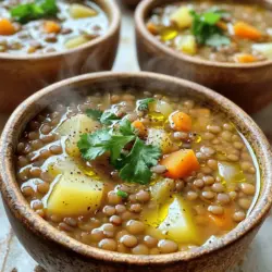 Die Basis für eine leckere arabische Linsensuppe sind frische und einfache Zutaten. Hier ist, was du brauchst: - 1 Tasse grüne oder braune Linsen, gründlich abgespült - 1 mittlere Zwiebel, fein gehackt - 3 Knoblauchzehen, zerdrückt - 2 mittelgroße Karotten, gewürfelt - 1 große Kartoffel, gewürfelt - 4 Tassen Gemüsebrühe - 2 Esslöffel Olivenöl - Saft von 1 Zitrone - Salz und Pfeffer nach Geschmack Diese Zutaten bilden die Grundlage für den tollen Geschmack der Suppe. Die Linsen sind nahrhaft und geben der Suppe eine schöne Textur. Die Gewürze machen das Rezept besonders. Hier sind die wichtigsten: - 1 ½ Teelöffel gemahlener Kreuzkümmel - 1 Teelöffel gemahlener Koriander - ½ Teelöffel geräuchertes Paprikapulver Kreuzkümmel verleiht der Suppe einen warmen, erdigen Geschmack. Koriander bringt einen frischen Hauch. Geräuchertes Paprikapulver gibt der Suppe ein tiefes Aroma. Diese Gewürze machen die Suppe zu einem echten Geschmackserlebnis. Frische Kräuter sind die Krönung für jede Suppe. Ich empfehle: - Frischer Koriander oder Petersilie zur Garnitur Diese Kräuter bringen Farbe und Frische auf den Tisch. Sie passen perfekt zu den Aromen der Suppe. Für Beilagen kannst du frisches Brot oder Fladenbrot servieren. Das macht das Essen noch besser. Wenn du mehr über die Zubereitung erfahren möchtest, schau dir das [Full Recipe] an. Um die arabische Linsensuppe zu machen, brauchst du frische Zutaten. Beginne mit der Auswahl deiner Linsen. Ich empfehle grüne oder braune Linsen. Diese sind nahrhaft und kochen gut. Hier ist eine einfache Liste der benötigten Zutaten: - 1 Tasse grüne oder braune Linsen, gründlich abgespült - 1 mittlere Zwiebel, fein gehackt - 3 Knoblauchzehen, zerdrückt - 2 mittelgroße Karotten, gewürfelt - 1 große Kartoffel, gewürfelt - 1 ½ Teelöffel gemahlener Kreuzkümmel - 1 Teelöffel gemahlener Koriander - ½ Teelöffel geräuchertes Paprikapulver - 4 Tassen Gemüsebrühe - 2 Esslöffel Olivenöl - Saft von 1 Zitrone - Salz und Pfeffer nach Geschmack - Frischer Koriander oder Petersilie zur Garnitur Sobald du alles hast, schneide das Gemüse klein. Das macht das Kochen schneller und einfacher. Jetzt beginnt der spannende Teil! Erhitze das Olivenöl in einem großen Topf. Füge die gehackte Zwiebel hinzu. Dünste sie fünf Minuten lang, bis sie glasig ist. Dann kommt der zerdrückte Knoblauch dazu. Dünste ihn nur eine weitere Minute, bis er gut riecht. Gib die gewürfelten Karotten und die Kartoffel in den Topf. Koche sie fünf Minuten lang, während du gelegentlich umrührst. Danach fügst du die Linsen, Kreuzkümmel, Koriander und Paprikapulver hinzu. Rühre gut um, damit sich die Gewürze gleichmäßig verteilen. Gieße die Gemüsebrühe in den Topf und bringe alles zum Kochen. Reduziere dann die Hitze auf niedrig. Decke den Topf ab und lasse die Suppe 25 bis 30 Minuten köcheln. Die Linsen und das Gemüse sollten zart sein. Willst du eine cremigere Suppe? Dann püriere einfach die Hälfte der Suppe mit einem Stabmixer. Gib sie dann zurück in den Topf. Alternativ kannst du die Suppe auch in einem Standmixer pürieren. Wenn du die Suppe servierst, achte darauf, sie heiß in Schalen zu füllen. Garniere jede Schale mit frischem Koriander oder Petersilie. Das gibt Farbe und Frische. Probiere das Rezept aus dem Abschnitt Full Recipe, um ein tolles Ergebnis zu erzielen. Beim Kochen der arabischen Linsensuppe gibt es einige häufige Fehler. Ein Fehler ist, die Linsen nicht gut abzuspülen. Schmutzige Linsen können den Geschmack der Suppe beeinträchtigen. Achte auch darauf, die Linsen nicht zu lange zu kochen. Sie sollten zart, aber nicht matschig sein. Zu viel Wasser kann die Suppe wässrig machen. Halte dich an die angegebene Menge an Gemüsebrühe. Diese Suppe ist sehr anpassbar. Du kannst die Gewürze nach deinem Geschmack ändern. Möchtest du es schärfer? Füge etwas Cayennepfeffer hinzu. Wenn du es süßer magst, kannst du mehr Karotten verwenden. Auch die Kräuter kannst du wechseln. Frischer Thymian oder Minze können tolle Alternativen sein. Probiere verschiedene Kombinationen, um deine perfekte Suppe zu finden. Um die beste arabische Linsensuppe zu kochen, nutze frische Zutaten. Das macht einen großen Unterschied. Verwende einen großen Topf für gleichmäßiges Kochen. Das Gemüse sollte gleichmäßig klein geschnitten sein, damit es gleichmäßig gart. Rühre die Suppe regelmäßig um, damit nichts anbrennt. Für eine cremigere Textur püriere einen Teil der Suppe. So wird sie reichhaltiger und leckerer. Du kannst die vollständige Anleitung in unserem [Full Recipe] finden. {{image_4}} Du kannst die arabische Linsensuppe leicht anpassen. Sie ist von Natur aus vegetarisch und vegan. Verwende einfach Gemüsebrühe anstelle von Rinder- oder Hühnerbrühe. So bleibt die Suppe lecker und nahrhaft. Für mehr Geschmack füge verschiedene Gemüsesorten hinzu, wie Spinat oder Kürbis. Dies macht die Suppe noch bunter und gesünder. Jede Region hat ihre eigene Art, Linsensuppe zu kochen. In einigen Ländern fügen die Köche Tomaten oder Paprika hinzu. Manche verwenden auch Lammfleisch für einen herzhaften Geschmack. Wenn du magst, probiere es aus! Du kannst auch frische Kräuter wie Minze oder Dill verwenden. Diese verleihen der Suppe ein besonderes Aroma. Um die Suppe noch reichhaltiger zu machen, füge weitere Zutaten hinzu. Probiere diese Optionen: - 1 Tasse gewürfelte Süßkartoffeln - 1 Tasse Blattgemüse wie Grünkohl oder Spinat - 1 Tasse Kichererbsen für extra Protein - 1-2 Stangen Sellerie, gewürfelt Diese Zutaten machen die Suppe sättigender und voller Geschmack. Sie passen gut zu den traditionellen Linsen und Gewürzen. So kannst du die Suppe nach deinem Geschmack anpassen und immer wieder neu entdecken. In der [Full Recipe] findest du die Basis für all diese Variationen. Um die beste Qualität zu sichern, lagere die übrig gebliebene Suppe in einem luftdichten Behälter. Achte darauf, die Suppe vollständig abkühlen zu lassen, bevor du sie verpackst. So verhinderst du, dass sich Kondenswasser bildet, welches die Suppe verwässern kann. Du kannst die Suppe auch in Portionen aufteilen. So bleibt die Frische länger erhalten und du kannst nach Bedarf aufwärmen. Im Kühlschrank bleibt die Linsensuppe bis zu fünf Tage frisch. Stelle sicher, dass der Kühlschrank kalt genug ist. Wenn du die Suppe länger aufbewahren möchtest, friere sie ein. In einem Gefrierbehälter hält sie bis zu drei Monate. Vergiss nicht, das Datum und den Inhalt auf dem Behälter zu notieren. So behältst du den Überblick. Um die Suppe wieder aufzuwärmen, gib sie in einen Topf. Erhitze sie bei mittlerer Hitze und rühre gelegentlich um. Wenn die Suppe zu dick ist, füge etwas Wasser oder Brühe hinzu. Du kannst sie auch in der Mikrowelle erwärmen. Achte darauf, sie in einem mikrowellengeeigneten Behälter zu verwenden. Decke den Behälter lose ab, um Spritzer zu vermeiden. Erwärme die Suppe in Intervallen von einer Minute und rühre dazwischen um. Arabische Linsensuppe ist sehr gesund. Sie enthält viele Nährstoffe. Linsen sind reich an Ballaststoffen. Ballaststoffe helfen der Verdauung. Sie enthalten auch viel Eiweiß. Das macht sie gut für die Muskeln. Die Suppe hat wenig Fett und viele Vitamine. Karotten und Kartoffeln liefern Vitamine und Mineralien. Diese Suppe ist ideal für eine ausgewogene Ernährung. Ja, du kannst verschiedene Linsenarten verwenden. Grüne oder braune Linsen sind am besten. Sie kochen gut und haben einen tollen Geschmack. Rote Linsen sind auch eine gute Wahl. Sie kochen schneller und machen die Suppe cremiger. Achte darauf, die Kochzeit anzupassen. Das sorgt für die beste Konsistenz. Experimentiere mit verschiedenen Sorten! Zu arabischer Linsensuppe passen viele Beilagen gut. Ein frisches Fladenbrot ist eine tolle Wahl. Es ergänzt die Aromen perfekt. Du kannst auch einen einfachen Salat dazu servieren. Ein Joghurt-Dip bringt Frische. Wenn du es würziger magst, probiere Chili oder scharfe Sauce. Diese Beilagen machen das Essen noch leckerer. In diesem Artikel haben wir die Zutaten, die Zubereitung und die besten Tipps für arabische Linsensuppe behandelt. Ich habe einfache Schritte geteilt, um eine köstliche Suppe zu kochen. Vergessen Sie nicht, die Gewürze und Kräuter nach Ihrem Geschmack anzupassen. Lagern Sie Reste richtig, um die frische Suppe länger zu genießen. Durch diese Tipps und Tricks können Sie ein köstliches Essen zubereiten. Experimentieren Sie mit Variationen, um Ihre eigene perfekte Linsensuppe zu schaffen.