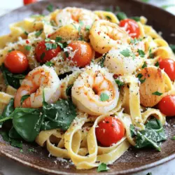 Schmackhafte Shrimp Scallop Pasta mit frischen Zutaten