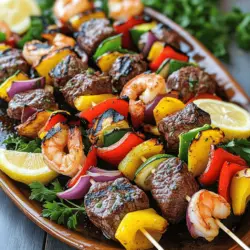 Grillspieße mit Rinderfilet und Garnelen Genuss pur