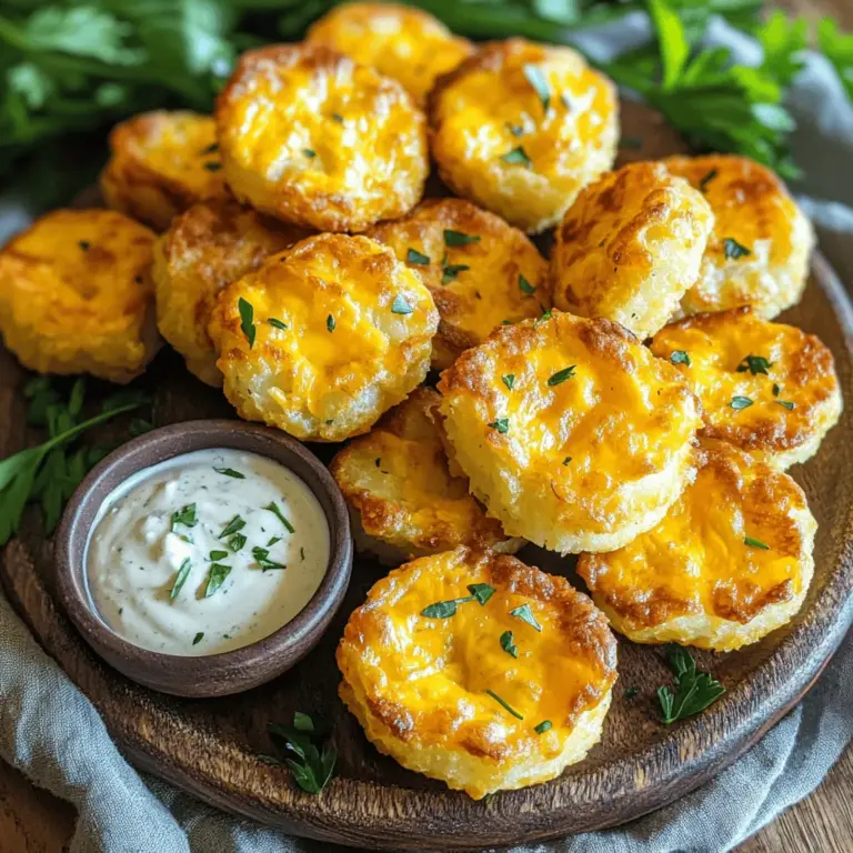- 2 große Russet-Kartoffeln, geschält und gewürfelt - 1 Tasse geriebener Cheddar-Käse - ½ Tasse Frischkäse, zimmerwarm - ¼ Tasse saure Sahne - 2 Knoblauchzehen, fein gehackt - 1 Teelöffel Zwiebelpulver - 1 Teelöffel Paprika, geräuchert für mehr Geschmack - Salz und Pfeffer nach Geschmack Die Hauptzutaten machen unsere Kartoffel-Puffs besonders lecker. Große Russet-Kartoffeln sind perfekt, weil sie viel Stärke haben. Diese Stärke gibt den Puffs eine tolle Textur. Käse und Sahneprodukte sorgen für die Cremigkeit. Die Gewürze geben den Puffs den richtigen Kick. - 1 Tasse Semmelbrösel (zum Wenden) - 2 Eier, verquirlt (für den Eierwasch) - Pflanzenöl (zum Frittieren) Die Panade hilft, die Puffs knusprig zu machen. Semmelbrösel geben einen tollen Crunch. Die Eier helfen, die Brösel an den Puffs zu halten. Pflanzenöl ist wichtig, um die Puffs goldbraun und lecker zu frittieren. - Serviergröße: 4-6 Puffs pro Person - Kalorien: ca. 250 pro Puff - Makronährstoffe: 14g Fett, 20g Kohlenhydrate, 6g Eiweiß Die Portionen sind perfekt für eine Gruppe. Jeder kann ein paar Puffs genießen. Die Nährwertangaben helfen dir, die richtige Menge zu planen. Diese Puffs sind ein Genuss, also teile sie mit Freunden oder Familie. Du wirst sie lieben! Sie sind nicht nur lecker, sondern auch einfach zu machen. Für das vollständige Rezept schaue dir die Full Recipe an. - Kochen der gewürfelten Kartoffeln: Beginne mit zwei großen Russet-Kartoffeln. Schäle sie und schneide sie in Würfel. Koche die gewürfelten Kartoffeln in einem großen Topf mit gesalzenem Wasser. Lass sie etwa 15-20 Minuten kochen, bis sie zart sind. Gieße das Wasser ab und stelle die Kartoffeln beiseite. - Zerdrücken der Kartoffeln: Nimm einen Kartoffelstampfer oder eine Gabel. Zerdrücke die gekochten Kartoffeln gründlich, bis sie eine glatte Masse bilden. Achte darauf, dass keine Klumpen übrig bleiben. - Vermischen der Zutaten: In einer großen Schüssel füge die zerdrückten Kartoffeln hinzu. Gib dann 1 Tasse geriebenen Cheddar-Käse, ½ Tasse zimmerwarmen Frischkäse und ¼ Tasse saure Sahne dazu. Füge 2 fein gehackte Knoblauchzehen, 1 Teelöffel Zwiebelpulver, 1 Teelöffel geräucherte Paprika, Salz und Pfeffer nach Geschmack hinzu. Rühre alles gut um, bis die Mischung gleichmäßig ist. - Abkühlen und Formen der Puffs: Lass die Kartoffelmasse ein paar Minuten abkühlen. Danach forme mit deinen Händen kleine Bällchen oder Puffs. Sie sollten etwa 2,5 bis 4 cm im Durchmesser sein. - Panieren der Puffs: Stelle eine Wende-Station auf. Bereite eine Schüssel mit 2 verquirlten Eiern und eine andere mit 1 Tasse Semmelbröseln vor. Tauche jeden Kartoffelpuff zuerst in das Ei. Achte darauf, dass er gut bedeckt ist. Wende ihn dann in den Semmelbröseln, bis er komplett umhüllt ist. - Frittieren bis zur goldbraunen Farbe: Erhitze in einer großen Pfanne Pflanzenöl bei mittlerer Hitze. Lass es heiß werden. Um das zu testen, lasse ein kleines Stück Brot ins Öl fallen; es sollte zischen. Frittiere die Kartoffel-Puffs portionsweise etwa 3-4 Minuten lang. Achte darauf, dass sie auf allen Seiten goldbraun sind. Nach dem Frittieren nimm die Puffs mit einem Schaumlöffel heraus und lass sie auf einem Papiertuch abtropfen, um überschüssiges Öl zu entfernen. Diese Schritte machen deine Puffs knusprig und voll von Geschmack! Für das volle Rezept schau dir die vollständige Anleitung an. Um die perfekte Konsistenz für die Kartoffelpuffs zu erreichen, drücke die gekochten Kartoffeln gut. Nutze einen Kartoffelstampfer, um sie schön glatt zu bekommen. Achte darauf, keine Stücke zu lassen, da sie die Puffs ungleichmäßig machen könnten. Verwende Zutaten in Raumtemperatur. Das macht es einfacher, alles gut zu vermischen. Wenn der Frischkäse und die saure Sahne warm sind, verbinden sie sich besser mit den Kartoffeln. Die richtige Temperatur ist wichtig. Erhitze das Pflanzenöl auf mittlere Hitze. Um die Temperatur zu testen, lasse ein kleines Stück Brot ins Öl. Wenn es zischt, ist das Öl bereit. Vermeide es, die Pfanne zu überladen. Frittiere die Kartoffelpuffs in kleinen Mengen. Das hilft, die Hitze konstant zu halten und sorgt für eine gleichmäßige Bräunung. Ideale Dips für die Kartoffelpuffs sind Ranch-Dip oder eine würzige Salsa. Diese passen gut zu dem cremigen Geschmack der Puffs. Du kannst auch einen Knoblauchdip anbieten, um die Aromen zu verstärken. Präsentation ist wichtig. Serviere die Puffs auf einem großen Platter. Garniere sie mit frisch gehackten Kräutern. Das macht das Gericht ansprechender und frischer. Wenn du die Puffs zu einem besonderen Anlass servierst, achte darauf, den Teller schön zu dekorieren. {{image_4}} Du kannst verschiedene Käsesorten verwenden, um den Geschmack zu verändern. Cheddar ist toll, aber probiere auch Mozzarella oder Gouda. Beide geben den Puffs eine andere, leckere Note. Wenn du vegan essen möchtest, gibt es tolle Käsealternativen. Diese sind oft aus Nüssen oder Soja. Sie schmelzen gut und geben den Puffs eine schöne Cremigkeit. Gemüse macht die Puffs noch besser. Du kannst kleine Stücke von Spinat, Brokkoli oder Paprika hinzufügen. Diese geben Farbe und Nährstoffe. Versuche auch, verschiedene Kräuter wie Petersilie oder Schnittlauch zu verwenden. Sie sorgen für mehr Geschmack und Frische. Für glutenfreie Puffs kannst du glutenfreie Semmelbrösel verwenden. Es gibt viele Marken, die diese anbieten. Wenn du auf Kalorien achtest, nutze weniger Käse oder ersetze die Sahne durch Joghurt. So bleiben die Puffs lecker, aber etwas leichter. Du kannst auch die Menge an Öl reduzieren, wenn du die Puffs im Backofen zubereitest. Um mehr Rezeptideen zu entdecken, sieh dir das Full Recipe an. Die Aufbewahrung der Puffs ist einfach. Nach dem Frittieren solltest du sie in einem luftdichten Behälter im Kühlschrank lagern. So bleiben sie frisch und lecker. Wenn du sie länger aufbewahren möchtest, friere die noch ungebackenen Puffs ein. Lege sie auf ein Backblech, damit sie nicht zusammenkleben. Wenn sie fest sind, packe sie in einen Gefrierbeutel. So kannst du sie später einfach zubereiten. Um die Puffs wieder aufzuwärmen, gibt es gute Methoden. Du kannst sie in der Fritteuse wieder aufwärmen. So bleiben sie knusprig. Eine andere Möglichkeit ist der Backofen. Lege die Puffs auf ein Backblech und backe sie bei 180 Grad etwa 10 bis 15 Minuten. Beide Methoden bringen den Geschmack zurück. Wie lange sind die Puffs haltbar? Im Kühlschrank bleiben sie etwa drei bis vier Tage frisch. Achte darauf, sie gut zu verschließen. Wenn du sie im Gefrierfach hast, halten sie bis zu drei Monate. Achte darauf, dass sie keine Frostschäden bekommen. Um Verderb zu erkennen, schaue auf die Farbe und den Geruch. Wenn sie seltsam riechen oder verfärbt sind, solltest du sie wegwerfen. Für das vollständige Rezept kannst du auf den [Full Recipe] Link klicken. Um die Kartoffel-Puffs glutenfrei zu machen, ersetzen Sie die Semmelbrösel durch glutenfreie Brösel. Diese sind in vielen Läden erhältlich. Achten Sie auch darauf, dass alle anderen Zutaten glutenfrei sind. Zum Beispiel können Sie glutenfreies Mehl in der Füllung verwenden. So bleibt der Geschmack gleich, aber die Puffs sind für alle genießbar. Ja, Sie können die Puffs im Voraus zubereiten. Bereiten Sie die Füllung vor und formen Sie die Puffs. Legen Sie sie dann auf ein Backblech und frieren Sie sie ein. Sobald sie gefroren sind, können Sie sie in einen Behälter geben. Wenn Sie bereit sind, sie zu backen, tauen Sie sie einfach auf und frittieren Sie sie wie gewohnt. So sparen Sie Zeit und können sie frisch genießen. Wenn Sie nicht frittieren möchten, gibt es gute Alternativen. Sie können die Puffs im Ofen backen. Heizen Sie den Ofen auf 200 Grad Celsius vor und legen Sie die Puffs auf ein Backblech. Sprühen Sie etwas Öl auf die Puffs, um sie knusprig zu machen. Backen Sie sie etwa 20-25 Minuten lang, bis sie goldbraun sind. So bleiben sie gesünder, aber dennoch lecker. Zusammenfassend haben wir die besten Zutaten für köstliche Kartoffel-Puffs behandelt. Wir haben die Vorbereitung, Frittiertechniken und Storage-Optionen besprochen. Diese Schritte helfen Ihnen, perfekte Puffs zuzubereiten. Denken Sie daran, verschiedene Variationen auszuprobieren, um neue Geschmäcker zu entdecken. Es macht Spaß, kreativ zu sein! Nutzen Sie die Tipps, um Ihre Kartoffel-Puffs besonders zu machen. Mit etwas Übung werden Sie sicher zu einem Puffs-Profi!