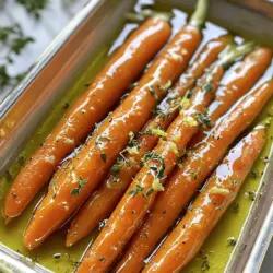 Für ein einfaches und leckeres Gericht brauchst du: - 450 g Babykarren, geschält - 2 Esslöffel Honig - 2 Esslöffel ungesalzene Butter - 1 Teelöffel frischer Thymian, gehackt - Salz und Pfeffer nach Geschmack - 1 Esslöffel Zitronensaft - Optional: Gehackte Petersilie zum Garnieren Diese Zutaten sorgen für einen süßen und herzhaften Geschmack. Die Babykarren sind perfekt, weil sie klein und zart sind. Die Kombination aus Honig und Thymian ist großartig. Der Honig gibt Süße, während der Thymian einen frischen, kräuterigen Geschmack bringt. Salz und Pfeffer helfen, alles abzurunden. Zitronensaft fügt eine spritzige Note hinzu. Wenn du magst, kannst du auch andere Kräuter probieren. Petersilie ist eine schöne Ergänzung, die das Gericht aufpeppt. Die Zubereitung ist einfach und schnell. Du brauchst: - Vorbereitungszeit: 10 Minuten - Gesamtzeit: 20 Minuten - Portionen: 4 Mit dieser schnellen Zubereitung kannst du Honig-glänzende Karotten einfach in dein Menü einfügen. Sie passen gut zu vielen Hauptgerichten. Jedes Mal, wenn ich sie mache, sind sie der Star auf dem Tisch. Für das vollständige Rezept siehe [Full Recipe]. Zuerst bereiten wir unsere Zutaten vor. Du brauchst 450 g Babykarren. Achte darauf, sie gründlich zu schälen. Das macht das Essen leichter und schöner. Neben den Karotten benötigst du zwei Esslöffel Honig und zwei Esslöffel ungesalzene Butter. Frischer Thymian ist wichtig. Ein Teelöffel davon reicht. Vergiss nicht das Salz, den Pfeffer und einen Esslöffel Zitronensaft. Optional kannst du auch Petersilie für die Garnitur verwenden. Jetzt bringen wir einen mittelgroßen Topf mit Wasser zum Kochen. Füge eine Prise Salz hinzu. Gib dann die geschälten Babykarren ins Wasser. Lass sie etwa 5-7 Minuten kochen. Sie sollten zart, aber noch bissfest sein. Das sorgt für den besten Biss. Wenn sie fertig sind, gieße sie ab und stelle sie beiseite. Im selben Topf schmelze die Butter bei mittlerer Hitze. Achte darauf, dass sie nicht anbrennt. Wenn die Butter geschmolzen ist, füge den Honig hinzu. Rühre für 1-2 Minuten. So vermischen sich die Aromen gut. Jetzt kommen die vorgekochten Babykarren dazu. Rühre vorsichtig, damit sie gleichmäßig glasiert werden. Füge den gehackten Thymian, den Zitronensaft, Salz und Pfeffer hinzu. Rühre weiter, bis die Karotten gut glasiert sind. Das dauert etwa 3-4 Minuten. Dann nimm den Topf vom Herd und serviere die Karotten warm. Optional kannst du sie mit gehackter Petersilie garnieren. Für das ganze Rezept schau dir den Full Recipe an. Um die perfekte Konsistenz zu erreichen, koche die Karotten nur bis sie zart sind. Du willst, dass sie bissfest bleiben. Dies dauert etwa 5-7 Minuten im kochenden Wasser. Überprüfe die Konsistenz mit einer Gabel. Sie sollte leicht hineinstechen, aber die Karotte nicht zerfallen. Eine häufige Falle ist, die Karotten zu lange zu kochen. Das führt zu matschigen Karotten, die ihren Geschmack verlieren. Achte auch darauf, das Wasser gut zu salzen. Dies hilft, den natürlichen Geschmack der Karotten zu betonen. Vergiss nicht, die Honig-Butter-Glasur gut zu umrühren. So verteilt sich der Geschmack gleichmäßig. Für dieses Rezept benötigst du einige einfache Küchengeräte: - Einen mittelgroßen Topf für das Kochen - Ein Sieb zum Abgießen der Karotten - Einen Holzlöffel für das Umrühren - Ein scharfes Messer zum Hacken des Thymians Diese Geräte helfen dir, die Karotten einfach und schnell zuzubereiten. Wenn du die richtigen Werkzeuge hast, wird das Kochen zum Vergnügen. Du kannst die Schritte aus dem [Full Recipe] befolgen, um deine perfekten Honig-glänzenden Karotten zu machen. {{image_4}} Wenn du deine Honig-glänzenden Karotten aufpeppen möchtest, probiere andere Kräuter. Rosmarin passt gut zu Karotten. Auch Oregano gibt einen tollen Geschmack. Du kannst auch etwas Kümmel hinzufügen. Diese Kräuter bringen neue Aromen in dein Gericht. Um mehr Geschmack zu erhalten, füge etwas Knoblauch hinzu. Ein bis zwei zerdrückte Zehen reichen aus. Du kannst auch geriebene Ingwerwurzel verwenden. Das gibt einen frischen Kick. Für einen süßeren Geschmack probiere eine Prise Zimt oder Muskat. Diese Gewürze ergänzen die Süße des Honigs perfekt. Wenn du eine vegane Version machen möchtest, ersetze die Butter durch Pflanzenöl. Kokosöl oder Olivenöl sind gute Optionen. Statt Honig kannst du Agavendicksaft verwenden. Er hat einen ähnlichen Geschmack. Diese Anpassungen machen das Gericht für alle genießbar. Wenn du die vegane Glasur machst, achte darauf, die gleichen Schritte wie im Full Recipe zu befolgen. Lagere übrig gebliebene Karotten in einem luftdichten Behälter. Stelle sicher, dass die Karotten vollständig abgekühlt sind. So bleiben sie frisch. Du kannst sie im Kühlschrank bis zu drei Tage aufbewahren. Um die Karotten wieder aufzuwärmen, lege sie in einen Topf. Füge einen Spritzer Wasser hinzu. Decke den Topf ab und erhitze sie bei mittlerer Hitze. Rühre gelegentlich um, bis sie warm sind. Du kannst sie auch in der Mikrowelle aufwärmen. Stelle die Mikrowelle auf mittlere Leistung und erhitze sie in kurzen Intervallen. Die Haltbarkeit der Karotten im Kühlschrank beträgt bis zu drei Tage. Wenn du sie länger aufbewahren möchtest, kannst du sie einfrieren. Koche die Karotten zuerst kurz und lasse sie abkühlen. Lege sie dann in einen gefrierfreundlichen Beutel. So bleiben sie bis zu drei Monate frisch. Wenn du die Karotten wieder auftauen möchtest, lasse sie über Nacht im Kühlschrank. Das ist einfach und sicher. Für die besten Ergebnisse, genieße die Karotten frisch nach der Zubereitung, wie im Full Recipe beschrieben. Für die perfekten Honig-glänzenden Karotten sollten Sie die Babykarren etwa 5 bis 7 Minuten kochen. Sie sollten zart, aber noch bissfest sein. So bleibt der Geschmack frisch und die Farbe lebendig. Überkochen kann die Karotten matschig machen. Achten Sie darauf, sie rechtzeitig abzuschütten. Ja, Sie können andere Gemüse verwenden! Pastinaken, Zucchini oder sogar Sellerie passen gut. Diese Gemüse bieten unterschiedliche Texturen und Aromen. Schneiden Sie sie in ähnliche Größen wie die Karotten. So garen sie gleichmäßig und erhalten die gleiche süße Glasur. Um den Honiggeschmack zu verstärken, fügen Sie mehr Honig hinzu. Beginnen Sie mit einem zusätzlichen Esslöffel und probieren Sie dann. Zimt oder Ingwer können auch helfen. Diese Gewürze ergänzen die Süße und bringen Tiefe ins Gericht. Experimentieren Sie, um Ihren perfekten Geschmack zu finden. Für die vollständige Zubereitung und weitere Details, schauen Sie sich das Full Recipe an. Du hast nun alle Schritte, um honig-glänzende Karotten zuzubereiten. Wir haben die Zutaten durchgegangen und die Zubereitung Schritt für Schritt erklärt. Die Tipps helfen dir, Fehler zu vermeiden und die perfekte Konsistenz zu erreichen. Denk auch an die verschiedenen Variationen, um dein Gericht zu bereichern. Schließlich weißt du jetzt, wie man die Reste lagert und aufwärmt. Viel Spaß beim Kochen und Genießen dieser leckeren Karotten!