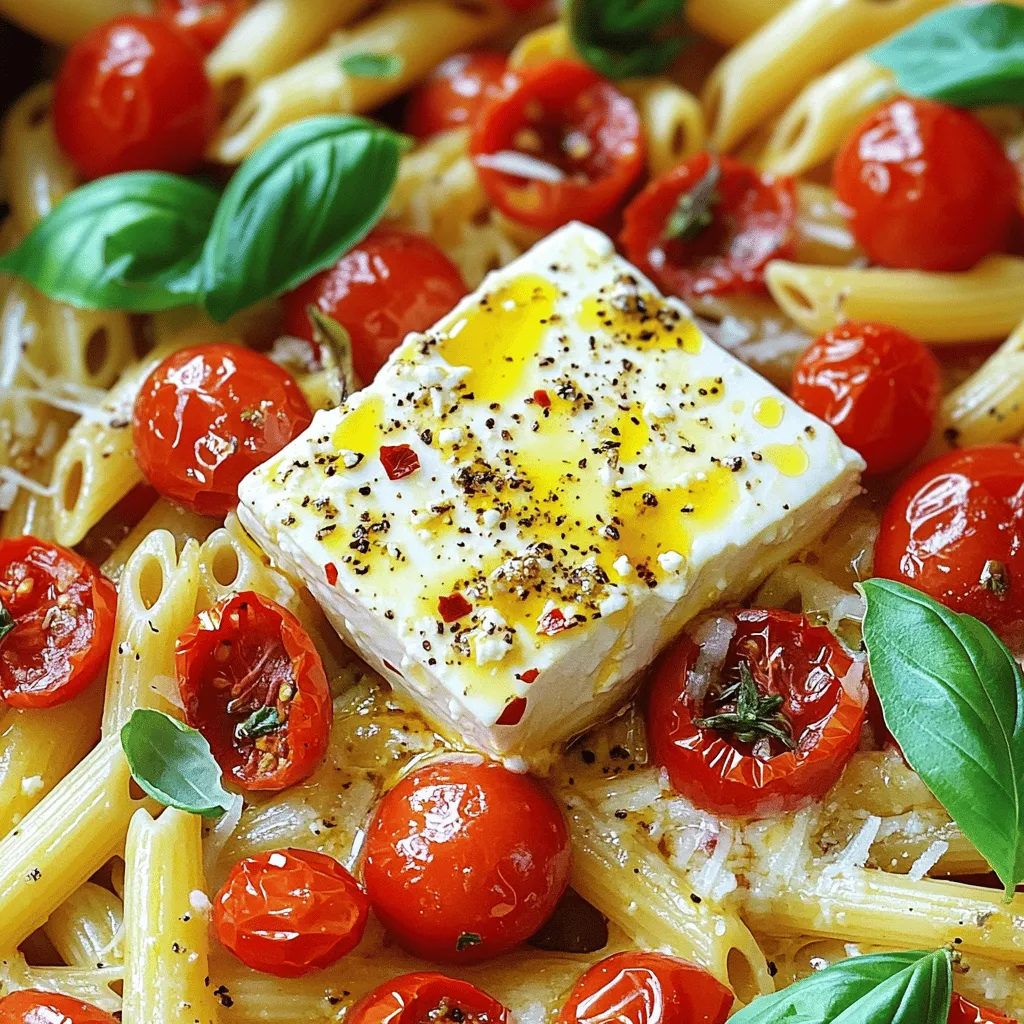 - 1 Block (226 g) Feta-Käse - 500 g Kirschtomaten, halbiert - 4 Knoblauchzehen, fein gehackt - 60 ml Olivenöl - 1 Teelöffel Trockenoregano - 1/2 Teelöffel rote Pfefferflocken (optional) - 340 g Pasta (Penne oder Fusilli eignen sich gut) - Frische Basilikumblätter zum Garnieren - Salz und Pfeffer nach Geschmack - Frisch geriebener Parmesan zum Servieren (optional) Die Hauptzutaten sind einfach. Feta und Kirschtomaten stehen im Mittelpunkt. Feta bringt einen tollen Geschmack. Kirschtomaten sorgen für eine süße Note. Knoblauch und Oregano fügen Tiefe hinzu. Diese Mischung macht das Gericht lebendig. Hochwertiger Feta ist wichtig. Er macht den Unterschied im Geschmack. Achte darauf, dass der Feta frisch ist. Du kannst auch andere Käsesorten ausprobieren. Saisonale Zutaten sind eine tolle Idee. Verwende frische Tomaten im Sommer. Im Winter kannst du getrocknete Tomaten nutzen. Das gibt dem Gericht eine neue Note. Für die besten Aromen, achte auf frische Kräuter. Basilikum verleiht ein tolles Aroma. Es ist wichtig, die richtigen Zutaten zu wählen. So wird deine gebratene Feta-Pasta zum Hit. Du findest die vollständige Anleitung in der [Full Recipe]. Zuerst heizen Sie den Ofen auf 200 °C vor. Das ist wichtig, damit die Pasta gleichmäßig gart. Dann bereiten Sie die Zutaten vor. Nehmen Sie eine große Auflaufform. Fügen Sie die halbierten Kirschtomaten und den gehackten Knoblauch hinzu. Diese Zutaten geben dem Gericht viel Geschmack. Beträufeln Sie alles mit Olivenöl. Streuen Sie Oregano, rote Pfefferflocken, Salz und Pfeffer darüber. Mischen Sie alles gut. Jetzt legen Sie den Block Feta-Käse in die Mitte. Umgeben Sie ihn mit den Tomaten. Jetzt kommt der spannende Teil! Stellen Sie die Auflaufform in den Ofen. Backen Sie die Mischung für etwa 25 bis 30 Minuten. Der Feta sollte weich und leicht golden sein. Die Tomaten beginnen zu blubbern. Währenddessen kochen Sie die Pasta. Halten Sie sich an die Anweisungen auf der Verpackung. Kochen Sie die Pasta al dente und gießen Sie sie ab. Lassen Sie die Pasta etwas abkühlen. Nehmen Sie die Auflaufform aus dem Ofen. Der Duft wird köstlich sein! Zerdrücken Sie den Feta mit einer Gabel in die Tomaten. So entsteht eine cremige Sauce. Fügen Sie dann die gekochte Pasta in die Form hinzu. Vermengen Sie alles gut. Achten Sie darauf, dass die Pasta gleichmäßig mit der Sauce bedeckt ist. Servieren Sie die Pasta warm, garniert mit frischem Basilikum. Ein Hauch von frisch geriebenem Parmesan passt auch gut dazu. Für das vollständige Rezept schauen Sie sich das [Full Recipe] an! Um die perfekte gebratene Feta-Pasta zuzubereiten, sind die Backzeit und Temperatur entscheidend. Heize deinen Ofen auf 200 °C vor. Die Mischung aus Feta und Tomaten benötigt 25 bis 30 Minuten. Achte darauf, dass der Feta weich und leicht golden ist. Wenn du die Pasta kochst, sollte sie al dente sein. So bleibt sie bissfest und passt gut zur cremigen Sauce. Beim Anrichten und Servieren ist die Präsentation wichtig. Verwende frische Basilikumblätter für Farbe und Aroma. Ein wenig frisch geriebener Parmesan macht die Pasta noch köstlicher. Ein häufiger Fehler ist, dass der Feta nicht schmilzt. Stelle sicher, dass du ihn in die Mitte der Auflaufform legst. So kann er gleichmäßig erhitzen. Wenn der Feta nicht schmilzt, kann das an der Temperatur liegen. Überprüfe auch, ob deine Ofentemperatur korrekt ist. Ein weiterer Punkt ist die Konsistenz der Pasta. Achte darauf, die Pasta nicht zu lange zu kochen. Sie sollte al dente sein, damit sie die Sauce gut aufnehmen kann. Wenn die Pasta zu weich ist, wird sie matschig. Ein guter Tipp ist, die Pasta immer kurz vor dem Servieren mit der Sauce zu vermengen. So bleibt sie frisch und lecker. Für mehr Details, schau dir das [Full Recipe] an! {{image_4}} Es gibt viele Wege, gebratene Feta-Pasta anzupassen. Wenn du eine vegetarische oder vegane Option möchtest, ersetze den Feta-Käse. Nutze stattdessen einen pflanzlichen Käse. Viele Marken bieten tolle Alternativen an. Du kannst auch die Kirschtomaten durch Zucchini oder Paprika ersetzen. Beides bringt viel Geschmack und Farbe. Wenn du mehr Protein willst, füge Hähnchen oder Kichererbsen hinzu. Kichererbsen sind auch eine gute vegane Quelle. Du kannst sie einfach in die Auflaufform geben. So wird deine Mahlzeit noch nahrhafter. Das Experimentieren mit Aromen macht das Kochen spannend. Probiere belgischen Feta, wenn du einen anderen Geschmack magst. Er hat eine cremige Textur und ist leicht süßlich. Das bringt eine neue Note in dein Gericht. Kräuter und Gewürze sind ebenfalls wichtig. Du kannst frisches Basilikum, Thymian oder Rosmarin verwenden. Diese Kräuter passen gut zu Feta. Du kannst auch einen Hauch von Zitronenschale hinzufügen, um Frische zu bringen. Es ist spannend, verschiedene Kombinationen auszuprobieren. So findest du deinen eigenen Lieblingsgeschmack für gebratene Feta-Pasta. Um die Reste von gebratener Feta-Pasta gut aufzubewahren, gibt es einige einfache Tipps. Zuerst sollten Sie die Reste in einen luftdichten Behälter geben. Lassen Sie das Gericht auf Raumtemperatur abkühlen, bevor Sie es in den Kühlschrank stellen. Im Kühlschrank bleibt die Pasta für etwa 3 bis 5 Tage frisch. Wenn Sie die Reste länger aufbewahren möchten, können Sie sie auch einfrieren. Dazu füllen Sie die Pasta in einen gefrierfesten Behälter. Sie können die Pasta bis zu 2 Monate im Gefrierfach aufbewahren, ohne dass der Geschmack leidet. Es gibt einige gute Methoden, um die Reste von gebratener Feta-Pasta aufzuwärmen. Eine der besten Methoden ist das Erhitzen in der Mikrowelle. Geben Sie die Pasta in eine mikrowellengeeignete Schüssel. Fügen Sie einen kleinen Schuss Wasser hinzu, um die Feuchtigkeit zu erhalten. Decken Sie die Schüssel ab und erwärmen Sie die Pasta in Intervallen von 1 bis 2 Minuten, bis sie heiß ist. Eine andere gute Option ist das Aufwärmen in einer Pfanne. Geben Sie die Pasta in eine Pfanne mit etwas Olivenöl. Erwärmen Sie sie bei mittlerer Hitze und rühren Sie gut um. So bleibt die Konsistenz der Pasta schön cremig. Vermeiden Sie es, die Pasta zu lange zu erhitzen, um ein Austrocknen zu verhindern. Die Vorbereitungszeit beträgt etwa 10 Minuten. Die Kochzeit liegt bei 25 bis 30 Minuten. Insgesamt dauert die Zubereitung also 40 Minuten. Das ist schnell und einfach! Ja, Sie können frische Tomaten verwenden. Sie sind oft saftig und reif. Aber sie können mehr Wasser enthalten, was die Sauce dünner macht. Kirschtomaten haben einen süßeren Geschmack. Sie geben der Pasta eine bessere Konsistenz. Zu gebratener Feta-Pasta passen viele Beilagen. Ein einfacher gemischter Salat ist frisch und leicht. Auch knuspriges Brot ist eine tolle Wahl. Es hilft, die leckere Sauce aufzunehmen. Ein Glas Weißwein oder Sprudelwasser rundet das Gericht ab. Gebratene Feta-Pasta ist einfach und lecker. Wir haben die besten Zutaten und Trends besprochen. Im Schritt-für-Schritt-Prozess lernst du, wie du alles perfekt zubereitest. Tipps helfen, häufige Fehler zu vermeiden. Variationen zeigen, wie du das Gericht anpassen kannst. Reste lassen sich gut lagern und aufwärmen. Also, viel Spaß beim Kochen und Ausprobieren! Deine nächste Mahlzeit wird toll!