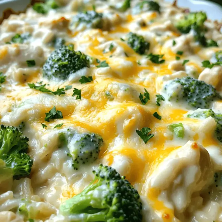 - 2 Tassen gekochter Reis - 450 g Hähnchenbrustfilets - 240 ml Sahne Für unser Hähnchen und Reis Pfanne Alfredo Bake sind die Hauptzutaten einfach und gut zu finden. Kochen Sie zuerst den Reis. Sie können weißen oder braunen Reis verwenden. Beide schmecken toll in diesem Rezept. Die Hähnchenbrustfilets sollten ohne Haut und Knochen sein. Schneiden Sie sie in kleine Würfel. Dies hilft beim gleichmäßigen Garen. Die Sahne gibt dem Gericht seine cremige Textur. Sie macht alles so lecker. - Salz und Pfeffer - 2 Esslöffel Olivenöl - 1 Teelöffel italienische Gewürzmischung Die Gewürze sind sehr wichtig. Sie bringen viel Geschmack ins Gericht. Verwenden Sie Salz und Pfeffer nach Ihrem Geschmack. Das Olivenöl ist auch wichtig. Es hilft, das Hähnchen schön goldbraun zu braten. Die italienische Gewürzmischung bringt frische Aromen. Sie macht das Rezept noch besser. - 100 g frisch geriebener Parmesan - 200 g geriebener Mozzarella - 2 Tassen Brokkoliröschen Käse macht alles besser! Der frisch geriebene Parmesan gibt einen tollen Geschmack. Der Mozzarella schmilzt schön und wird goldbraun. Brokkoli ist das Gemüse in diesem Rezept. Er bringt Farbe und Nährstoffe. Sie können frischen oder gefrorenen Brokkoli verwenden. Beide sind gut für dieses Gericht. Wenn Sie mehr Gemüse mögen, fügen Sie einfach etwas mehr hinzu. Für die vollständige Anleitung schauen Sie sich das [Full Recipe] an. - Heize deinen Ofen auf 190°C vor. - Schneide die Hähnchenbrust in kleine Würfel. Diese Größe hilft beim gleichmäßigen Garen. - Erhitze das Olivenöl in einer großen Pfanne bei mittlerer Hitze. - Füge die gewürfelten Hähnchenstücke hinzu. Würze sie mit Salz, Pfeffer und italienischer Gewürzmischung. - Brate das Hähnchen für etwa 5-7 Minuten. Es sollte ganz durchgegart und nicht mehr rosa sein. - Gib die Brokkoliröschen und den gekochten Reis zum Hähnchen in die Pfanne. - In einer separaten Schüssel vermenge die Sahne und Hühnerbrühe. Gieße diese Mischung über die Hähnchen-Reis-Mischung. - Rühre alles gut um, sodass sich die Zutaten gut vermischen. Verwende für das beste Ergebnis die vollständige Anleitung im Full Recipe. Um die perfekte Konsistenz für Ihren Hähnchen und Reis Pfanne Alfredo Bake zu erreichen, müssen Sie die Sahne und Brühe gut ausbalancieren. Zu viel Sahne macht das Gericht schwer. Zu viel Brühe lässt es wässrig. Ein gutes Verhältnis ist 1:1. Nutzen Sie 240 ml Sahne und 240 ml Hühnerbrühe. Außerdem sollten Sie die Käserichtige Verhältnisse beachten. Parmesan bringt einen tollen Geschmack. Mozzarella sorgt für die schöne, schmelzende Textur. Verwenden Sie 100 g Parmesan und 200 g Mozzarella. Diese Mischung macht Ihr Gericht cremig und lecker. Zeitmanagement ist wichtig, um die Zubereitung zu erleichtern. Sie können die Vorbereitungszeit optimieren, indem Sie alle Zutaten vorab bereitstellen. Schneiden Sie das Hähnchen und das Gemüse, bevor Sie mit dem Kochen anfangen. Führen Sie mehrere Schritte gleichzeitig durch. Während das Hähnchen brät, können Sie die Mischung aus Sahne und Brühe vorbereiten. So sparen Sie Zeit und machen das Kochen effizienter. Für einen gesünderen Ansatz können Sie Vollkornreis verwenden. Vollkornreis hat mehr Ballaststoffe und Nährstoffe. Es macht Ihr Gericht nahrhafter und sättigender. Wenn Sie eine milchfreie Option suchen, probieren Sie pflanzliche Sahne oder Brühe. Diese Alternativen sind auch für Veganer geeignet. So können Sie das Rezept für jeden anpassen und trotzdem köstlich genießen. Für das komplette Rezept, schauen Sie sich das [Full Recipe] an. {{image_4}} Für dein Hähnchen und Reis Pfanne Alfredo Bake kannst du viele Zutaten anpassen. Du kannst zum Beispiel Gemüse hinzufügen, wie Spinat oder Erbsen. Diese geben mehr Farbe und Nährstoffe. Wenn du einen anderen Käse magst, probiere Cheddar oder Gouda. Diese Käsesorten bringen einen neuen Geschmack in das Gericht und machen es noch leckerer. Möchtest du etwas Schärfe? Füge Chili oder Paprika hinzu. Diese Gewürze geben deinem Gericht einen Kick. Wenn du eine mediterrane Note magst, versuche Oregano oder Basilikum. Diese Kräuter verleihen dem Auflauf einen frischen Geschmack und machen ihn noch aromatischer. Du kannst dein Hähnchen und Reis Pfanne Alfredo Bake mit Beilagen servieren. Ein frischer Salat oder knuspriges Brot passen gut dazu. Wenn du Meal Prep machst, teile das Gericht in Portionen auf. So hast du schnelle Mahlzeiten für die Woche. Vergiss nicht, die Full Recipe zu verwenden, um das Gericht nach deinem Geschmack zu gestalten! Die maximale Aufbewahrungszeit für Hähnchen und Reis Pfanne Alfredo Bake beträgt drei bis vier Tage. Um die Frische zu bewahren, packe das Gericht in einen luftdichten Behälter. So bleibt der Geschmack erhalten und die Textur bleibt gut. Wenn du Reste einfrieren möchtest, teile sie in Portionen auf. Verwende gefrierfreundliche Behälter oder Beutel. Achte darauf, so viel Luft wie möglich zu entfernen. Zum Auftauen lege das Gericht über Nacht in den Kühlschrank. Dies hilft, den Geschmack zu bewahren. Um das Gericht aufzuwärmen, gibt es zwei gute Methoden. Du kannst die Mikrowelle verwenden oder den Ofen vorheizen. Bei der Mikrowelle erwärmst du es in Intervallen von einer Minute. Rühre zwischendurch, damit es gleichmäßig warm wird. Im Ofen empfehle ich, das Gericht bei 180 Grad Celsius für 15 bis 20 Minuten zu backen. Wenn es zu trocken erscheint, füge etwas Brühe oder Sahne hinzu, um die Konsistenz zu verbessern. Die Zubereitung dauert etwa 15 Minuten. Die Gesamtzeit beträgt 45 Minuten. In dieser Zeit bereiten Sie alle Zutaten vor und backen das Gericht im Ofen. So haben Sie schnell ein leckeres Essen für die Familie. Ja, Sie können das Gericht im Voraus zubereiten. Bereiten Sie alle Schritte bis zum Backen vor. Decken Sie die Pfanne oder die Auflaufform gut ab. Sie können sie dann im Kühlschrank aufbewahren. Backen Sie das Gericht einfach, wenn Sie bereit sind. Das Rezept kann glutenfrei gemacht werden. Verwenden Sie glutenfreien Reis und prüfen Sie die Brühe. Viele Hühnerbrühen sind glutenfrei. So können Sie das Gericht genießen, ohne sich um Gluten zu sorgen. Um mehr Portionen zu machen, verdoppeln Sie einfach die Zutaten. Achten Sie darauf, die Backzeit etwas zu verlängern. Prüfen Sie den Käse, um sicherzustellen, dass er gut schmilzt. So erhalten Sie genug für alle. Wenn Sie kein Hähnchen möchten, probieren Sie Tofu oder Pilze. Diese Optionen sind lecker und gesund. Sie können auch Gemüse wie Zucchini oder Auberginen verwenden. So bleibt Ihr Gericht frisch und spannend. In diesem Artikel haben wir ein einfaches Rezept für Hähnchen und Reis im Alfredo-Stil besprochen. Wir haben die wichtigsten Zutaten und eine Schritt-für-Schritt-Anleitung behandelt. Zudem gab es nützliche Tipps zur perfekten Konsistenz und Lagerung. Variationen und Anpassungen helfen, das Gericht spannend zu gestalten. Überlege, welche Zutaten dir am besten gefallen. Dieses Rezept ist flexibel und lässt Raum für Kreativität in der Küche. Probiere es aus und entdecke neue Lieblingsvarianten!